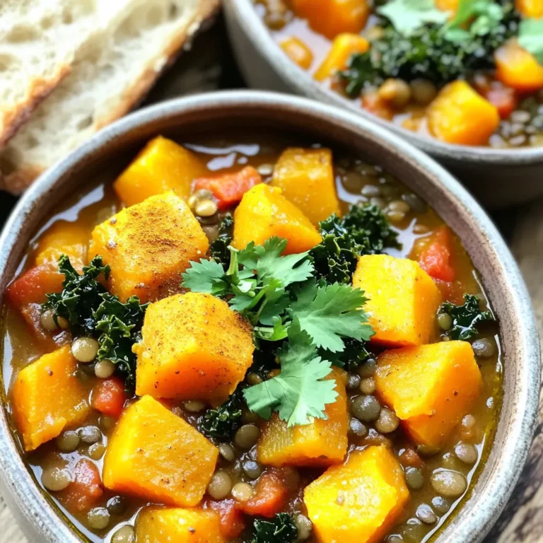 - 1 mittelgroßer Butternut-Kürbis - 1 Tasse grüne oder braune Linsen - 1 große Zwiebel - 3 Knoblauchzehen - 2 Karotten - 2 Selleriestangen - 1 Dose gewürfelte Tomaten - 4 Tassen Gemüsebrühe - Gewürze: Kreuzkümmel, Paprika, Kurkuma, Thymian - 2 Tassen Grünkohl Die Hauptzutaten sind einfach zu finden und machen den Eintopf lecker. Butternut-Kürbis gibt dem Gericht eine süße Note. Linsen bringen viel Protein. Die Zwiebel und der Knoblauch geben einen tollen Geschmack. Karotten und Sellerie fügen eine schöne Textur hinzu. Gewürfelte Tomaten bringen Frische und Flüssigkeit. Gemüsebrühe verstärkt den Geschmack und macht das Gericht herzhaft. Gewürze wie Kreuzkümmel und Paprika machen den Eintopf spannend. Der Grünkohl gibt eine gesunde Note und sorgt für Farbe. - Zusätzliche Gemüsevarianten - Ein zusätzlicher Löffel Olivenöl - Frische Kräuter zur Garnierung Du kannst das Rezept leicht anpassen! Füge dein Lieblingsgemüse hinzu, wie Zucchini oder Paprika. Ein zusätzlicher Löffel Olivenöl kann den Geschmack vertiefen. Frische Kräuter wie Koriander oder Petersilie machen das Gericht noch schöner. Diese Optionen bringen Vielfalt und helfen, das Gericht nach deinem Geschmack zu gestalten. - Kalorien und Nährwerte pro Portion - Gesundheitsvorteile der verwendeten Zutaten Der Eintopf ist gesund und nahrhaft. Er hat viele Vitamine und Mineralstoffe. Eine Portion enthält etwa 250 Kalorien. Linsen bieten viel Eiweiß und Ballaststoffe. Der Kürbis ist reich an Vitamin A und Antioxidantien. Grünkohl ist ein Superfood! Er ist voll von Vitaminen K und C. Diese Zutaten helfen, das Immunsystem zu stärken. So schaffst du eine gesunde Mahlzeit, die auch noch gut schmeckt. Zuerst bereiten wir das Gemüse vor. Schneiden Sie den Kürbis in kleine Würfel. Hacken Sie die Zwiebel grob. Ebenso würfeln Sie die Karotten und Selleriestangen. Diese Schritte sind einfach, aber wichtig. Vergessen Sie nicht, die Linsen gründlich zu waschen. So entfernen Sie Schmutz und verbessern den Geschmack. Jetzt kommt der spannende Teil. Geben Sie alle geschnittenen Zutaten in Ihren Slow Cooker. Beginnen Sie mit dem Butternut-Kürbis, gefolgt von den Linsen, Zwiebeln, Knoblauch, Karotten und Sellerie. Fügen Sie die Dose gewürfelte Tomaten hinzu, inklusive der Flüssigkeit. Jetzt gießen Sie die Gemüsebrühe darüber. Mischen Sie dann die Gewürze: Kreuzkümmel, Paprika, Kurkuma und Thymian. Würzen Sie mit Salz und Pfeffer. Zum Schluss träufeln Sie das Olivenöl über die Mischung und rühren gut um. Stellen Sie den Slow Cooker auf „low“ oder „high“. „Low“ kocht den Eintopf in 6 bis 8 Stunden. „High“ braucht 3 bis 4 Stunden. Der Eintopf ist fertig, wenn der Kürbis und die Linsen weich sind. Ein guter Hinweis ist, wenn der Kürbis leicht zerfällt. 30 Minuten vor dem Servieren geben Sie den gehackten Grünkohl hinzu und rühren gut um. Für den besten Geschmack können Sie die Gewürze anpassen. Mögen Sie es schärfer? Fügen Sie etwas Chili hinzu. Oder probieren Sie verschiedene Kräuter. Frischer Koriander oder Petersilie bringen einen tollen Geschmack. Sie können auch Basilikum oder Oregano verwenden. Diese Kräuter passen gut zu Kürbis und Linsen. Eine schnelle Vorbereitung spart Zeit. Schneiden Sie das Gemüse am Abend vorher. Lagern Sie es in einem Behälter im Kühlschrank. So sind Sie bereit, wenn es Zeit zum Kochen ist. Sie können auch Konserven verwenden. Dosenlinsen sind schnell einsatzbereit. Gefrorenes Gemüse ist eine gute Option. Es ist oft schon gewaschen und geschnitten. Servieren Sie den Eintopf mit frischem Brot. Ein rustikales Baguette passt perfekt. Quinoa ist eine gesunde Beilage. Es hat einen feinen Geschmack und viele Nährstoffe. Garnieren Sie den Eintopf mit frischem Koriander oder Petersilie. Das sieht nicht nur gut aus, es schmeckt auch besser. {{image_4}} Für eine vegane Version verwenden Sie Gemüsebrühe. Achten Sie darauf, dass sie ohne tierische Produkte ist. Fügen Sie mehr Protein hinzu, indem Sie Kichererbsen oder Quinoa einrühren. Diese Zutaten bringen einen tollen Geschmack und eine nahrhafte Note. Dieser Eintopf ist von Natur aus glutenfrei. Verwenden Sie sicherheitshalber glutenfreie Brühe. Achten Sie darauf, dass alle Zutaten, wie die Gewürze, keine Gluten enthalten. Das macht das Gericht sicher für alle, die glutenfrei essen müssen. Experimentieren Sie mit Gewürzen wie Zimt oder Ingwer. Diese können dem Eintopf eine besondere Note geben. Fügen Sie auch frische Kräuter wie Basilikum oder Oregano hinzu. Regionale Varianten könnten Kürbisgewürz oder Chili umfassen, um das Gericht schärfer zu machen. Probieren Sie, was Ihnen am besten gefällt! Um den Eintopf frisch zu halten, kühlen Sie ihn schnell ab. Nutzen Sie einen luftdichten Behälter. So bleibt der Geschmack erhalten. Stellen Sie sicher, dass er gut verschlossen ist. Im Kühlschrank hält er sich bis zu fünf Tage. Vor dem Servieren, erhitzen Sie einfach die Portion, die Sie möchten. Wenn Sie Reste haben, können Sie den Eintopf einfrieren. Lassen Sie ihn zuerst abkühlen. Füllen Sie ihn dann in gefriergeeignete Behälter. Achten Sie darauf, etwas Platz zu lassen, da sich der Eintopf ausdehnt. Er kann bis zu drei Monate im Gefrierfach bleiben. Zum Auftauen, legen Sie ihn einfach über Nacht in den Kühlschrank. Reste sind eine tolle Möglichkeit, um Zeit zu sparen. Sie können den Eintopf als Basis für neue Gerichte nutzen. Fügen Sie Reis oder Quinoa hinzu, um eine neue Mahlzeit zu erstellen. Sie können auch frisches Gemüse hinzufügen, um ihn aufzufrischen. Es ist eine kreative Weise, Lebensmittelverschwendung zu vermeiden. Der Eintopf hält sich im Kühlschrank bis zu fünf Tage. Lagern Sie ihn in einem luftdichten Behälter. Im Gefrierschrank bleibt er bis zu drei Monate frisch. Achten Sie darauf, ihn in Portionen einzufrieren, damit Sie nur die Menge auftauen, die Sie brauchen. Ja, Sie können verschiedene Linsenarten verwenden. Grüne und braune Linsen sind am besten. Sie halten ihre Form gut und haben einen milden Geschmack. Rote Linsen garen schneller und zerfallen mehr. Wenn Sie rote Linsen verwenden, reduzieren Sie die Kochzeit um etwa eine Stunde. Ja, Sie können den Eintopf auch im Schnellkochtopf zubereiten. Kochen Sie ihn bei hoher Hitze für etwa 15 bis 20 Minuten. Achten Sie darauf, die Flüssigkeit nicht zu reduzieren. Lassen Sie den Druck natürlich ab, um die Aromen zu bewahren. Dieser Eintopf ist einfach zuzubereiten und sehr nahrhaft. Wir haben die Hauptzutaten und optionale Zutaten gemeinsam erkundet, um eine leckere Mahlzeit zu schaffen. Die Schritte zur Zubereitung im Slow Cooker sind leicht nachzuvollziehen. Vergessen Sie nicht die Tipps zur Geschmacksanpassung und den verschiedenen Variationen. Denken Sie daran, dass Sie auch Reste kreativ nutzen können. Mit diesem Rezept haben Sie viele Möglichkeiten, gesunde Gerichte zu genießen. Viel Spaß beim Kochen und Experimentieren!