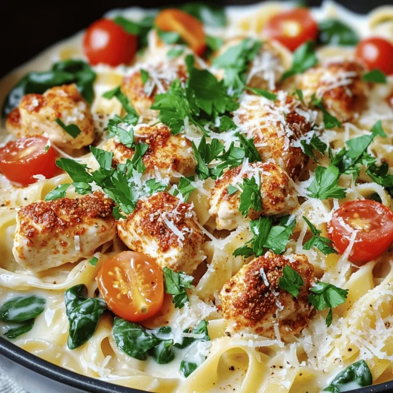 - 450 g Hähnchenbrustfilets - 225 g Fettuccine-Nudeln - 720 ml Hühnerbrühe - 2 Esslöffel Cajun-Gewürz - 240 ml Sahne - 100 g geriebener Parmesan-Käse - 150 g Cherrytomaten - 2 Tassen Babyspinat - Frische Petersilie zur Garnitur In diesem Rezept stehen die Hauptzutaten im Mittelpunkt. Die Hähnchenbrustfilets geben dem Gericht saftigen Geschmack. Die Fettuccine-Nudeln sorgen für eine tolle Textur. Hühnerbrühe bringt zusätzliche Tiefe in den Geschmack. Die Gewürze sind entscheidend. Cajun-Gewürz verleiht einen würzigen Kick. Sahne macht die Sauce reichhaltig und cremig. Parmesan-Käse fügt eine köstliche, salzige Note hinzu. Das Gemüse bringt Frische ins Gericht. Cherrytomaten sind süß und saftig. Babyspinat fügt Farbe und Nährstoffe hinzu. Frische Petersilie als Garnitur rundet das Gericht perfekt ab. Mit diesen Zutaten zauberst du schnell ein schmackhaftes One-Pot Cajun Chicken Alfredo. Zuerst nimmst du die Hähnchenbrustfilets. Schneide sie in mundgerechte Stücke. Gib die Stücke in eine Schüssel. Füge zwei Esslöffel Cajun-Gewürz hinzu. Mische alles gut, bis das Hähnchen gleichmäßig gewürzt ist. Es ist wichtig, dass jede Seite gut gewürzt ist, damit der Geschmack später stark ist. Erhitze zwei Esslöffel Olivenöl in einem großen Topf. Stelle die Hitze auf mittel bis hoch. Sobald das Öl heiß ist, füge das gewürzte Hähnchen hinzu. Brate das Hähnchen für etwa fünf bis sieben Minuten. Rühre es hin und wieder um. Das Hähnchen sollte goldbraun und ganz durchgegart sein. Nimm es dann aus dem Topf und stelle es beiseite. Im gleichen Topf bringst du 720 ml Hühnerbrühe zum Kochen. Füge 225 g Fettuccine-Nudeln hinzu. Koche die Nudeln nach den Anweisungen auf der Verpackung. Es ist wichtig, sie al dente zu garen. Rühre die Nudeln gelegentlich um, damit sie nicht kleben bleiben. Sobald die Nudeln fertig sind, reduziere die Hitze auf niedrig. Gib 240 ml Sahne und 100 g geriebenen Parmesan-Käse in den Topf. Rühre alles gut um. Die Sauce wird cremig, wenn der Käse schmilzt. Achte darauf, dass die Hitze nicht zu hoch ist, damit die Sauce nicht anbrennt. Jetzt ist es Zeit, das Hähnchen zurück in den Topf zu geben. Füge 150 g halbierte Cherrytomaten und zwei Tassen Babyspinat hinzu. Mische alles gut, bis der Spinat zusammenfällt und die Tomaten weich werden. So erhält das Gericht mehr Farbe und Geschmack. Schmecke das Gericht ab und füge Salz und Pfeffer nach Geschmack hinzu. Wenn alles gut gewürzt ist, schöpfe die Cajun-Hähnchen-Alfredo in Schalen. Du kannst das Gericht mit frisch gehackter Petersilie garnieren. Ein zusätzlicher Spritzer Parmesan macht es noch besser. Serviere es heiß und genieße dein schnelles und einfaches Gericht! Um die perfekte Sauce zu erreichen, achte auf die Menge der Sahne. Wenn die Sauce zu dick ist, füge etwas mehr Hühnerbrühe hinzu. Ist sie zu dünn, koche sie einfach etwas länger. Rühren hilft auch, die Sauce gleichmäßig zu machen. Parmesan-Käse macht die Sauce schön cremig. Verwende frisch geriebenen Käse für den besten Geschmack. Wenn dir Cajun-Gewürz nicht gefällt, probiere andere Gewürze. Paprika gibt eine milde Süße. Chili-Pulver bringt mehr Schärfe. Italienische Kräuter wie Oregano oder Basilikum machen das Gericht frisch. Du kannst deine Gewürze ganz nach deinem Geschmack anpassen. So wird das Essen noch persönlicher. Um die Reinigung leicht zu machen, benutze nur einen Topf. Wenn du die Hähnchenstücke brätst, lege sie auf ein Küchentuch, um überschüssiges Öl zu entfernen. Lass den Topf nach dem Kochen etwas abkühlen. Einweichen mit warmem Seifenwasser hilft, hartnäckige Reste zu lösen. So sparst du Zeit und Mühe beim Abwasch. {{image_4}} Du kannst Tofu oder Gemüse verwenden, um das Gericht vegetarisch zu machen. Tofu nimmt die Aromen gut auf. Brate ihn in Stücke und würze ihn wie das Hähnchen. Gemüse wie Brokkoli oder Paprika sind ebenfalls toll. Sie bringen Farbe und Geschmack ins Gericht. Für eine köstliche Meeresfrüchte-Variation kannst du Garnelen oder Krabben verwenden. Diese Meeresfrüchte kochen schnell und sind sehr zart. Füge sie in der letzten Kochphase hinzu, damit sie nicht übergart werden. Garnelen geben einen schönen, süßen Geschmack, während Krabben eine feine Note hinzufügen. Wenn du es schärfer magst, füge mehr Gewürze oder Chili hinzu. Ein bisschen Cayennepfeffer oder rote Paprika kann viel bewirken. Experimentiere mit der Menge, um die perfekte Schärfe für deinen Geschmack zu finden. So machst du dein Gericht noch interessanter und aufregender. Um Reste von One-Pot Cajun Chicken Alfredo richtig aufzubewahren, lege sie in einen luftdichten Behälter. So bleibt das Gericht frisch und schmackhaft. Achte darauf, dass es abgekühlt ist, bevor du es in den Kühlschrank stellst. Reste sind bei richtiger Lagerung bis zu drei Tage haltbar. Zum Aufwärmen kannst du den Ofen oder die Mikrowelle nutzen. Wenn du den Ofen wählst, heize ihn auf 180 Grad Celsius vor. Lege die Reste in eine Auflaufform. Decke sie mit Aluminiumfolie ab, um ein Austrocknen zu verhindern. Erwärme das Gericht etwa 20 Minuten lang. In der Mikrowelle geht es schneller. Erhitze die Portionen in 1-2 Minuten und rühre zwischendurch um. Die Haltbarkeit der Reste hängt von der Lagerung ab. Bei richtiger Lagerung sind die Reste bis zu drei Tage genießbar. Wenn du das Gericht länger aufbewahren möchtest, friere es ein. So hält es bis zu drei Monate. Zum Auftauen stelle es über Nacht in den Kühlschrank. Die Zubereitung dauert insgesamt etwa 30 Minuten. Davon brauchst du 10 Minuten für die Vorbereitung. Die Kochzeit beträgt etwa 20 Minuten. So hast du schnell ein leckeres Gericht auf dem Tisch. Ja, du kannst die Sahne ersetzen. Eine gute Alternative ist Milch mit etwas Mehl. Du kannst auch pflanzliche Sahne verwenden, wenn du eine vegane Option möchtest. Diese Alternativen geben dir eine ähnliche cremige Textur. Du kannst verschiedene Nudeln verwenden. Penne oder Spaghetti sind gute Alternativen. Auch glutenfreie Nudeln funktionieren gut in diesem Rezept. Wähle die Pasta, die dir am besten gefällt. Das Rezept hat einen leichten Schärfegrad durch das Cajun-Gewürz. Du kannst die Menge anpassen, um es milder zu machen. Wenn du es schärfer magst, füge einfach mehr Cajun-Gewürz hinzu. Ja, du kannst das Gericht im Voraus machen. Koche es einfach und lass es abkühlen. Lagere es dann in einem luftdichten Behälter im Kühlschrank. So ist es bis zu drei Tage haltbar. Erwärme es vor dem Servieren in der Mikrowelle oder auf dem Herd. Zusammenfassend haben wir die wichtigsten Schritte zum Zubereiten von One-Pot Cajun Chicken Alfredo besprochen. Wir haben die Hauptzutaten wie Hähnchen, Fettuccine und Brühe sowie Gewürze und Gemüse durchgenommen. Ich hoffe, die Tipps und Variationen geben dir neue Ideen für dein Gericht. Experimentiere mit verschiedenen Zutaten, um deinen eigenen Stil zu finden. Viel Freude beim Probieren und Kochen!