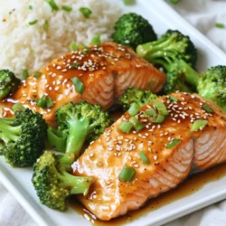 - 4 Lachsfilets (je 170 g) - 2 Tassen Brokkoliröschen - 60 ml natriumarme Sojasauce - 3 Esslöffel Honig oder Ahornsirup - 2 Esslöffel Reisessig - 2 Esslöffel Sesamöl - 3 Knoblauchzehen, fein gehackt - 1 Teelöffel frisch geriebener Ingwer - Gekochter Reis oder Quinoa (zum Servieren) Die Hauptzutaten für dieses Gericht sind einfach und nahrhaft. Lachs ist eine großartige Proteinquelle und Brokkoli ist voll mit Vitaminen. Die Sojasauce gibt dem Gericht eine salzige Tiefe. Für die weiteren Zutaten verwenden wir Honig oder Ahornsirup, um etwas Süße hinzuzufügen. Reisessig sorgt für einen sauren Kick, während Sesamöl einen nussigen Geschmack bringt. Die Gewürze sind auch wichtig. Knoblauch bringt viel Geschmack, und Ingwer gibt Frische. Servieren Sie das Gericht mit gekochtem Reis oder Quinoa. So haben Sie eine komplette Mahlzeit auf einem Blech. Heize deinen Ofen auf 200 °C vor. Das sorgt dafür, dass alles gleichmäßig gart. Lege ein großes Backblech mit Backpapier aus. So bleibt der Lachs schön saftig und der Brokkoli knusprig. In einer kleinen Schüssel mischst du die Sojasauce, Honig oder Ahornsirup, Reisessig und Sesamöl. Füge den gehackten Knoblauch und den frisch geriebenen Ingwer hinzu. Rühre alles gut um, bis die Sauce glatt ist. Diese Sauce gibt deinem Gericht viel Geschmack. Lege die Lachsfilets auf eine Seite des Backblechs. Würze sie mit Salz und Pfeffer. Verteile die Teriyaki-Sauce großzügig über den Lachs. Auf die andere Seite fügst du die Brokkoliröschen hinzu. Auch sie würzt du mit ein wenig Salz und Pfeffer. Vermenge alles gut. So wird jeder Bissen lecker. Schiebe das Backblech in den Ofen. Backe alles für 15-20 Minuten. Der Lachs sollte zart sein und sich leicht mit einer Gabel zerteilen lassen. Der Brokkoli wird zart und leicht knusprig. In den letzten 5 Minuten träufelst du die restliche Teriyaki-Sauce über den Lachs. So wird er noch aromatischer. - Anordne die Lachsfilets gleichmäßig auf dem Blech. So garen sie gleichmäßig. - Würze den Brokkoli nicht zu stark. Er sollte den Lachs nicht überdecken. - Probiere glutenfreie Sojasauce. So kann jeder das Gericht genießen. - Für eine scharfe Note füge Sriracha hinzu. Experimentiere mit der Menge. - Garniere das Gericht mit Sesamsamen und Frühlingszwiebeln. Das sieht toll aus. - Serviere den Lachs mit gekochtem Reis oder Quinoa. Das macht es sättigender. {{image_4}} Du kannst das Rezept leicht anpassen. Anstelle von Lachs kannst du gebratenes Hühnchen verwenden. Das Hähnchen wird mit der Teriyaki-Sauce genauso lecker. Wenn du eine vegetarische Option suchst, probiere Tofu. Tofu nimmt den Geschmack der Sauce gut auf und ist sehr nahrhaft. Für mehr Farbe und Geschmack kannst du Gemüse hinzufügen. Karotten oder Paprika passen gut zu diesem Gericht. Sie bringen eine süße Note und knusprige Textur. Du kannst auch mit grünem Gemüse wie Zucchini experimentieren. Das Gemüse wird schön zart und bleibt knackig. Die Aromen sind wichtig für den Geschmack. Wenn du eine süßere Variante möchtest, füge Ananas hinzu. Die Ananas harmoniert gut mit der Teriyaki-Sauce. Du kannst auch mit verschiedenen Gewürzen und Kräutern spielen. Ingwer, Knoblauch oder sogar Chili geben dem Gericht eine persönliche Note. Bewahre die Reste im Kühlschrank in einem luftdichten Behälter auf. Das hilft, den frischen Geschmack zu erhalten. Du kannst die Reste nach dem Abkühlen einfach in den Behälter geben. Die Reste sind bis zu 3 Tage im Kühlschrank haltbar. Achte darauf, die Reste gut zu verschließen, um Gerüche zu vermeiden. Wenn sie länger stehen, könnte der Geschmack leiden. Um die Reste aufzuwärmen, nutze den Ofen oder die Mikrowelle. Im Ofen bleibt die Textur des Lachses besser erhalten. Stelle den Ofen auf 180 °C ein und erwärme die Reste für etwa 10 Minuten. In der Mikrowelle erhitzt du sie in kurzen Intervallen. So bleibt der Lachs zart und saftig. Der Lachs muss 15-20 Minuten im Ofen backen. Er ist fertig, wenn er zart ist und sich leicht mit einer Gabel zerteilen lässt. Achte darauf, den Lachs nicht zu lange zu backen. Zu viel Hitze macht ihn trocken. Die perfekte Backzeit sorgt für einen saftigen Lachs. Ja, du kannst die Teriyaki-Sauce im Voraus zubereiten. Mische einfach die Sojasauce, den Honig, Reisessig, Sesamöl, Knoblauch und Ingwer. Bewahre die Sauce dann in einem luftdichten Behälter im Kühlschrank auf. So sparst du Zeit, wenn du das Gericht zubereitest. Die Sauce bleibt frisch und lecker für mehrere Tage. Es wird empfohlen, frischen Lachs zu verwenden. Frischer Lachs hat den besten Geschmack und die beste Textur. Wenn du gefrorenen Lachs verwenden möchtest, ist das auch möglich. Tau ihn vorher im Kühlschrank auf. So wird er gleichmäßiger gar. Zusammenfassend haben wir ein einfaches Rezept für gebackenen Lachs mit Teriyaki-Sauce behandelt. Die Hauptzutaten sind Lachs, Brokkoli und eine leckere Sojasauce. Ich habe auch Tipps für perfekte Zubereitung gegeben und Variationen vorgestellt, um das Gericht anzupassen. Denke daran, den Lachs nicht zu lange zu backen und die Sauce rechtzeitig hinzuzufügen. Probiere die verschiedenen Alternativen aus und genieße ein gesundes und schmackhaftes Gericht. Mach dein Essen bunt und lecker!