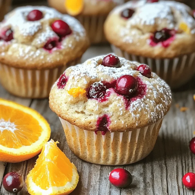 Für diese Cranberry Orange Muffins benötigst du folgende Zutaten: - 1 ½ Tassen Weizenmehl - ½ Tasse Vollkornmehl - 1 Tasse frische oder gefrorene Cranberries (großzügig gehackt, falls nötig) - 1 mittelgroße Orange (abgeriebene Schale und Saft) - ½ Tasse Kristallzucker - ½ Tasse brauner Zucker (fest gepackt) - 1 Teelöffel Natron - 1 Teelöffel Backpulver - ½ Teelöffel Salz - ½ Teelöffel gemahlener Zimt - ½ Tasse ungesüßtes Apfelmus - 2 große Eier - 1/3 Tasse Pflanzenöl - 1 Teelöffel Vanilleextrakt - Optional: ½ Tasse gehackte Nüsse (Walnüsse oder Pekannüsse) Die Orange bringt einen frischen, zitrusartigen Geschmack in die Muffins. Nutze die Schale und den Saft, um das volle Aroma herauszuholen. Der Zimt ergänzt die Süße und sorgt für Wärme. Die Mischung aus Kristallzucker und braunem Zucker gibt den Muffins die perfekte Süße und einen tiefen Geschmack. Wenn du Nüsse hinzufügst, gibt das einen schönen Crunch und mehr Tiefe. Frische Cranberries sind das Herz dieser Muffins. Achte darauf, dass sie fest und glänzend sind. Vermeide Beeren, die matschig oder verfärbt sind. Gefrorene Cranberries sind ebenfalls eine gute Option. Sie sind oft gleich frisch und können direkt verwendet werden. Wenn du gefrorene Cranberries nimmst, lass sie leicht antauen, bevor du sie in den Teig gibst. Heize deinen Ofen auf 190 °C vor. Lege ein Muffinblech mit Papierförmchen aus oder fette es leicht ein. Dies hilft, dass die Muffins nicht kleben bleiben. Ein gut vorbereitetes Blech sorgt für gleichmäßiges Backen. Nimm eine große Rührschüssel. Vermische 1 ½ Tassen Weizenmehl und ½ Tasse Vollkornmehl. Füge 1 Teelöffel Natron, 1 Teelöffel Backpulver, ½ Teelöffel Salz und ½ Teelöffel Zimt hinzu. Rühre gut um. Dann mische ½ Tasse Kristallzucker und ½ Tasse braunen Zucker unter. Diese Mischung gibt den Muffins süßen Geschmack. In einer anderen Schüssel vermenge ½ Tasse ungesüßtes Apfelmus, 2 große Eier, 1/3 Tasse Pflanzenöl, 1 Teelöffel Vanilleextrakt und den Saft einer mittelgroßen Orange. Reibe auch die Schale der Orange hinein. Rühre alles gut, bis es glatt ist. Diese feuchten Zutaten machen die Muffins saftig und aromatisch. Gieße die feuchten Zutaten in die Schüssel mit den trockenen Zutaten. Mische sanft, bis alles verbunden ist. Achte darauf, den Teig nicht zu übermixen. Füge 1 Tasse gehackte Cranberries und optional ½ Tasse Nüsse hinzu. Verteile den Teig gleichmäßig in die Muffinförmchen. Fülle sie bis zu zwei Dritteln. Backe die Muffins 18-20 Minuten. Ein Zahnstocher sollte sauber herauskommen, wenn du ihn in die Mitte steckst. Lass die Muffins 5 Minuten im Blech abkühlen. Danach setze sie auf ein Kuchengitter, um vollständig auszukühlen. Serviere die Muffins warm mit etwas Puderzucker und einer Scheibe Orange. Eine Tasse Kaffee oder Tee passt perfekt dazu. Um die Muffins fluffig zu halten, mische die trockenen Zutaten gut. Vermeide es, den Teig zu übermixen. Wenn du die feuchten und trockenen Zutaten kombinierst, rühre nur so lange, bis alles verbunden ist. Unnötiges Rühren macht die Muffins dicht. Die Zugabe von Apfelmus hilft ebenfalls, die Muffins saftig zu halten. Du kannst die Cranberry Orange Muffins leicht abwandeln. Probiere, etwas Zitronensaft und -schale hinzuzufügen. Das gibt einen frischen Geschmack. Für eine schokoladige Note füge Schokoladenstückchen hinzu. Auch verschiedene Nüsse wie Mandeln oder Haselnüsse sind lecker. Experimentiere mit getrockneten Früchten, wie Aprikosen oder Äpfeln, um neue Aromen zu entdecken. Ein häufiger Fehler ist, die Muffins zu lange zu backen. Prüfe die Muffins nach 18 Minuten mit einem Zahnstocher. Wenn er sauber herauskommt, sind sie fertig. Ein weiterer Fehler ist, die Muffinförmchen zu voll zu füllen. Fülle sie nur zu zwei Dritteln, damit die Muffins beim Backen nicht überlaufen. Achte auch darauf, frische Cranberries zu verwenden. Alte, schrumpelige Cranberries können den Geschmack beeinträchtigen. {{image_4}} Wenn Sie etwas Crunch mögen, fügen Sie Nüsse hinzu. Ich empfehle Walnüsse oder Pekannüsse. Diese Nüsse passen perfekt zu den saftigen Cranberries. Sie geben den Muffins eine tolle Textur. Hacken Sie die Nüsse grob, damit sie beim Essen gut herauskommen. Mischen Sie sie einfach zusammen mit den Cranberries in den Teig. So erhalten Sie eine köstliche Variante! Möchten Sie glutenfreie Muffins? Kein Problem! Verwenden Sie einfach eine Mischung aus glutenfreien Mehlen. Zum Beispiel können Sie Mandelmehl oder Hafermehl verwenden. Achten Sie darauf, dass das Backpulver glutenfrei ist. Diese Mehle verändern den Geschmack. Sie bleiben jedoch leicht und fluffig. Werfen Sie einen Blick auf die Packungen, um sicherzustellen, dass alles glutenfrei ist. Für eine vegane Option können Sie Eier ersetzen. Verwenden Sie zum Beispiel Apfelmus oder Leinsamen. Mischen Sie einen Esslöffel Leinsamen mit drei Esslöffeln Wasser. Lassen Sie es einige Minuten stehen, bis es dick wird. Auch das Pflanzenöl ist oft schon vegan. Überprüfen Sie nur die Zutaten. So können auch Veganer die Muffins genießen. Halten Sie das Rezept einfach und lecker! Um die Muffins frisch zu halten, lege sie in einen luftdichten Behälter. Ein Behälter schützt vor Luft und Feuchtigkeit. Du kannst auch ein Küchentuch verwenden, um die Muffins abzudecken. Achte darauf, dass sie vollständig abgekühlt sind, bevor du sie lagerst. So bleiben sie fluffig und lecker. Wenn du Muffins für später aufbewahren möchtest, friere sie ein. Warte, bis sie ganz abgekühlt sind. Wickel sie dann einzeln in Plastikfolie. Lege die eingewickelten Muffins in einen Gefrierbeutel. So bleiben sie bis zu drei Monate frisch. Zum Servieren kannst du sie einfach im Kühlschrank auftauen lassen. Die Muffins halten sich bei Raumtemperatur etwa drei Tage. Nach drei Tagen können sie etwas trocken werden. Wenn du die Frische verlängern willst, bewahre sie im Kühlschrank auf. Dort bleiben sie bis zu einer Woche gut. Sie schmecken auch leicht aufgewärmt. Einfach einige Sekunden in die Mikrowelle legen. So kannst du jeden Biss genießen! Dieses Rezept ergibt 12 Muffins. Wenn Sie mehr brauchen, können Sie die Menge leicht verdoppeln. Verdoppeln Sie einfach alle Zutaten und verwenden Sie zwei Muffinbleche. So haben Sie genug, um Familie und Freunde zu erfreuen. Ja, gefrorene Cranberries sind perfekt für dieses Rezept. Sie sparen Zeit und sind oft günstiger. Lassen Sie die gefrorenen Cranberries einfach kurz antauen und hacken Sie sie dann. So bleiben die Muffins frisch und saftig. Um die Muffins gesünder zu machen, verwenden Sie mehr Vollkornmehl. Sie können auch den Zucker reduzieren oder durch Honig ersetzen. Verwenden Sie griechischen Joghurt anstelle von Apfelmus für mehr Protein. Diese kleinen Änderungen machen große Unterschiede. Ja, diese Muffins sind kinderfreundlich! Die süße Mischung aus Cranberries und Orange macht sie lecker. Sie sind auch einfach zu essen. Kinder lieben sie oft zum Frühstück oder als Snack. In diesem Blogbeitrag haben wir die besten Zutaten und Tipps für köstliche Muffins behandelt. Du hast gelernt, wie man die Zutaten wählt, um den perfekten Geschmack zu erzielen. Die Schritt-für-Schritt-Anleitung hilft dir beim Backen. Wir haben auch nützliche Tipps und Variationen für jeden Geschmack besprochen. Denke daran, die Muffins richtig zu lagern. So bleiben sie frisch. Mit diesen Tricks kannst du Muffins wie ein Pro machen! Backe, genieße und teile deine Ergebnisse.