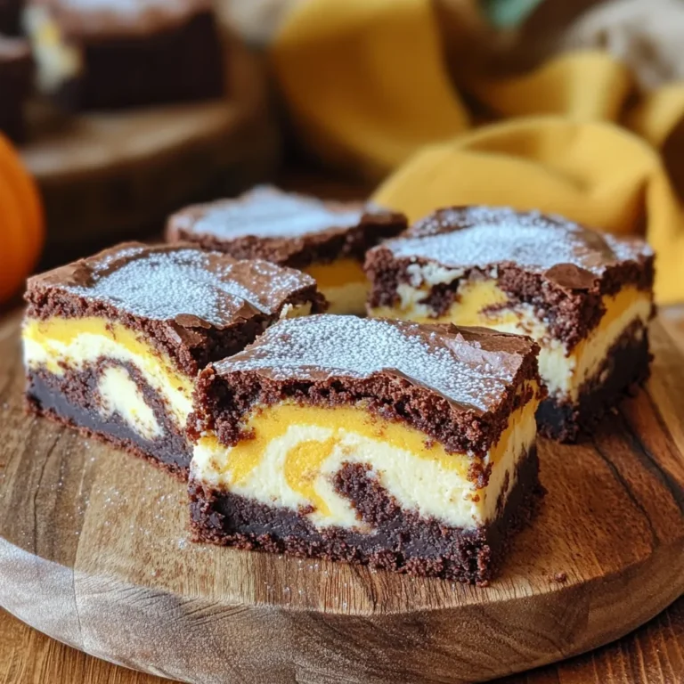Für die Brownies benötigen Sie: - 240 g ungesalzene Butter, geschmolzen - 400 g Zucker - 4 große Eier - 1 Teelöffel Vanilleextrakt - 125 g Weizenmehl - 100 g Kakaopulver - 1 Teelöffel Backpulver - 1/2 Teelöffel Salz Diese Zutaten bilden die Basis der Brownies. Die Butter gibt den Brownies einen reichen Geschmack. Zucker sorgt für die Süße und die Eier machen die Textur schön cremig. Das Kakaopulver bringt den schokoladigen Geschmack. Für die Cheesecake-Schicht brauchen Sie: - 225 g Frischkäse, weich - 100 g Zucker - 120 g Kürbispüree - 1 großes Ei - 1 Teelöffel Pumpkin Spice (Kürbiskuchengewürz) - 1 Teelöffel Vanilleextrakt Diese Zutaten machen die Cheesecake-Schicht cremig und würzig. Frischkäse sorgt für die weiche Textur. Das Kürbispüree bringt den herbstlichen Geschmack. Pumpkin Spice gibt den besonderen Kick. Sie können auch Schokoladenstückchen hinzufügen. Ich empfehle: - 90 g Schokoladenstückchen (optional) Schokoladenstückchen machen die Brownies noch schokoladiger. Sie können dunkle, helle oder sogar weiße Schokolade verwenden. Jede Option bringt einen anderen Geschmack. Heize deinen Ofen auf 175°C vor. Fette eine Backform (23x33 cm) gut ein. Lege die Form mit Backpapier aus. Lass das Papier an den Seiten überstehen. So kannst du die Brownies später leicht herausheben. In einer großen Schüssel vermische die geschmolzene Butter mit dem Zucker. Rühre gut um. Füge dann die Eier nacheinander hinzu. Mische nach jedem Ei gut. Gib den Vanilleextrakt dazu und vermenge alles. In einer anderen Schüssel siebe das Mehl, Kakaopulver, Backpulver und Salz. Füge die trockenen Zutaten nach und nach zur Mischung hinzu. Rühre, bis alles gut vermischt ist. Füge, falls gewünscht, die Schokoladenstückchen hinzu und falte sie vorsichtig unter. Bereite jetzt die Cheesecake-Mischung vor. In einer mittelgroßen Schüssel rühre den weichen Frischkäse und den Zucker glatt. Füge das Kürbispüree, das Ei, das Pumpkin Spice und den Vanilleextrakt hinzu. Mische alles gut, bis die Masse cremig ist. Verteile etwa 2/3 des Brownie-Teigs gleichmäßig in der Backform. Löffle die Cheesecake-Mischung darauf. Verstreiche sie vorsichtig mit einem Löffel. Gib den restlichen Brownie-Teig in kleinen Klecksen auf die Cheesecake-Schicht. Nimm ein Messer oder einen Zahnstocher und verquirle die beiden Teige. So entsteht ein schöner Marmor-Effekt. Backe die Brownies für 30-35 Minuten. Ein Zahnstocher sollte mit einigen feuchten Krümeln herauskommen. Achte darauf, sie nicht zu lange zu backen. Lass die Brownies etwa 15 Minuten in der Form abkühlen. Hebe sie mit dem überstehenden Backpapier heraus. Lass sie vollständig auf einem Kuchengitter abkühlen. Schneide die Brownies in Quadrate, wenn sie abgekühlt sind. Sie sind jetzt bereit zum Servieren! Die richtige Backzeit ist wichtig für perfekte Brownies. Heize deinen Ofen auf 175°C vor. Backe die Brownies 30-35 Minuten lang. Teste die Mitte mit einem Zahnstocher. Wenn er mit feuchten Krümeln herauskommt, sind die Brownies fertig. Überbacke sie nicht, da sie beim Abkühlen fester werden. Kürbiskuchengewürz bringt den herbstlichen Geschmack. Es enthält Zimt, Muskatnuss und Ingwer. Verwende einen Teelöffel für die Cheesecake-Schicht. Du kannst auch mehr hinzufügen, wenn du es würziger magst. Es passt gut zu den süßen Brownies und hebt die Aromen hervor. Marmorieren kann knifflig sein. Verwende ein Messer oder einen Zahnstocher, um die Teige zu vermischen. Sei sanft, damit die Schichten sichtbar bleiben. Zu viel Mischen macht das Muster unscharf. Wenn du vorsichtig arbeitest, bekommst du einen schönen Effekt, der toll aussieht und schmeckt. {{image_4}} Wenn du kein Kürbispüree magst, gibt es viele Alternativen. Du kannst Süßkartoffelpüree verwenden. Es hat eine ähnliche Konsistenz und einen süßen Geschmack. Auch Apfelmus ist eine gute Wahl. Es gibt den Brownies Feuchtigkeit und einen fruchtigen Geschmack. Du kannst deine Brownies noch leckerer machen. Füge geriebene Schokolade hinzu, um einen reichhaltigen Geschmack zu bekommen. Walnüsse oder Pekannüsse bringen einen schönen Crunch. Wenn du es schokoladiger magst, erhöhe die Menge an Kakaopulver. Für glutenfreie Brownies verwende Mandelmehl oder Hafermehl. Diese Mehle machen die Brownies weich und lecker. Um die Brownies vegan zu machen, ersetze die Eier durch Leinsamen oder Chiasamen. Mische einen Esslöffel Samen mit drei Esslöffeln Wasser, lass es quellen und füge es der Mischung hinzu. Dies gibt dem Teig die richtige Bindung. Um die Brownies frisch zu halten, lege sie in einen luftdichten Behälter. Das schützt sie vor Luft und Feuchtigkeit. Wenn du keinen Behälter hast, kannst du sie auch in Frischhaltefolie wickeln. So bleiben sie weich und lecker. Stelle den Behälter an einen kühlen, trockenen Ort. Vermeide Hitze oder direkte Sonne, da die Brownies sonst schnell schlecht werden. Wenn du die Brownies länger aufbewahren möchtest, friere sie ein. Schneide sie in Stücke, bevor du sie einfrierst. Lege sie in einen gefrierfesten Behälter oder in einen Gefrierbeutel. Achte darauf, die Luft herauszudrücken. So bleiben sie frisch und schmackhaft. Du kannst die Brownies bis zu drei Monate im Gefrierfach aufbewahren. Zum Auftauen lege sie einfach über Nacht in den Kühlschrank. Im Kühlschrank halten die Brownies etwa eine Woche. Achte darauf, sie gut verpackt zu lagern. So bleiben sie frisch und behalten ihren Geschmack. Wenn du sie länger aufbewahren möchtest, ist das Einfrieren die beste Option. Denke daran, dass die Textur sich leicht ändern kann, wenn sie aufgetaut werden. Sie schmecken aber trotzdem lecker! Ja, du kannst die Brownies im Voraus zubereiten. Bereite sie einfach bis zum Backen vor. Du kannst die Schichten in der Form lassen und sie abdecken. Stelle sie dann in den Kühlschrank. Backe die Brownies, wenn du bereit bist, sie zu genießen. So bleiben sie frisch und lecker. Die Brownies bleiben frisch für etwa 3 bis 5 Tage. Bewahre sie in einem luftdichten Behälter auf. Wenn du sie länger aufbewahren möchtest, friere sie einfach ein. So kannst du sie bis zu 3 Monate genießen. Lass sie einfach über Nacht im Kühlschrank auftauen, bevor du sie servierst. Für dieses Rezept empfehle ich, frisches Kürbispüree zu verwenden. Du kannst auch Dosen-Kürbispüree nutzen. Achte darauf, dass es 100% reines Kürbispüree ist, ohne Zusatzstoffe. Dies sorgt für den besten Geschmack und die beste Konsistenz in deinen Brownies. Diese Brownies aus dem Blogbeitrag sind köstlich und einfach. Wir haben die Hauptzutaten und die Cheesecake-Schicht besprochen. Die Schritt-für-Schritt-Anleitung macht das Backen leicht. Tipps helfen dir, perfekt zu werden. Variationen sorgen dafür, dass du kreativ sein kannst. Die Lagerungshinweise halten die Brownies frisch und lecker. Denke daran, sie nach Belieben anzupassen. Mit diesen Infos bist du bereit, deine eigenen Brownies zu machen. Viel Spaß beim Backen!