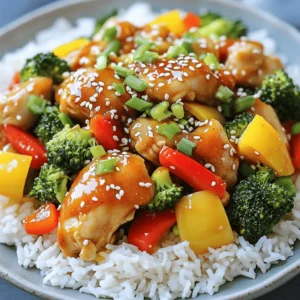 - 450 g Hähnchenoberschenkel ohne Knochen und Haut, in mundgerechte Stücke geschnitten - 1 rote Paprika, in Streifen geschnitten - 1 gelbe Paprika, in Streifen geschnitten - 150 g Brokkoliröschen - 3 Knoblauchzehen, fein gehackt - 1 Teelöffel Ingwer, gerieben - 125 ml süße Chilisauce - 30 ml Sojasauce - 15 ml Reisessig - 15 g Speisestärke - 15 ml Pflanzenöl - Salz und Pfeffer nach Geschmack - Gekochter Jasminreis, zum Servieren - Sesamkörner, zum Garnieren - Frühlingszwiebeln, gehackt, zum Garnieren Das Süße Chili-Hühnchen ist einfach und macht Spaß. Die Hauptzutaten sind frisch und lecker. Hähnchenoberschenkel sind saftig und zart. Paprika bringt Farbe und Crunch. Brokkoli gibt einen tollen Biss. Die Gewürze sind einfach zu finden und fügen viel Geschmack hinzu. Die süße Chilisauce sorgt für die perfekte Balance zwischen süß und scharf. Für die Beilagen ist Jasminreis ideal. Er passt perfekt zu den Aromen des Gerichts. Die Garnierungen wie Sesamkörner und Frühlingszwiebeln sorgen für einen schönen Look. Sie geben auch zusätzlichen Geschmack. Mit diesen Zutaten kannst du schnell ein tolles Gericht zaubern. Es ist perfekt für ein gemütliches Abendessen oder die nächste Feier. Zuerst schneiden Sie das Hähnchen in kleine Stücke. Verwenden Sie 450 g Hähnchenoberschenkel ohne Knochen und Haut. Dann bereiten Sie die Sauce vor. Mischen Sie in einer Schüssel 125 ml süße Chilisauce, 30 ml Sojasauce, 15 ml Reisessig und 15 g Speisestärke. Rühren Sie gut um und stellen Sie die Mischung beiseite. Erhitzen Sie in einer großen Pfanne oder einem Wok 15 ml Pflanzenöl bei mittlerer Hitze. Geben Sie die Hähnchenstücke in die Pfanne. Würzen Sie sie mit Salz und Pfeffer. Braten Sie das Hähnchen 6-8 Minuten lang an, bis es goldbraun und durchgegart ist. Sobald das Hähnchen gar ist, fügen Sie 3 fein gehackte Knoblauchzehen und 1 Teelöffel geriebenen Ingwer hinzu. Braten Sie alles 1-2 Minuten lang an. Geben Sie dann 1 rote und 1 gelbe Paprika in Streifen und 150 g Brokkoliröschen dazu. Rühren Sie das Gemüse 3-4 Minuten lang an, bis es bissfest ist. Gießen Sie die vorbereitete süße Chilisaucenmischung gleichmäßig über das Hähnchen und das Gemüse. Kochen Sie alles für weitere 2-3 Minuten bei ständigem Rühren. Achten Sie darauf, dass die Sauce eindickt und das Hähnchen überzieht. Servieren Sie das süße Chili-Hühnchen auf einem Bett aus gekochtem Jasminreis. Garnieren Sie das Gericht mit Sesamkörnern und gehackten Frühlingszwiebeln. Genießen Sie Ihre leckere und einfache Mahlzeit! Um den echten Geschmack von süßem Chili-Hühnchen zu erreichen, nutze frische Zutaten. Wähle reife Paprika und knackigen Brokkoli. Achte darauf, hochwertige süße Chilisauce zu verwenden, die gut gewürzt ist. Ein Spritzer frischer Limette am Ende bringt die Aromen zusammen. Die Garzeit für das Hühnchen ist entscheidend. Brate die Hähnchenstücke bei mittelhoher Hitze für 6-8 Minuten. Sie sollten goldbraun sein und ganz durchgegart. Überprüfe die Innentemperatur mit einem Fleischthermometer. Diese sollte 75 Grad Celsius erreichen. Du kannst das Gemüse nach Wunsch anpassen. Probiere Zucchini, Karotten oder Erbsen. Diese passen gut zum Gericht und bringen Farbe. Denke daran, das Gemüse nicht zu lange zu garen. Es sollte knackig und frisch bleiben. {{image_4}} Wenn du kein Fleisch isst, kannst du Tofu oder Tempeh verwenden. Schneide sie in Stücke wie das Hühnchen. Mariniere sie dann in der süßen Chilisauce. Brate sie genauso an wie das Hühnchen. Das gibt dir eine ähnliche Textur und einen tollen Geschmack. Auch Gemüse wie Zucchini oder Auberginen sind gute Optionen. Sie nehmen die Sauce gut auf. Du kannst das Rezept schärfer machen, indem du frische Chili oder Chiliöl hinzufügst. Füge eine kleine Menge beim Braten des Knoblauchs hinzu. Du kannst auch scharfe Sojasauce verwenden. Das gibt dem Gericht einen zusätzlichen Kick. Schärfe ist oft eine Frage des persönlichen Geschmacks. Probiere verschiedene Mengen aus, um deinen perfekten Schärfegrad zu finden. Dieses Gericht passt gut zu verschiedenen Beilagen. Probiere es mit gebratenem Reis oder Nudeln. Du kannst auch einen frischen Salat dazu servieren. Das bringt eine knusprige Textur in die Mahlzeit. Wenn du etwas mehr Gemüse möchtest, füge einen Gemüsepfanne hinzu. Koche Brokkoli, Karotten und Zucchini zusammen. So hast du eine bunte und gesunde Mahlzeit. Wenn du noch Hühnchen übrig hast, lass es zuerst abkühlen. Dann packe es in einen luftdichten Behälter. So bleibt es frisch und lecker. Du kannst das Hühnchen auch in Portionen aufteilen. Das macht das Aufwärmen einfacher. Die beste Methode, um übrig gebliebenes Hühnchen aufzubewahren, ist der Kühlschrank. Stelle sicher, dass die Temperatur unter 4 Grad Celsius liegt. Du kannst das Hühnchen auch einfrieren, wenn du es länger aufbewahren möchtest. Nutze einen Gefrierbeutel, um Platz zu sparen. Vergiss nicht, das Datum darauf zu schreiben. Im Kühlschrank bleibt das Hühnchen für etwa 3 bis 4 Tage frisch. Wenn du es einfrierst, kann es bis zu 3 Monate halten. Achte darauf, das Hühnchen beim Auftauen im Kühlschrank zu lassen. So bleibt es sicher und schmackhaft. Du kannst das Hühnchen leicht anpassen. Probiere Hähnchenbrust für weniger Fett. Oder nutze Putenstücke für einen anderen Geschmack. Du kannst auch das Fleisch marinieren, um mehr Geschmack hinzuzufügen. Experimentiere mit verschiedenen Gewürzen wie Paprika oder Kreuzkümmel. So wird dein Gericht immer neu und spannend. Ja, das ist ganz einfach! Mische 100 ml Ketchup mit 50 ml Reisessig. Füge 50 g Zucker und 1 Teelöffel rote Chili-Flocken hinzu. Koche die Mischung kurz, bis sie dick wird. Lass die Sauce abkühlen und nutze sie in deinem Rezept. So hast du eine frische und leckere Sauce. Jasminreis ist die beste Wahl. Aber du kannst auch weißen oder braunen Reis verwenden. Für mehr Farbe und Geschmack passen auch gebratene Nudeln gut dazu. Gemüse wie Zucchini oder Karotten macht das Gericht bunter. Serviere frischen Salat als leichten Begleiter. Nutze weniger Süße Chili-Sauce oder eine zuckerfreie Variante. Füge mehr Gemüse hinzu, um die Nährstoffe zu erhöhen. Du kannst auch das Öl reduzieren oder ein gesundes Öl wie Olivenöl wählen. Backe das Hühnchen statt es zu braten, um die Kalorien zu senken. So bleibt der Geschmack und du isst gesünder. Das Süße Chili-Hühnchen ist ein leckeres Gericht, das einfach zuzubereiten ist. Wir haben die besten Zutaten und Gewürze besprochen und auch Tipps für den perfekten Geschmack gegeben. Anpassungen wie vegetarische Optionen und verschiedene Beilagen machen das Gericht abwechslungsreich. Denk daran, die Reste richtig zu lagern, um lange Freude daran zu haben. Mit diesen Tipps kannst du das Rezept ganz nach deinem Geschmack gestalten. Probiere es aus und genieße dein Gericht!