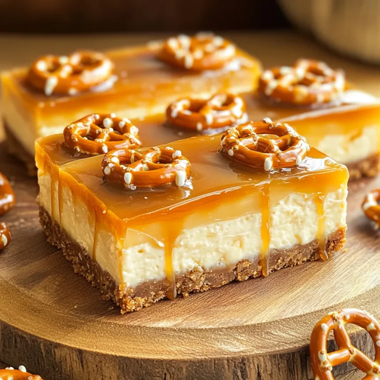 - 2 Tassen Brezelsticks - 1 Tasse Frischkäse, weich - 2 Tassen Schlagsahne Die Hauptzutaten machen den Geschmack aus. Brezelsticks bringen einen knusprigen Biss und salzige Noten. Frischkäse sorgt für die cremige Füllung. Er ist der Schlüssel zu einer perfekten Textur. Schlagsahne macht die Mischung leicht und luftig. - ½ Tasse ungesalzene Butter, geschmolzen - 2 Tassen Brezelsticks Die Kruste ist einfach und schnell. Zuerst zerkleinern Sie die Brezelsticks. Dann mischen Sie sie mit geschmolzener Butter. Diese Mischung sorgt für einen festen Boden. Die Kombination aus salzig und süß ist unwiderstehlich. - 1 Tasse Karamellsauce (gekauft oder selbstgemacht) - 1 Teelöffel Meersalz Karamellsauce bringt Süße und Tiefe. Sie können fertige Sauce verwenden oder selbst machen. Meersalz verstärkt den Karamellgeschmack. Es macht die Bars besonders köstlich. Jede Schicht bekommt ein wenig von dieser salzigen Note. - Zerkleinere die Brezelsticks in einer Küchenmaschine. - Vermenge die zerstoßenen Brezeln mit der geschmolzenen Butter in einer Schüssel. - Drücke die Mischung fest in eine 9x9 Zoll große Backform. - Stelle die Kruste für 30 Minuten in den Kühlschrank, damit sie fest wird. - Schlage den weichen Frischkäse in einer großen Schüssel. - Füge nach und nach den Puderzucker und den Vanilleextrakt hinzu. - Mische alles, bis es gut kombiniert und cremig ist. - Schlage die Schlagsahne in einer separaten Schüssel, bis steife Spitzen entstehen. - Hebe die geschlagene Sahne vorsichtig unter die Frischkäsemischung. - Achte darauf, dass die Luftigkeit der Sahne erhalten bleibt. - Gieße die erste Hälfte der Käsekuchenfüllung gleichmäßig auf die Kruste. - Beträufle die Füllung mit der Hälfte der Karamellsauce. - Wiederhole den Vorgang mit der restlichen Käsekuchenfüllung und Karamell, um Schichten zu bilden. - Streue das Meersalz gleichmäßig über die oberste Karamellschicht. - Decke die Backform mit Frischhaltefolie ab. - Stelle sie für mindestens 4 Stunden in den Kühlschrank, damit die Bars fest werden. Die Kruste sollte fest, aber nicht hart sein. Sie hält die Füllung gut und gibt guten Biss. Achte darauf, die Brezelsticks gut zu zerdrücken. Wenn du eine andere Textur möchtest, probiere Kornflakes oder Haferkekse. Diese können eine spannende Abwechslung bieten. Für die perfekte Schlagsahne, stelle sicher, dass die Schüssel kalt ist. Kalte Sahne schlägt besser und schneller. Schlage die Sahne bis steife Spitzen entstehen, aber übermixen ist ein No-Go! Wenn du die Sahne zu lange schlägst, wird sie butterig. Faltete die Sahne sanft unter die Frischkäsemischung, damit sie luftig bleibt. Präsentiere die Bars auf einem rustikalen Holzbrett. Das sieht gut aus und bringt Gemütlichkeit. Beträufle die Bars mit extra Karamell und streue leicht Meersalz darüber. Frische Zutaten, wie Minze oder Beeren, können einen tollen Farbkontrast bieten. Das macht die Bars noch ansprechender und leckerer. {{image_4}} Eine einfache Möglichkeit, den Geschmack zu ändern, ist die Zugabe von Schokoladenstückchen. Diese kleinen Stücke bringen eine süße Note in das Rezept. Sie können Zartbitter- oder Vollmilchschokolade verwenden. Fügen Sie sie zur Füllung hinzu, bevor Sie die Schlagsahne unterheben. So erhalten Sie einen tollen Schokoladengeschmack. Ich liebe es, Nüsse in meine Desserts zu integrieren. Gehackte Nüsse oder Mandeln sind eine großartige Wahl für diesen Käsekuchen. Sie fügen einen schönen Crunch hinzu und ergänzen die Süße. Streuen Sie die Nüsse einfach zwischen den Schichten oder oben drauf. Dies macht den Geschmack noch interessanter. Für eine vegane Version können Sie einige einfache Ersetzungen vornehmen. Verwenden Sie veganen Frischkäse anstelle von normalem Frischkäse. Es gibt viele gute Marken, die diesen anbieten. Auch die Schlagsahne kann durch pflanzliche Sahne ersetzt werden. So bleibt der Genuss erhalten, ohne tierische Produkte zu nutzen. - Optimaler Zeitpunkt zum Verzehr: Die Bars schmecken am besten, wenn sie frisch sind. Genießen Sie sie innerhalb von 3 bis 5 Tagen nach der Zubereitung. - Haltbarkeit im Kühlschrank: Bewahren Sie die Bars in einem luftdichten Behälter auf. Sie bleiben im Kühlschrank bis zu einer Woche haltbar. - Anleitung zum Einfrieren: Schneiden Sie die Bars in Stücke. Wickeln Sie jedes Stück fest in Frischhaltefolie. Legen Sie die eingewickelten Bars in einen Gefrierbeutel oder einen luftdichten Behälter. So bleiben sie frisch. - Auftauenstipps: Lassen Sie die Bars über Nacht im Kühlschrank auftauen. So behalten sie ihre Textur und den Geschmack. Vermeiden Sie das Auftauen bei Raumtemperatur, um ein Durchweichen zu verhindern. Die No-Bake Bars sind bis zu einer Woche haltbar. Lagern Sie sie im Kühlschrank. Nach ein paar Tagen können sie weicher werden. Der Geschmack bleibt jedoch gut. Ich empfehle, sie in einem luftdichten Behälter aufzubewahren. So bleiben sie frisch und lecker. Ja, Sie können die Bars ohne Karamelsauce machen. Stattdessen können Sie Schokoladensauce verwenden. Eine andere Idee ist, eine Fruchtsoße zu nehmen, wie Himbeere oder Erdbeere. Diese Alternativen geben den Bars einen anderen, aber ebenso leckeren Geschmack. Die besten Brezelsticks finden Sie in vielen Geschäften. Marken wie "Snyder's" oder "Rold Gold" sind sehr beliebt. Diese Marken bieten guten Geschmack und die richtige Knusprigkeit. Achten Sie darauf, ungesalzene Brezelsticks zu wählen, wenn Sie den Salzgehalt kontrollieren möchten. Sie können auch lokale Bäckereien besuchen, die frische Brezeln anbieten. Die Zubereitung dieser No-Bake Bars ist einfach und macht Spaß. Wir haben leckere Brezelsticks, Frischkäse und Schlagsahne verwendet, um einen tollen Snack zu kreieren. Ich hoffe, die Schritt-für-Schritt-Anleitung hilft dir beim Nachmachen. Du kannst die Bars anpassen, indem du verschiedene Zutaten hinzufügst. Vergiss nicht, sie im Kühlschrank zu lagern für den besten Geschmack. Probiere auch die Variationen aus, um das Rezept spannend zu halten. Viel Freude beim Genießen dieser süßen Leckerei!