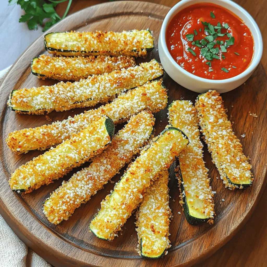- Zucchini: Wählen Sie zwei mittelgroße Zucchini. Achten Sie darauf, dass sie fest und frisch sind. Waschen Sie sie gut und schneiden Sie sie in Pommesform. So erhalten Sie die beste Textur. - Semmelbrösel: Ich empfehle Panko-Semmelbrösel für extra Knusprigkeit. Sie sind luftiger und geben einen tollen Crunch. Herkömmliche Semmelbrösel funktionieren auch, sind aber weniger knusprig. - Parmesan: Wählen Sie hochwertigen, frisch geriebenen Parmesan. Der Geschmack ist viel besser als bei vorgeriebenem Käse. Frisch geriebener Käse schmilzt und haftet besser an den Zucchini. - Knoblauchpulver und italienische Gewürzmischung: Diese Gewürze bringen viel Geschmack. Knoblauchpulver gibt einen tollen Umami-Geschmack und die italienische Mischung sorgt für ein schönes Aroma. - Die Rolle des Eies in der Panade: Das Ei hilft, die Semmelbrösel gut an den Zucchini zu halten. Es schafft eine klebrige Schicht, die das Brotzeug festhält, während die Pommes frittieren. Heizen Sie Ihre Heißluftfritteuse auf 200 °C (400 °F) vor. Dies sorgt für gleichmäßiges Garen. Die richtige Temperatur macht die Pommes knusprig. Warten Sie, bis die Heißluftfritteuse bereit ist. Schneiden Sie zwei mittelgroße Zucchini in Pommesform. Achten Sie auf eine gleichmäßige Größe. Dies hilft beim Garen. Nehmen Sie eine flache Schüssel und vermengen Sie die Semmelbrösel, den Parmesan, das Knoblauchpulver, die italienische Gewürzmischung, das Salz und den Pfeffer. In einer anderen Schüssel verquirlen Sie ein großes Ei. Tauchen Sie jede Zucchini-Pommes in das Ei. Lassen Sie überschüssiges Ei abtropfen. Dann wenden Sie die Pommes in der Semmelbröselmischung. Drücken Sie die Mischung leicht an, damit sie gut haftet. Sprühen Sie den Korb der Heißluftfritteuse leicht mit Olivenölspray ein. Legen Sie die panierten Zucchini-Pommes in einer einzigen Schicht in den Korb. Überfüllen Sie den Korb nicht. Dies sorgt für eine gleichmäßige Garung. Frittieren Sie die Zucchini-Pommes für 10-12 Minuten. Wenden Sie sie zur Hälfte der Garzeit. So werden die Pommes goldbraun und knusprig. Nach dem Frittieren nehmen Sie die Pommes heraus und lassen sie etwas abkühlen. Um die perfekte Knusprigkeit zu erreichen, sind Panko Semmelbrösel der Schlüssel. Sie sind grober und luftiger als normale Semmelbrösel. Das sorgt für eine extra knusprige Textur. Verwende Panko, um deine Zucchini-Pommes in der Heißluftfritteuse noch besser zu machen. Ein weiterer wichtiger Tipp ist die Verwendung von Olivenölspray. Es hilft, die Zucchini-Pommes gleichmäßig zu bräunen. Sprühe den Korb leicht ein, bevor du die Pommes hineinlegst. Dies verhindert das Ankleben und sorgt für eine gleichmäßige Garung. Ein häufiger Fehler ist die Verwendung von zu viel Ei. Zu viel Ei macht die Pommes matschig. Tauche die Zucchini nur kurz ins Ei und lass das überschüssige Ei abtropfen. So bleibt die Panade knusprig. Ein weiterer Fehler ist die Überfüllung des Korbs. Wenn du zu viele Pommes auf einmal frittierst, garen sie ungleichmäßig. Lege die Pommes in einer einzigen Schicht in den Korb. So erhalten sie die nötige Luftzirkulation für die beste Knusprigkeit. {{image_4}} Möchten Sie Ihre Zucchini-Pommes würziger machen? Fügen Sie einfach Chili-Flocken oder Paprika hinzu. Diese Gewürze bringen eine tolle Schärfe. Geben Sie sie in die Semmelbrösel-Mischung. Sie können die Menge nach Ihrem Geschmack anpassen. So wird jede Pommes ein aufregender Biss. Frische Kräuter sind eine weitere großartige Möglichkeit, Geschmack hinzuzufügen. Verwenden Sie Thymian oder Basilikum. Diese Kräuter bringen ein frisches Aroma. Hacken Sie die Kräuter fein und mischen Sie sie mit den Semmelbröseln. So wird jede Pommes noch leckerer und bunter. Dips machen alles besser! Servieren Sie Ihre Zucchini-Pommes mit verschiedenen Dips. Marinara-Sauce ist eine beliebte Wahl. Auch Knoblauch-Aioli passt gut dazu. Wenn Sie etwas anderes probieren möchten, denken Sie an Joghurt-Dips oder scharfe Saucen. Diese Optionen sorgen für einen tollen Geschmack und machen das Essen noch spaßiger. Um die Zucchini-Pommes frisch zu halten, lege sie in einen luftdichten Behälter. Stelle sicher, dass die Pommes vollständig abgekühlt sind, bevor du sie lagerst. So bleibt ihre Knusprigkeit länger erhalten. Bewahre sie im Kühlschrank auf. Sie bleiben so bis zu drei Tage genießbar. Wenn du die Pommes wieder aufwärmen möchtest, benutze die Heißluftfritteuse. Das gibt den Pommes ihre Knusprigkeit zurück. Stelle die Heißluftfritteuse auf 200 °C (400 °F) ein. Lege die Pommes in einer einzigen Schicht in den Korb. Erwärme sie für etwa 5 bis 7 Minuten. Wende die Pommes einmal, damit sie gleichmäßig warm werden. Achte darauf, wie die Pommes aussehen und riechen. Wenn sie weich oder matschig werden, sind sie nicht mehr frisch. Ein unangenehmer Geruch ist ein weiteres Zeichen, dass die Pommes schlecht geworden sind. Es ist besser, sie wegzuwerfen, als das Risiko einzugehen, krank zu werden. Die Zucchini-Pommes benötigen etwa 10-12 Minuten im Air Fryer. Ich empfehle, die Temperatur auf 200 °C (400 °F) einzustellen. Wenden Sie die Pommes zur Hälfte der Garzeit. So werden sie gleichmäßig knusprig. Die genaue Zeit kann je nach Modell variieren, also behalten Sie sie im Auge! Ja, Sie können die Zucchini-Pommes ohne Ei machen. Verwenden Sie stattdessen Aquafaba, das ist das Wasser aus Kichererbsen. Es bindet gut und macht die Panade lecker. Eine andere Option ist, eine Mischung aus Wasser und Mehl zu nutzen. Diese Alternativen sind perfekt für Veganer oder bei Eiallergien. Zucchini-Pommes passen gut zu verschiedenen Dips. Marinara-Sauce ist ein klassischer Favorit. Knoblauch-Aioli bringt zusätzlichen Geschmack. Für Getränke empfehle ich einen spritzigen Weißwein oder ein erfrischendes Zitronenwasser. Diese Kombinationen machen das Essen noch besser! Zucchini-Pommes sind eine köstliche und gesunde Alternative zu normalen Pommes. Wir haben die Hauptzutaten, die Vorbereitung und den Frittiervorgang behandelt. Achte auf die Auswahl der Zutaten und die richtige Technik für besten Geschmack. Denke an die Variationen für mehr Vielfalt und die Aufbewahrungstipps, um die Pommes frisch zu halten. Mit diesen Tipps kannst du jedes Mal perfekte Zucchini-Pommes genießen. Probier sie aus und entdecke neue Lieblingsvarianten!