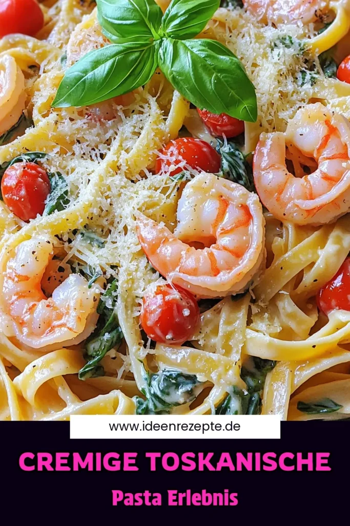 Entdecken Sie das Rezept für cremige toskanische Knoblauch-Garnelen-Pasta, das Ihre Geschmacksknospen begeistern wird! In nur 30 Minuten zaubern Sie aus frischen Zutaten wie Fettuccine, Garnelen, Kirschtomaten und Spinat ein köstliches Gericht. Perfekt für ein schnelles Abendessen oder um Gäste zu beeindrucken. Klicken Sie jetzt und entdecken Sie, wie einfach es ist, dieses leckere Pasta-Rezept zuzubereiten!