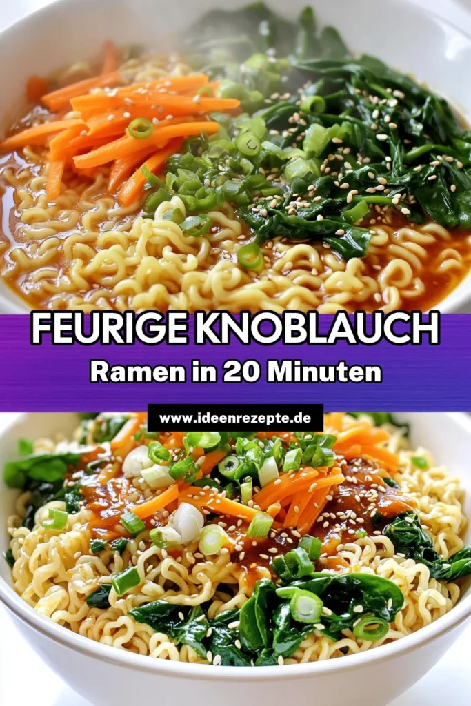 Koche dir eine Schüssel voller Geschmack mit diesen Chili Knoblauch Ramen Nudeln! Mit frischen Zutaten wie Knoblauch, Gemüsebrühe und scharfer Chilipaste, ist dieses Rezept perfekt für eine schnelle und scharfe Mahlzeit. In nur 20 Minuten zubereitet, wird es dir und deinen Freunden sicher schmecken. Klicke jetzt, um die vollständige Anleitung zu entdecken und deine Ramen-Künste zu perfektionieren! #RamenRezepte #SchnelleGerichte #ChiliLovers #NudelLiebe