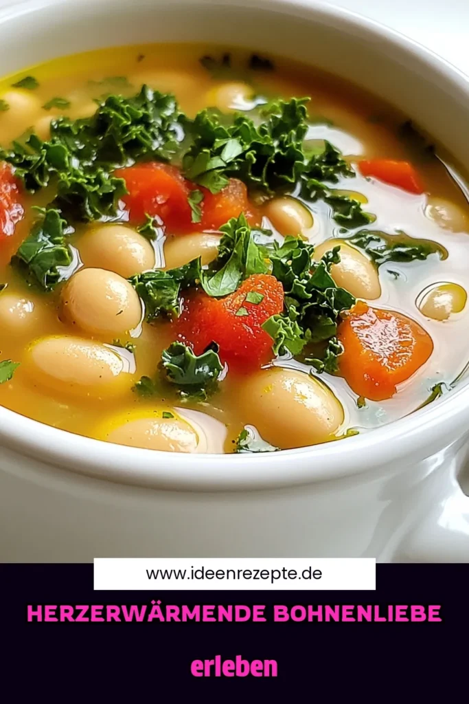 Entdecke das wunderbare Rezept für eine herzerwärmende toskanische weiße Bohnensuppe, perfekt für kalte Tage! Diese köstliche und nahrhafte Suppe vereint Aromen von frischem Gemüse, aromatischen Kräutern und zarten Cannellini-Bohnen. Schnapp dir jetzt die Zutaten und koche mit uns eine herzhafte Mahlzeit, die die ganze Familie lieben wird. Klicke, um mehr über das Rezept zu erfahren! #Toskana #Bohnensuppe #GesundeRezepte #Komfortessen
