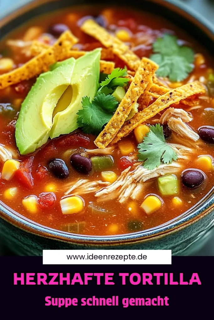 Entdecke die leckere herzhafte Hähnchen-Tortilla-Suppe aus dem Slow Cooker! Dieses einfache Rezept kombiniert zartes Hähnchen, schwarze Bohnen, Mais und eine würzige Tomatensauce, perfekt für kalte Tage. In nur 15 Minuten Vorbereitungszeit und mit dem Slow Cooker genießt du ein köstliches Gericht für die ganze Familie. Klicke jetzt und erfahre, wie du diese Wärmende Suppe zubereiten kannst!