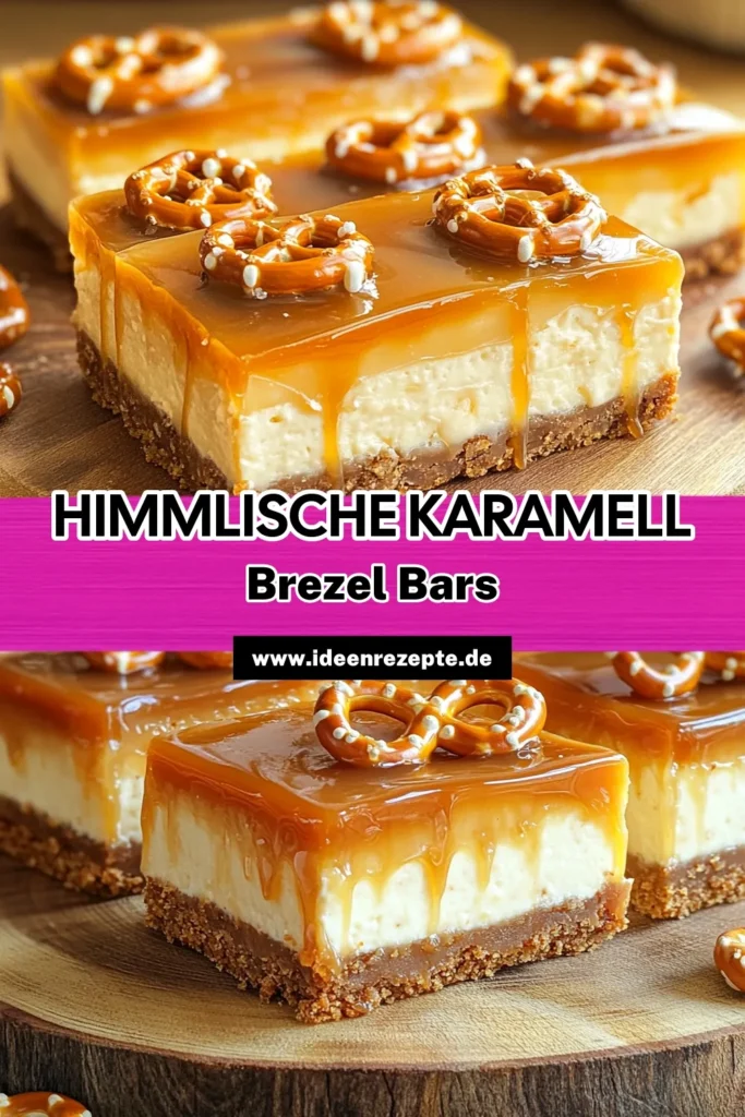 Genießen Sie den köstlichen Geschmack von No-Bake Salted Caramel Pretzel Cheesecake Bars! Diese einfachen und verführerischen Bars kombinieren salzige Brezeln mit cremigem Frischkäse und süßem Karamell, ideal für jeden Anlass. Perfekt als süßer Snack oder Dessert, brauchen sie nur 30 Minuten Vorbereitungszeit. Klicken Sie hier, um dieses fantastische Rezept auszuprobieren und Ihre Gäste zu beeindrucken!