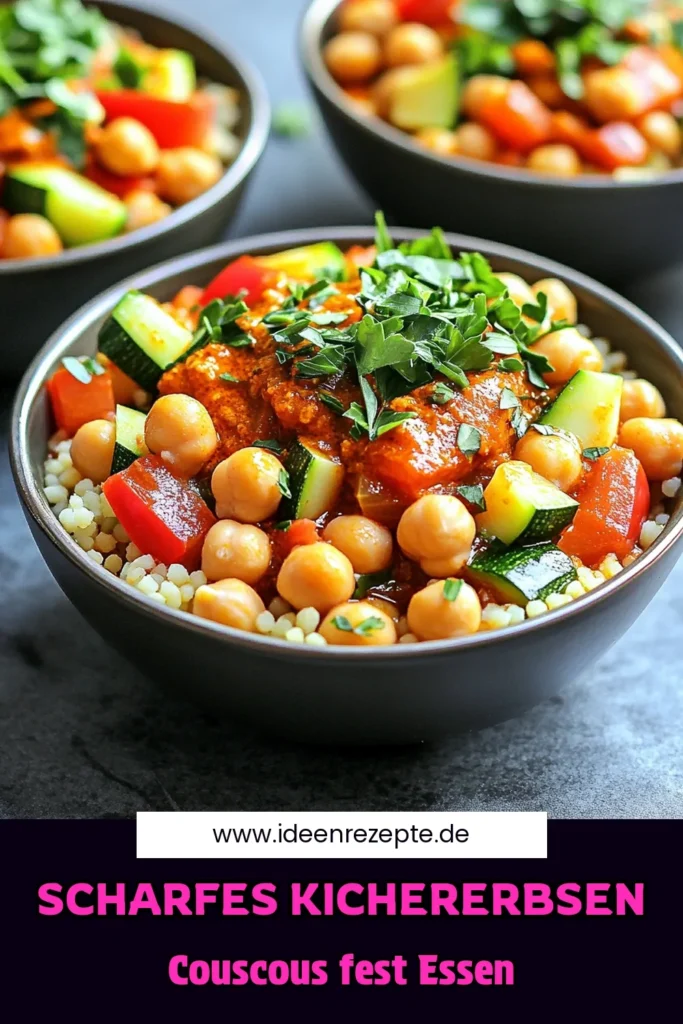 Entdecken Sie den scharfen Harissa-Kichererbsen-Couscous-Eintopf, der Sie mit seinen kräftigen Aromen begeistern wird! Dieses einfache Rezept vereint nahrhaften Couscous, zarte Kichererbsen und eine bunte Mischung aus Gemüse und Gewürzen. In nur 35 Minuten zaubern Sie ein leckeres Gericht für die ganze Familie. Klicken Sie jetzt und erfahren Sie, wie Sie dieses würzige Geschmackserlebnis zu Hause zubereiten können!