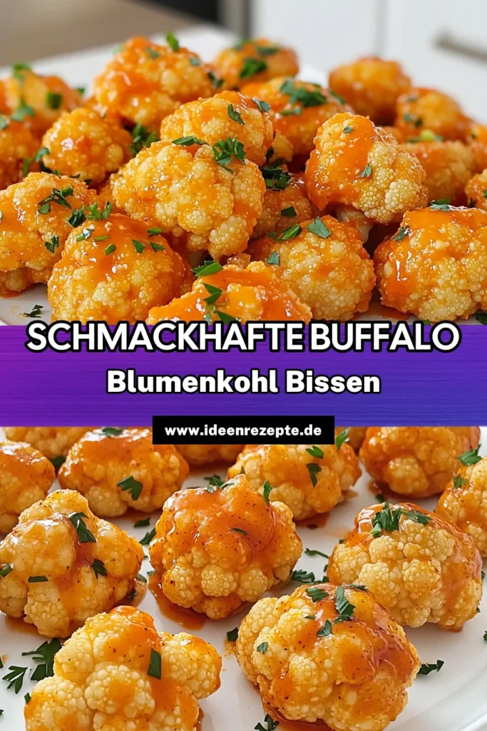 Entdecke das perfekte Rezept für scharfe Buffalo Blumenkohl-Bissen! Diese knusprigen, würzigen Häppchen sind einfach zuzubereiten und schmecken hervorragend aus dem Airfryer. Mit nur wenigen Zutaten, darunter Blumenkohl, Weizenmehl und köstlicher Buffalo-Sauce, bereitest du im Handumdrehen einen gesunden Snack oder ein Partygericht zu. Höre auf zu suchen und probiere dieses Rezept jetzt aus! #BuffaloCauliflower #SnackIdeas #HealthyEating #AirfryerRecipes