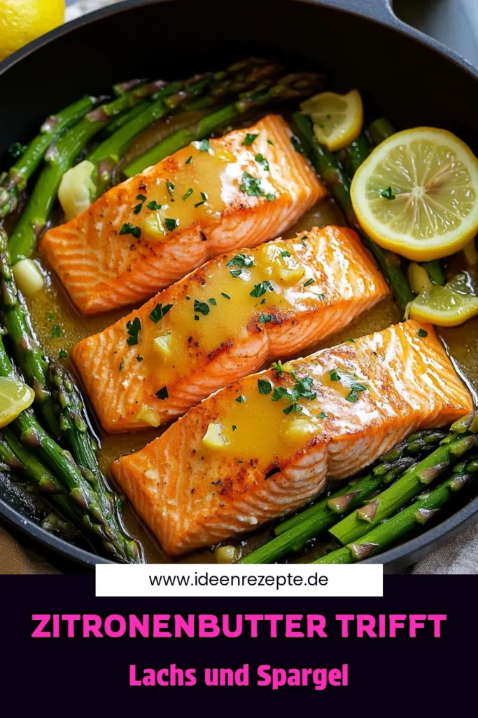 Verwandle dein Abendessen mit diesem köstlichen Zitronenbutter-Lachs mit Spargel aus der Pfanne! In nur 20 Minuten zauberst du ein gesundes und schmackhaftes Gericht, das deine Geschmacksknospen verwöhnt. Die Kombination aus frischem Lachs, knackigem Spargel und der aromatischen Zitronenbuttersauce wird dich begeistern. Klicke hier, um die vollständigen Rezepte zu entdecken und neue kulinarische Inspiration zu finden! #ZitronenbutterLachs #Spargelrezepte #schnelleRezepte #gesundessen