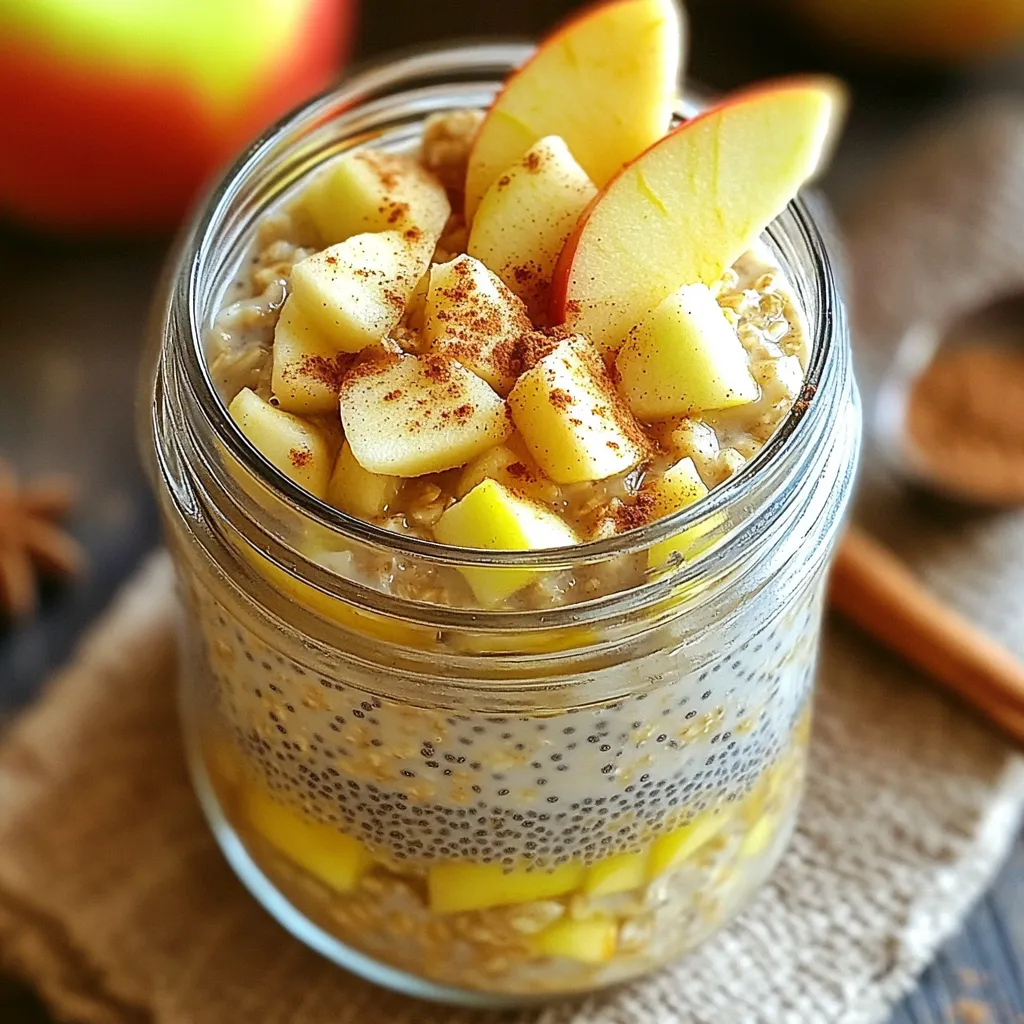 Die Basis für meine gerösteten Apfel-Zimt Overnight Oats sind einfache Zutaten. Diese machen das Rezept lecker und nahrhaft. Hier sind die Hauptzutaten, die du benötigst: - 1 Tasse Haferflocken - 1 ½ Tassen ungesüßte Mandelmilch (oder jede Milch deiner Wahl) - 1 mittelgroßer Apfel, gewürfelt (Gala oder Fuji empfohlen) - 1 Esslöffel Chiasamen - 1 Teelöffel gemahlener Zimt - Eine Prise Salz Diese Zutaten geben den Oats die perfekte Textur und den besten Geschmack. Die Haferflocken sorgen für eine gute Basis. Der Apfel bringt Süße und Frische. Die Chiasamen fügen Ballaststoffe hinzu, und der Zimt gibt eine warme Note. Wenn du mehr Geschmack möchtest, kannst du einige optionale Zutaten hinzufügen. Diese machen deine Overnight Oats noch besser. Hier sind einige Ideen: - 1 Esslöffel Ahornsirup (optional für zusätzliche Süße) - ¼ Teelöffel Vanilleextrakt - 2 Esslöffel gehackte Walnüsse (optional) Der Ahornsirup kann die Oats süßer machen. Vanilleextrakt bringt eine feine Note. Walnüsse fügen Crunch und gesunde Fette hinzu. Diese Zutaten sind nicht notwendig, aber sie machen das Rezept interessanter. Die Nährstoffe in diesen Zutaten sind wichtig für deine Gesundheit. Hier sind einige Vorteile: - Haferflocken: Sie sind reich an Ballaststoffen und helfen bei der Verdauung. - Mandelmilch: Sie ist leicht und enthält weniger Kalorien als Vollmilch. - Äpfel: Sie bieten Vitamine und Antioxidantien. - Chiasamen: Diese kleinen Samen sind voller Omega-3-Fettsäuren. - Zimt: Er kann den Blutzuckerspiegel stabilisieren. Diese Zutaten sorgen nicht nur für Geschmack, sondern auch für gute Nährstoffe. So startest du gesund in den Tag! Zuerst sammelst du alle Zutaten. Du brauchst: - 1 Tasse Haferflocken - 1 ½ Tassen ungesüßte Mandelmilch - 1 mittelgroßen Apfel, gewürfelt - 1 Esslöffel Chiasamen - 1 Teelöffel gemahlener Zimt - 1 Esslöffel Ahornsirup (optional) - ¼ Teelöffel Vanilleextrakt - Eine Prise Salz - 2 Esslöffel gehackte Walnüsse (optional) Schneide den Apfel in kleine Stücke. Dies macht ihn leicht zu essen. Achte darauf, dass alle Zutaten frisch sind. So schmecken deine Overnight Oats besser. Nimm eine Schüssel oder ein Einmachglas. Gib die Haferflocken, Chiasamen und Zimt hinein. Rühre sie gut um. Dann füge die Mandelmilch, die gewürfelten Äpfel, Vanilleextrakt und eine Prise Salz hinzu. Wenn du es süßer magst, gib den Ahornsirup dazu. Rühre alles gründlich um. So saugen die Haferflocken die Flüssigkeit auf. Decke die Schüssel oder das Glas ab. Stelle es in den Kühlschrank für mindestens 4 Stunden oder über Nacht. Dadurch werden die Haferflocken weich und die Aromen ziehen ein. Am Morgen rühre die Mischung noch einmal um. Wenn sie zu dick ist, füge etwas Mandelmilch hinzu. Du kannst auch die gehackten Walnüsse darüber streuen. Das gibt einen schönen Crunch. Ein häufiger Fehler ist, nicht genug Flüssigkeit zu verwenden. Haferflocken brauchen die Flüssigkeit, um weich zu werden. Wenn Sie die Mischung zu dick finden, fügen Sie mehr Mandelmilch hinzu. Ein weiterer Fehler ist, die Haferflocken nicht gut zu mischen. Rühren Sie die Mischung gründlich um, damit sich die Zutaten gut verbinden. Sie können die Overnight Oats ganz nach Ihrem Geschmack anpassen. Wenn Sie eine andere Frucht mögen, probieren Sie Birnen oder Bananen. Für mehr Crunch können Sie verschiedene Nüsse wie Mandeln oder Haselnüsse verwenden. Wenn Sie es süßer mögen, fügen Sie mehr Ahornsirup hinzu oder verwenden Sie Honig. Um eine cremigere Konsistenz zu erreichen, verwenden Sie mehr Chiasamen. Diese quellen in der Flüssigkeit und machen die Mischung dicker. Wenn die Oats zu fest sind, geben Sie einfach einen Schuss Mandelmilch dazu. So bleibt die Textur angenehm und leicht zu essen. {{image_4}} Ich liebe es, mit verschiedenen Obstsorten zu experimentieren. Anstelle von Äpfeln kannst du Birnen oder Beeren verwenden. Diese Früchte bringen ihren eigenen Geschmack und Nährstoffe mit. Auch Trockenfrüchte wie Rosinen oder Cranberries sind eine tolle Wahl. Für einen extra Crunch fügen Walnüsse oder Mandeln hinzu. Diese Nüsse geben dir gesunde Fette und machen dein Frühstück noch besser. Wenn du keine Mandelmilch magst, gibt es viele andere Optionen. Sojamilch ist eine gute Wahl, da sie viel Protein hat. Hafermilch bietet einen süßen Geschmack und eine cremige Textur. Kokosmilch gibt deinem Frühstück einen tropischen Flair. Du kannst jede Milch verwenden, die dir gefällt. Die Konsistenz bleibt gleich, egal welche Milch du wählst. Ahornsirup ist eine beliebte Wahl, aber es gibt auch andere Möglichkeiten. Honig fügt eine natürliche Süße hinzu. Agavendicksaft ist eine gute vegane Option. Wenn du Kalorien sparen möchtest, benutze Stevia oder Erythrit. Diese Süßstoffe sind kalorienarm und süß. Experimentiere mit verschiedenen Süßungsmitteln, um deinen perfekten Geschmack zu finden. Du kannst deine Apfel-Zimt Overnight Oats ganz einfach im Kühlschrank aufbewahren. Stelle sicher, dass sie in einem luftdichten Behälter sind. So bleibt die Frische erhalten. Wenn du sie in einem Einmachglas zubereitet hast, kannst du das Glas einfach verschließen. Das spart Zeit und macht es einfach, sie mit zur Arbeit oder Schule zu nehmen. Die Overnight Oats sind in der Regel bis zu fünf Tage haltbar. Nach der Zubereitung kannst du sie jeden Tag genießen. Wenn du sie länger aufbewahren willst, achte darauf, dass sie gut verschlossen sind. So bleiben sie länger frisch. Rühre sie vor dem Essen gut durch, um die besten Aromen zu entfalten. Es gibt einige einfache Anzeichen, die dir helfen, die Haltbarkeit zu überprüfen. Wenn die Oats unangenehm riechen oder die Konsistenz sich verändert hat, solltest du sie nicht mehr essen. Auch, wenn die Äpfel braun werden oder matschig aussehen, ist das ein Zeichen, dass sie nicht mehr frisch sind. Achte darauf, immer frisch zubereitete Zutaten zu verwenden, um die Haltbarkeit zu verlängern. Overnight Oats sind im Kühlschrank bis zu fünf Tage haltbar. Wenn du sie gut in einem Glas oder einer Schüssel abdeckst, bleiben sie frisch. Nach ein paar Tagen können sie etwas weicher werden. Der Geschmack bleibt jedoch gut. Ich empfehle, sie innerhalb von drei Tagen zu essen, um den besten Genuss zu haben. Ja, du kannst die Zutaten leicht anpassen. Verwende andere Früchte wie Banane oder Beeren. Du kannst auch verschiedene Nüsse oder Samen hinzufügen. Wenn du keine Mandelmilch hast, probiere Kuhmilch oder Hafermilch. Sei kreativ! Das macht das Rezept spannend und neu. Ja, Overnight Oats sind sehr gesund. Sie enthalten Ballaststoffe, die gut für die Verdauung sind. Die Haferflocken geben dir Energie. Äpfel sind reich an Vitaminen und Antioxidantien. Chiasamen liefern gesunde Fette. Wenn du den Ahornsirup weglässt, wird es auch zuckerärmer. So sind sie eine tolle Wahl für ein gesundes Frühstück. Overnight Oats sind einfach und vielseitig. Wir haben die besten Zutaten, die Mischung und die Lagerung besprochen. Jeder Schritt hilft dir, köstliche Oats zu kreieren. Denke daran, Fehler zu vermeiden und dein Rezept nach deinem Geschmack anzupassen. Mit diesen Tipps kannst du gesunde und leckere Overnight Oats genießen. Probiere verschiedene Variationen aus und finde deinen perfekten Mix. So wirst du sicher Spaß an deinen Oats haben!