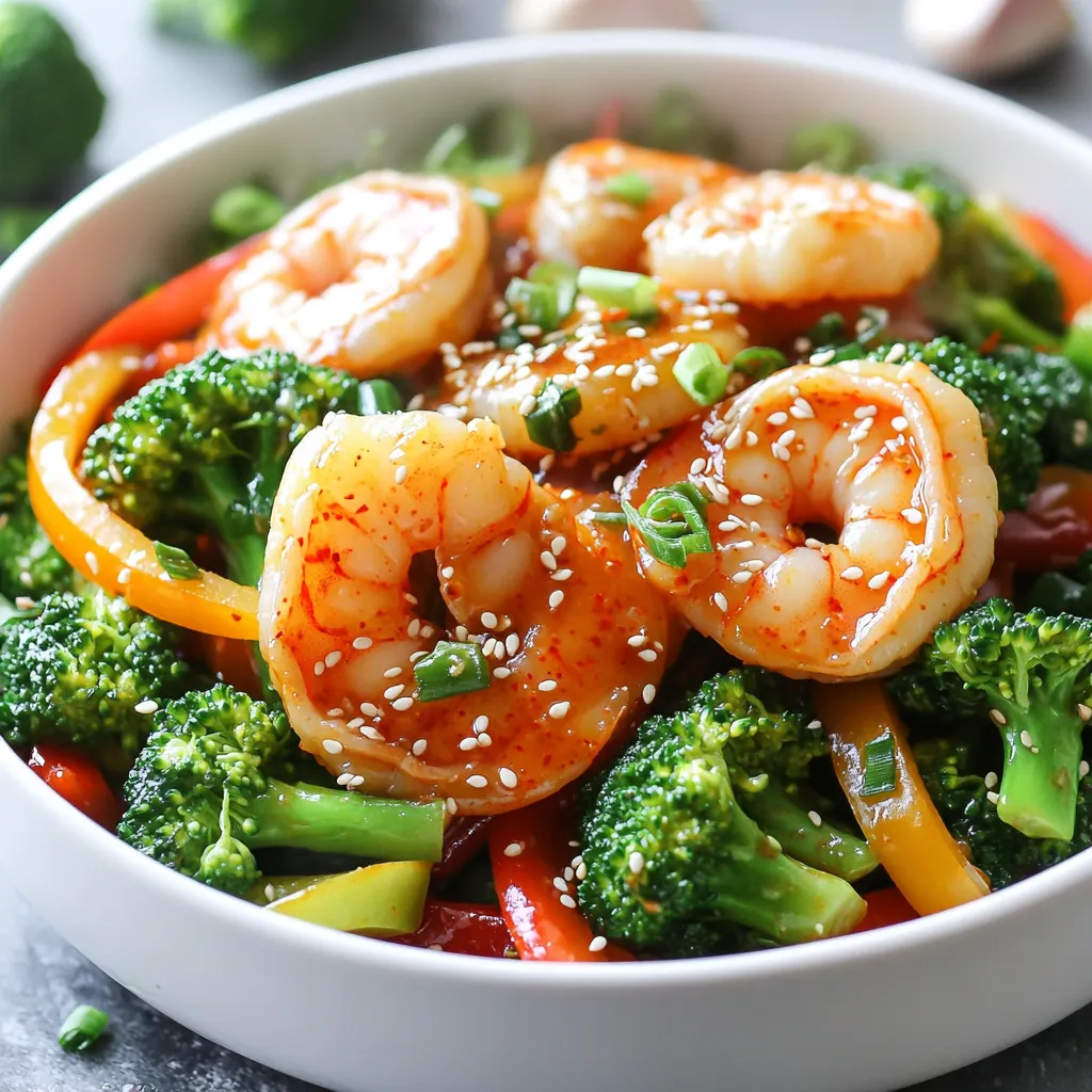 - 450 g große Garnelen, geschält und entdarmt - 2 Tassen Brokkoliröschen - 1 Paprika, in Streifen geschnitten Die Garnelen sind das Herzstück dieses Gerichts. Ich bevorzuge große, frische Garnelen, die schnell garen und viel Geschmack haben. Brokkoli bringt eine knackige Textur und gesunde Nährstoffe. Die Paprika, egal welche Farbe, fügt eine süße Note hinzu und macht das Gericht bunt. - 3 Esslöffel Chili-Crisp-Sauce - 2 Esslöffel Sojasoße - 1 Esslöffel Honig Die Chili-Crisp-Sauce sorgt für den richtigen Kick. Sie hat eine perfekte Mischung aus Schärfe und Knoblauchgeschmack. Sojasoße bringt Umami und Tiefe. Der Honig sorgt für eine süße Balance und macht das Gericht rund. - 1 Esslöffel Sesamsamen - Frühlingszwiebeln, gehackt Sesamsamen verleihen dem Gericht einen nussigen Crunch. Frühlingszwiebeln bringen frische Aromen und Farbe. Diese Garnierungen machen dein Gericht nicht nur lecker, sondern auch schön anzusehen. Zuerst nehme ich die Garnelen und trockne sie mit Küchenpapier ab. Dies hilft, eine schöne Bräunung zu erreichen. Danach würze ich die Garnelen leicht mit Salz und Pfeffer. Dies gibt ihnen einen tollen Grundgeschmack. Für den Brokkoli bringe ich einen großen Topf mit Wasser zum Kochen. Dann füge ich die Brokkoliröschen hinzu und blanchiere sie für 2-3 Minuten. Der Brokkoli sollte leuchtend grün und leicht zart sein. Ich lasse ihn dann abtropfen und stelle ihn beiseite. Jetzt erhitze ich in einer großen Pfanne oder einem Wok Olivenöl bei mittlerer bis hoher Hitze. Ich gebe die Garnelen in die Pfanne und brate sie 2-3 Minuten auf jeder Seite. Sie sind fertig, wenn sie rosa und opak sind. Danach nehme ich sie aus der Pfanne und stelle sie beiseite. In derselben Pfanne füge ich Sesamöl, gehackten Knoblauch und Ingwer hinzu. Ich brate das Ganze etwa 30 Sekunden an, bis es duftet. Dann kommen die geschnittene Paprika und der blanchierte Brokkoli dazu. Ich koche das Gemüse weitere 4-5 Minuten, bis es zart, aber noch knackig ist. Ich gebe die gebratenen Garnelen zurück in die Pfanne. Dann füge ich Chili-Crisp-Sauce, Sojasoße und Honig hinzu. Ich rühre alles gut um und erhitze es 1-2 Minuten, damit sich die Aromen verbinden. Ich schmecke das Gericht nach Geschmack ab. Dann nehme ich es vom Herd und garniere es mit Sesamsamen und gehackten Frühlingszwiebeln. Ich serviere die Garnelen heiß auf einem Bett aus gekochtem Reis oder Quinoa. Eine Limettenscheibe an der Seite sorgt für zusätzlichen Pfiff. - Die besten Garnelen sind groß, frisch und geschält. - Trockne die Garnelen gut ab. So braten sie gleichmäßig. - Erhitze die Pfanne auf mittlere bis hohe Hitze. - Brate die Garnelen für 2-3 Minuten pro Seite. - Sie sind perfekt, wenn sie rosa und opak sind. Für eine saftige Textur, achte darauf, dass du sie nicht übergart. Übergare macht sie zäh. - Die Chili-Crisp-Sauce bringt den Kick. - Du kannst die Menge nach deinem Geschmack anpassen. - Für weniger Schärfe, nimm einfach weniger Sauce. - Möchtest du mehr Hitze? Füge mehr Chili-Crisp hinzu. Selbstgemachte Sauce gibt dir mehr Kontrolle über die Schärfe. Experimentiere mit verschiedenen Zutaten, um deinen perfekten Mix zu finden. - Brokkoli ist super, aber andere Gemüsesorten passen auch gut. - Du kannst Zucchini, Karotten oder grüne Bohnen verwenden. - Paprika bringt Farbe und Süße. Probiere verschiedene Farben aus! - Achte darauf, die Garzeit je nach Gemüse anzupassen. Ein buntes Gemüse-Mix macht das Gericht nicht nur lecker, sondern auch ansprechend. Experimentiere mit deinen Lieblingsgemüsesorten! {{image_4}} Sie können dieses Rezept leicht anpassen. Statt Garnelen können Sie Hühnchen oder Tofu verwenden. Beides bringt einen tollen Geschmack. Für Hühnchen schneiden Sie es in kleine Stücke. Braten Sie es bis es durch ist. Für Tofu nutzen Sie festen Tofu. Würfeln Sie ihn und braten Sie ihn bis er goldbraun ist. Beide Optionen sind lecker und sättigend. Wenn Sie es pflanzlich mögen, machen Sie das Gericht ganz ohne Fleisch. Verwenden Sie stattdessen mehr Gemüse. Zucchini, Karotten oder grüne Bohnen eignen sich gut. Diese bringen Farbe und Geschmack ins Gericht. Kombinieren Sie das Gemüse mit der Chili-Crisp-Sauce für einen tollen Kick. So bleibt der Genuss komplett pflanzlich und lecker. Das Gericht lässt sich auch gut mit Reis oder Nudeln servieren. Kochen Sie Jasminreis oder Vollkornreis. Beides passt gut zu den Aromen. Alternativ können Sie auch Reisnudeln oder Udon-Nudeln verwenden. Kochen Sie diese nach Packungsanleitung. Servieren Sie die Garnelen und das Gemüse darauf. Es gibt viele Möglichkeiten, wie Sie Ihr Essen anrichten können. Bewahre die Reste in einem luftdichten Behälter auf. Ein Glasbehälter oder eine Plastikbox sind gut geeignet. Stelle sicher, dass der Behälter gut verschlossen ist. So bleibt das Gericht frisch. Lagere die Reste im Kühlschrank. Dort halten sie sich bis zu drei Tage. Du kannst die Reste in der Mikrowelle oder auf dem Herd aufwärmen. In der Mikrowelle geht es schnell. Stelle die Leistung auf mittlere Stufe und erhitze für ein bis zwei Minuten. Auf dem Herd erhitzt du die Reste in einer Pfanne. Füge einen kleinen Schuss Wasser hinzu, damit das Gericht nicht austrocknet. Erwärme es bei mittlerer Hitze. Achte auf die Frische deiner Reste. Wenn sie unangenehm riechen oder die Farbe sich verändert, wirf sie weg. Visuelle und olfaktorische Hinweise sind wichtig. Bevor du die Reste isst, prüfe sie genau. Wenn du Zweifel hast, ist es besser, auf Nummer sicher zu gehen und die Reste zu entsorgen. Um die Schärfe zu steuern, probiere unterschiedliche Mengen von Chili-Crisp. Beginne mit einem Esslöffel. Teste den Geschmack und füge mehr hinzu. Du kannst auch milde Chili-Pasten verwenden. Diese werden weniger scharf sein. Für eine sanfte Note kannst du einen Esslöffel Honig hinzufügen. Das balanciert die Schärfe gut aus. Für Beilagen empfehle ich gekochten Reis oder Quinoa. Beide passen perfekt zu diesem Gericht. Ein frischer Salat bringt auch eine schöne Textur. Du kannst auch gedämpftes Gemüse oder knusprige Frühlingsrollen servieren. Diese Optionen ergänzen das Aroma der Garnelen und Brokkoli. Ja, du kannst die Garnelen durch Hühnchen oder Tofu ersetzen. Hühnchen sollte in kleine Stücke geschnitten werden und etwa 5 bis 7 Minuten braten. Tofu muss gut gepresst und gewürfelt sein. Brate den Tofu goldbraun, bevor du das Gemüse hinzufügst. Beide Optionen sind lecker und passen gut zu den Aromen. Ja, dieses Rezept kann leicht glutenfrei sein. Verwende glutenfreie Sojasoße anstelle der normalen Sojasoße. Achte darauf, dass die Chili-Crisp-Sauce ebenfalls glutenfrei ist. Viele Marken bieten diese Option an. So kannst du das Gericht ohne Sorgen genießen. Dieser Beitrag gab dir einen klaren Überblick über die Zubereitung von Garnelen mit Brokkoli und Paprika. Wir haben die Hauptzutaten, spezielle Gewürze und die besten Garnierungen besprochen. Außerdem gab es hilfreiche Tipps, wie du die Schärfe anpassen und das Gericht variieren kannst. Es ist einfach, frische Zutaten zu verwenden und das Rezept nach deinem Geschmack zu gestalten. Experimentiere mit deinen Zutaten und genieße die Vielfalt. So machst du jedes Mal etwas Neues und Leckeres.