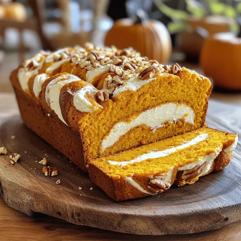 Für das Kürbis-Frischkäse-Schichtbrot brauchst du folgende Grundzutaten: - 1 ½ Tassen Allzweckmehl - ½ Teelöffel Natron - 1 Teelöffel Backpulver - ½ Teelöffel Salz - 1 Teelöffel gemahlener Zimt - ½ Teelöffel gemahlene Muskatnuss - ¼ Teelöffel gemahlener Ingwer - ½ Tasse Kristallzucker - ½ Tasse brauner Zucker, gepackt - 1 Tasse Kürbispüree (aus der Dose oder frisch) - 2 große Eier - ⅓ Tasse Pflanzenöl - 1 Teelöffel Vanilleextrakt Die Füllung besteht aus: - 8 oz Frischkäse, weich - ¼ Tasse Puderzucker - 1 Teelöffel Vanilleextrakt - 1 Eigelb Frische Zutaten machen einen großen Unterschied. Hier sind einige Tipps: - Kürbispüree: Wähle frisches Kürbispüree für mehr Geschmack. Wenn du Konserven verwendest, achte auf die Qualität. - Eier: Frische Eier sorgen für die beste Textur. Überprüfe das Haltbarkeitsdatum. - Mehl: Achte auf die Lagerung. Mehl sollte trocken und kühl sein. - Gewürze: Verwende frisch gemahlene Gewürze für ein intensiveres Aroma. Sie sind viel besser als die alten. Mit diesen Zutaten und Tipps bist du gut gerüstet, um ein köstliches Kürbis-Frischkäse-Schichtbrot zu backen. Es wird sicherlich ein Hit! Heize deinen Ofen auf 175 °C (350 °F) vor. Du kannst eine Kastenform (9x5 Zoll) einfetten. Alternativ lege sie mit Backpapier aus, um das Brot später leicht herauszunehmen. Nimm eine mittlere Schüssel und gib das Allzweckmehl hinein. Füge auch Natron, Backpulver, Salz, gemahlenen Zimt, Muskatnuss und Ingwer hinzu. Mische alles gut und stelle die Schüssel beiseite. In einer großen Schüssel vermische den Kristallzucker und den braunen Zucker. Füge das Kürbispüree, die Eier, das Pflanzenöl und den Vanilleextrakt hinzu. Rühre alles gut um, bis eine glatte Masse entsteht. Gib die trockenen Zutaten nach und nach zu den nassen Zutaten. Mische vorsichtig mit einem Spatel, bis alles gut vermischt ist. Achte darauf, nicht zu viel zu rühren, um das Brot fluffig zu halten. In einer separaten Schüssel schlage den weichen Frischkäse cremig. Füge den Puderzucker, den Vanilleextrakt und das Eigelb hinzu. Mische alles, bis die Füllung glatt ist. Gieße die Hälfte des Kürbisteigs in die Kastenform. Verteile dann die Hälfte der Frischkäsemischung gleichmäßig darauf. Wiederhole diesen Schritt mit dem restlichen Teig und der Füllung. Verwende ein Messer oder einen Spieß, um einen schönen Wirbeleffekt zu erzielen. Backe das Brot im vorgeheizten Ofen für 55-65 Minuten. Überprüfe mit einem Zahnstocher, ob es fertig ist. Wenn die Oberseite zu schnell bräunt, decke sie locker mit Aluminiumfolie ab. Lass das Brot etwa 10 Minuten in der Form abkühlen. Danach lege es auf ein Kuchengitter, um vollständig abzukühlen. Um den perfekten Swirl zu erzielen, beginne mit der richtigen Technik. Gieße die Kürbismischung und die Frischkäsemischung abwechselnd in die Kastenform. Nutze ein Messer oder einen Spieß, um sanfte Bewegungen zu machen. Vermeide es, zu stark zu mischen. Du möchtest, dass die Schichten sichtbar bleiben. Übermixen ist ein häufiger Fehler. Wenn du die trockenen Zutaten mit den nassen Zutaten kombinierst, rühre nur so lange, bis alles gerade vermischt ist. Ein paar Klumpen sind in Ordnung! Übermäßiges Rühren macht das Brot hart und weniger fluffig. Die Backzeit kann variieren. Überprüfe das Brot nach 55 Minuten. Wenn ein Zahnstocher sauber herauskommt, ist es fertig. Wenn die Oberseite zu schnell bräunt, decke es locker mit Aluminiumfolie ab. So bleibt das Brot saftig und die Kruste wird nicht zu dunkel. {{image_4}} Möchtest du etwas Süßes und Schokoladiges? Füge einfach Schokoladenstückchen zum Teig hinzu. Dunkle Schokolade passt perfekt zu Kürbis. Du kannst auch Kakaopulver verwenden, um einen schokoladigen Teig zu machen. Das ergibt einen tollen Kontrast. Die Kombination aus Kürbis und Schokolade ist wirklich lecker. Wenn du eine vegane Option suchst, gibt es einfache Anpassungen. Ersetze die Eier durch einen Esslöffel Leinsamenmehl mit drei Esslöffeln Wasser. Verwende pflanzliches Öl anstelle von Butter oder Eier. Wähle einen veganen Frischkäse für die Füllung. So bleibt der Geschmack toll und du kannst das Brot genießen. Für einen besonderen Kick kannst du weitere Gewürze hinzufügen. Probiere eine Prise Nelken oder Anis. Diese Gewürze geben dem Brot eine neue Note. Du kannst auch etwas Vanilleextrakt in den Teig geben. Manchmal verwenden Leute auch gemahlenen Kardamom für einen exotischen Geschmack. Experimentiere nach Lust und Laune! Nach dem Backen lasse das Kürbis-Frischkäse-Schichtbrot auf einem Gitter abkühlen. Sobald es kalt ist, lege es in einen luftdichten Behälter. Das Brot bleibt so frisch und lecker. Du kannst es auch in Frischhaltefolie wickeln. So bleibt die Feuchtigkeit erhalten. Lagere es bei Raumtemperatur für bis zu drei Tage. Wenn du es länger aufbewahren möchtest, solltest du es einfrieren. Um das Brot einzufrieren, schneide es zuerst in Scheiben. Dies macht es einfacher, einzelne Stücke herauszunehmen. Wickele jede Scheibe in Frischhaltefolie und lege sie in einen Gefrierbeutel. Vergiss nicht, das Datum darauf zu schreiben. So weißt du, wie lange es schon im Gefrierfach ist. Das Brot kann bis zu drei Monate eingefroren werden. Zum Auftauen lege die Scheiben einfach für ein paar Stunden in den Kühlschrank. Das Kürbis-Frischkäse-Schichtbrot hält sich gut. Bei richtiger Lagerung bleibt es für drei Tage frisch. Wenn du Reste hast, kannst du sie kreativ nutzen. Mache einen French Toast mit dem Brot. Es schmeckt super lecker! Du kannst auch Brotscheiben toasten und mit etwas Frischkäse oder Marmelade genießen. So wird kein Stück verschwendet und du hast immer einen leckeren Snack zur Hand. Das Backen dauert etwa 55 bis 65 Minuten. Du solltest einen Zahnstocher in die Mitte stecken. Wenn er sauber herauskommt, ist das Brot fertig. Die Zeit kann leicht variieren, je nach deinem Ofen. Ja, du kannst frisches Kürbispüree verwenden. Achte darauf, es gut zu pürieren. Die Konsistenz sollte ähnlich wie bei der Dose sein. Frisches Püree hat oft mehr Geschmack. Ja, du kannst den Zucker reduzieren. Du kannst auch Alternativen wie Honig oder Ahornsirup verwenden. Achte darauf, dass die Flüssigkeitsmenge angepasst wird. Das Brot könnte dann etwas anders schmecken. Serviere das Brot warm oder bei Raumtemperatur. Schneide es in schöne Scheiben. Du kannst es mit etwas Frischkäse-Frosting toppen. Auch zerstoßene Nüsse machen es leckerer. Ja, du kannst glutenfreies Mehl verwenden. Achte darauf, die gleichen Mengen zu nutzen. Das Rezept ist auch für andere Diäten anpassbar, wie vegan. Tausche die Eier mit einem Ei-Ersatz aus. Das Kürbis-Frischkäse-Schichtbrot ist ein köstliches, einfaches Rezept. Es vereint frische Zutaten, eine klare Anleitung und praktische Tipps. Du kannst Varianten ausprobieren und sogar das Brot einfrieren. Mein abschließender Tipp? Experimentiere mit Gewürzen und verschiedenen Füllungen, um neue Geschmäcker zu entdecken. Mit ein wenig Übung wirst du sicher ein Meister des Backens. Genieße jeden Bissen und teile dieses leckere Brot mit Freunden und Familie!