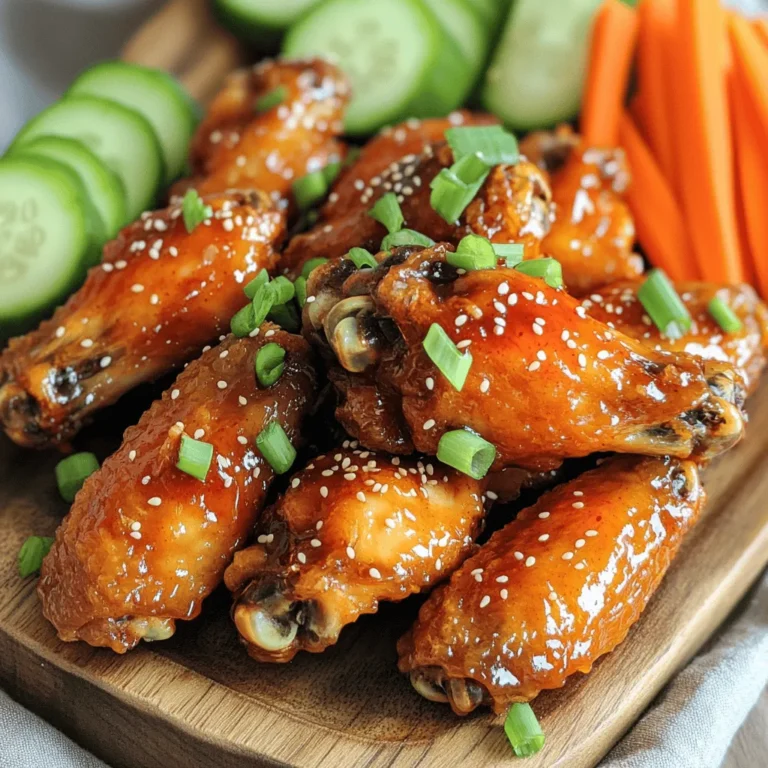 - 900 g Hähnchenflügel - Marinadebestandteile: - 60 ml Honig - 30 ml Sriracha-Sauce - 30 ml Sojasauce - 15 ml Apfelessig - Gewürze: - 15 g Knoblauchpulver - 5 g Zwiebelpulver - 5 g geräuchertes Paprikapulver - Salz und Pfeffer nach Geschmack - Sesamsamen (zum Garnieren) - Frische, gehackte Frühlingszwiebeln (zum Garnieren) Ich liebe diese Zutaten. Sie machen die Flügel so lecker. Die Hähnchenflügel sind die Hauptzutat. Sie sind saftig und zart. Die Marinade macht sie süß und scharf. Honig bringt die Süße, und Sriracha sorgt für die Schärfe. Sojasauce gibt einen tollen Umami-Geschmack. Apfelessig fügt eine frische Note hinzu. Die Gewürze sind ebenfalls wichtig. Knoblauchpulver und Zwiebelpulver geben viel Geschmack. Geräuchertes Paprikapulver macht die Flügel noch interessanter. Salz und Pfeffer runden alles ab. Für die Garnitur verwende ich Sesamsamen und Frühlingszwiebeln. Sie sorgen für einen schönen Farbkontrast und zusätzlichen Crunch. Diese Zutaten sind einfach, aber sie machen einen großen Unterschied. Sie helfen, die Flügel zu einem echten Genuss zu machen. Zuerst tupfe die Hähnchenflügel mit Küchenpapier trocken. Dies entfernt Wasser und hilft, sie knusprig zu machen. Feuchtigkeit ist der Feind der Knusprigkeit. Nun bereite die Marinade vor. Mische in einer Schüssel 60 ml Honig, 30 ml Sriracha-Sauce, 30 ml Sojasauce, 15 ml Apfelessig, 15 g Knoblauchpulver, 5 g Zwiebelpulver und 5 g geräuchertes Paprikapulver. Füge Salz und Pfeffer hinzu. Rühre alles gut um, bis die Mischung gleichmäßig ist. Lege die Hähnchenflügel in einen großen, wiederverschließbaren Beutel oder eine Schüssel. Gieße die Marinade über die Flügel. Achte darauf, dass sie gleichmäßig bedeckt sind. Schließe den Beutel oder decke die Schüssel ab. Lass die Flügel mindestens 30 Minuten marinieren. Für mehr Geschmack empfehle ich, sie ein paar Stunden im Kühlschrank zu lassen. Heize deine Luftfritteuse auf 190 °C vor. Das dauert etwa 5 Minuten. Platziere die marinierten Hähnchenflügel in einer einzigen Schicht im Korb. Koche sie für 25-30 Minuten. Wende die Flügel nach der Hälfte der Zeit. So garen sie gleichmäßig und werden schön knusprig. Nach der Garzeit prüfe die Flügel auf Knusprigkeit. Wenn du sie knuspriger magst, füge einfach 5 Minuten Garzeit hinzu. - Die richtige Marinierzeit Marinieren Sie die Hähnchenflügel mindestens 30 Minuten. Dies gibt den Flügeln Zeit, die Aromen aufzunehmen. Wenn Sie mehr Geschmack wollen, lassen Sie sie mehrere Stunden im Kühlschrank. - Verwendung von Öl Ein wenig Öl hilft, die Knusprigkeit zu verbessern. Geben Sie einen Teelöffel Öl zur Marinade hinzu. Dies sorgt für eine schöne, goldene Farbe und eine knusprige Textur. - Präsentation und Beilagenideen Servieren Sie die Flügel auf einer großen Platte. Streuen Sie Sesamsamen und gehackte Frühlingszwiebeln darüber. Dazu passen geschnittene Gurken und Karottensticks. Diese Beilagen bringen Erfrischung und Crunch. - Dip-Saucen Empfehlungen Bieten Sie verschiedene Dips an. Eine cremige Knoblauchsoße oder eine scharfe Chili-Sauce sind toll. Diese Dips ergänzen die süß-scharfen Flügel perfekt. {{image_4}} Eine gute Marinade macht die Hähnchenflügel noch besser. Hier sind zwei Optionen: - BBQ-Marinade: Mischen Sie BBQ-Sauce mit Sojasauce und etwas Honig. Diese Mischung bringt einen süßen und rauchigen Geschmack. Marinieren Sie die Flügel wie gewohnt. - Zitronenpfeffer-Marinade: Kombinieren Sie frischen Zitronensaft mit Olivenöl, Pfeffer und Salz. Diese Marinade sorgt für einen frischen, würzigen Kick. Lassen Sie die Flügel mindestens eine Stunde marinieren. Sie können die Geschmäcker Ihrer Hähnchenflügel anpassen. Hier sind zwei Ideen: - Süß-sauer Variante: Fügen Sie Ananassaft und etwas Sojasauce zur Marinade hinzu. Diese Mischung macht die Flügel süß und leicht sauer. - Scharfe Bärensauce Variante: Mischen Sie Bärensauce mit Sriracha für extra Schärfe. Diese Kombination bringt viel Geschmack und Würze. Diese Variationen helfen, neue Geschmäcker zu entdecken und Ihre Hähnchenflügel zu einem Hit zu machen! - Kühlschranklagerung: Lassen Sie die Hähnchenflügel zuerst abkühlen. Legen Sie sie in einen luftdichten Behälter. So bleiben sie frisch. Im Kühlschrank halten sie sich bis zu drei Tage. - Tiefkühloptionen: Für längere Lagerung können Sie die Flügel einfrieren. Wickeln Sie sie gut in Frischhaltefolie oder legen Sie sie in einen Gefrierbeutel. So bleiben sie bis zu drei Monate haltbar. Denken Sie daran, die Flügel vor dem Einfrieren gut abzukühlen. - Geeignete Methoden für die Wiedererwärmung: Um die Flügel wieder knusprig zu machen, verwenden Sie die Luftfritteuse. Erwärmen Sie sie bei 180 °C für etwa 5-10 Minuten. Alternativ können Sie den Ofen nutzen. Legen Sie die Flügel auf ein Backblech und backen Sie sie bei 180 °C für etwa 10-15 Minuten. So bleiben sie lecker und frisch. Die empfohlene Marinierzeit ist mindestens 30 Minuten. Wenn du mehr Zeit hast, lasse die Flügel bis zu 4 Stunden im Kühlschrank marinieren. So ziehen die Aromen besser ein. Ein längeres Marinieren macht die Flügel noch geschmackvoller. Die Anzahl der Flügel hängt von der Größe deiner Luftfritteuse ab. In einer typischen Luftfritteuse passen etwa 1 bis 1,5 kg Hähnchenflügel. Achte darauf, dass die Flügel in einer einzigen Schicht liegen. So bekommst du eine gleichmäßige Garung und eine schöne Knusprigkeit. Wenn du mehr Flügel machen willst, gare sie in mehreren Durchgängen. Ja, die Luftfritteuse ist gesünder als frittieren in Öl. Du verwendest weniger Fett, was die Kalorienzahl senkt. Außerdem bleiben die Nährstoffe in den Hähnchenflügeln besser erhalten. Das macht die Luftfrittiermethode eine tolle Wahl für schmackhafte, aber gesunde Snacks. Du bist nun bereit, knusprige Hähnchenflügel zu machen! Wir haben die Zutaten besprochen, die du brauchst. Ich habe dir Schritt für Schritt gezeigt, wie du die Flügel marinierst und garst. Denk daran, die richtige Marinierzeit ist wichtig für den Geschmack. Probiere verschiedene Marinaden aus, um neue Aromen zu entdecken. Plane auch ein, wie du die Reste richtig lagerst. Mit diesen Tipps wirst du leckere Flügel zubereiten. Viel Spaß beim Kochen und Genießen!