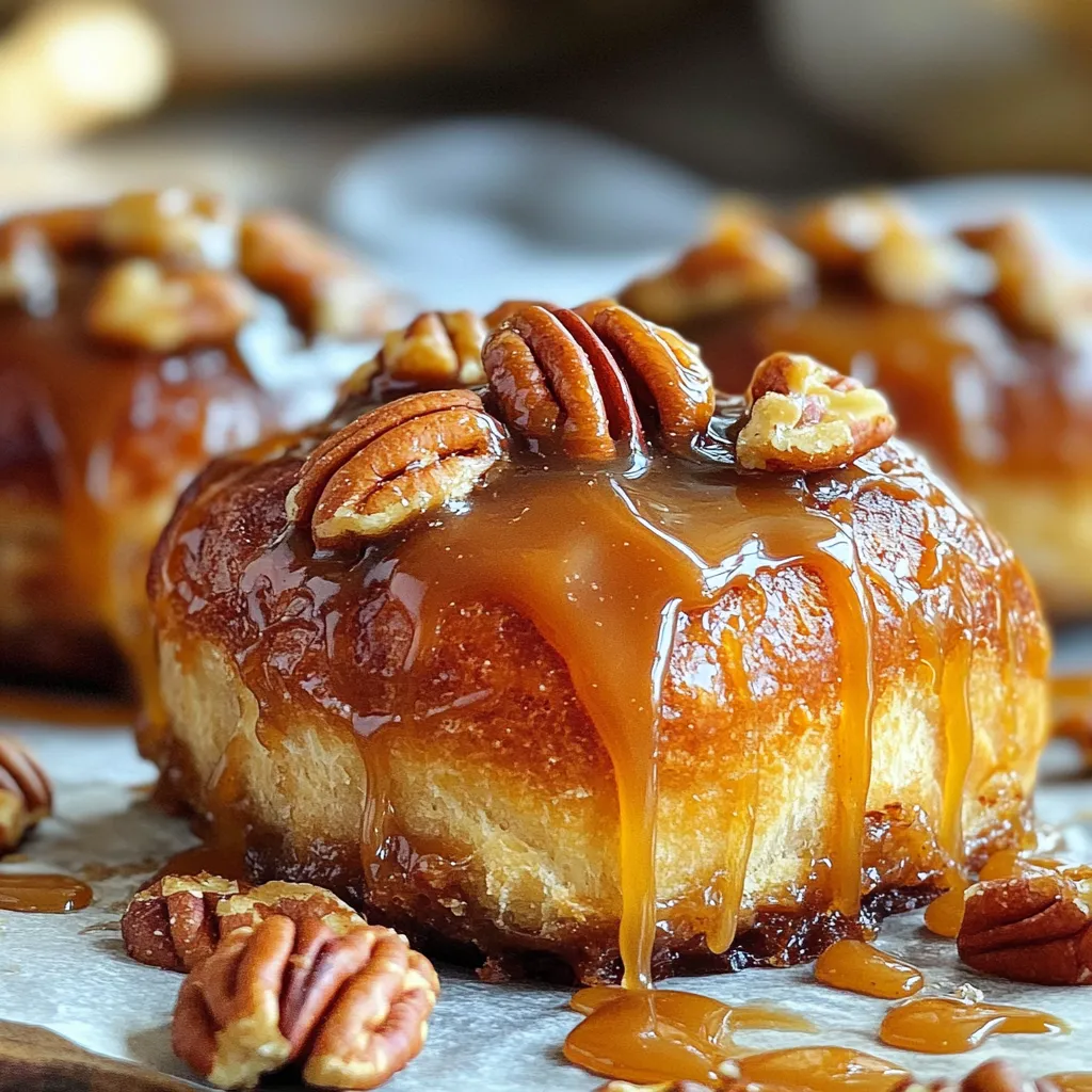 Für dieses leckere Rezept benötigst du folgende Hauptzutaten: - 4 Tassen Allzweckmehl - 1/4 Tasse Kristallzucker - 1 Päckchen (2 1/4 Teelöffel) Trockenhefe - 1 Teelöffel Salz - 1 Tasse Vollmilch, erwärmt - 1/4 Tasse ungesalzene Butter, geschmolzen - 2 große Eier - 1/2 Tasse brauner Zucker, gepackt - 1 Esslöffel gemahlener Zimt - 1 Tasse Pekannüsse, grob gehackt - 1 Tasse Karamellsauce (fertig gekauft oder selbstgemacht) Diese Zutaten geben deinem Sticky Bun Brot den perfekten Geschmack und die richtige Konsistenz. Die Karamellsauce ist das Herzstück dieses Rezepts. Wenn du sie selbst machen möchtest, brauchst du: - 1 Tasse Zucker - 1/2 Tasse Sahne - 1/4 Tasse Butter Du kannst auch eine fertige Karamellsauce verwenden, um Zeit zu sparen. Beides schmeckt großartig. Frische Zutaten machen einen großen Unterschied. Hier sind einige Tipps: - Mehl: Achte darauf, dass es frisch ist. Rieche daran, um sicherzustellen, dass es nicht ranzig ist. - Eier: Verwende frische Eier. Sie sollten eine feste Form haben. - Milch: Die Milch sollte warm, aber nicht heiß sein, um die Hefe zu aktivieren. - Pekannüsse: Wähle knackige, nicht ranzige Nüsse. Du kannst sie auch leicht rösten, um den Geschmack zu verstärken. Mit diesen frischen Zutaten bereitest du die besten Karamell-Pekannuss-Sticky Buns zu! Zuerst mischst du die trockenen Zutaten. Nimm eine große Schüssel und gib das Mehl, den Kristallzucker, die Trockenhefe und das Salz hinein. Dann vermischst du alles gut. In einer anderen Schüssel verquirlst du die warme Milch, die geschmolzene Butter und die Eier. Gieße die Mischung in die Schüssel mit den trockenen Zutaten. Rühre, bis ein Teig entsteht. Knete den Teig auf einer bemehlten Fläche für etwa zehn Minuten. Der Teig sollte glatt und elastisch sein. Danach legst du den Teig in eine gefettete Schüssel. Decke die Schüssel mit einem Küchentuch ab. Lass den Teig an einem warmen Ort eine Stunde gehen, bis er sich verdoppelt hat. Wenn der Teig aufgegangen ist, gib ihm einen kleinen Stoß, um die Luft herauszulassen. Roll den Teig auf einer bemehlten Fläche zu einem großen Rechteck aus. Das Rechteck sollte etwa 1,5 cm dick sein. In einer kleinen Schüssel vermischst du den braunen Zucker mit dem Zimt. Verteile diese Mischung gleichmäßig über den ausgerollten Teig. Streue die gehackten Pekannüsse darüber und drücke sie leicht an. Rolle den Teig von der langen Seite her straff auf. Schneide den gerollten Teig in zwölf gleich große Stücke. Gib die Karamellsauce gleichmäßig auf den Boden einer gefetteten Backform. Lege die Teigstücke mit der Schnittfläche nach oben in die Form. Decke die Form wieder mit einem Tuch ab. Lass die Brötchen nochmal 30 Minuten gehen. Heize den Ofen auf 175 °C vor. Back die Sticky Buns 25 bis 30 Minuten, bis sie goldbraun sind. Lass die Brötchen etwa zehn Minuten abkühlen. Stürze die Backform auf einen großen Teller, damit die Karamellsauce herabfließen kann. Serviere die Sticky Buns warm, garniert mit zusätzlicher Karamellsauce und ganzen Pekannüssen. Ein häufiges Problem beim Backen ist das falsche Messen der Zutaten. Verwende immer einen Messbecher und einen Löffel. Zu viel oder zu wenig Mehl kann den Teig hart machen. Achte darauf, die Hefe nicht mit Salz zu mischen, bevor du sie aktivierst. Das kann die Hefe töten. Lass den Teig genug Zeit zum Gehen. Wenn der Teig nicht aufgeht, sind die Brötchen dicht und schwer. Die beste Zeit für die Teiggärung ist, wenn es warm ist. Eine Temperatur von etwa 25-30 Grad Celsius ist ideal. Achte darauf, den Teig an einem ruhigen Ort zu lassen. Ein Ofen mit nur Licht, aber ohne Hitze, ist perfekt. Wenn du die Schüssel abdeckst, bleibt der Teig warm und feucht. Lass ihn mindestens eine Stunde gehen, bis er sich verdoppelt hat. Um die Sticky Buns warm zu halten, lege sie auf einen Teller und decke sie mit einem sauberen Küchentuch ab. Du kannst sie auch in den Ofen bei 50 Grad Celsius stellen. So bleiben sie weich und lecker. Serviere die Sticky Buns warm und träufle extra Karamellsauce darüber. Füge einige ganze Pekannüsse hinzu für einen schönen Look. Diese Leckerei passt gut zu Kaffee oder Tee. {{image_4}} Wenn Sie neue Geschmäcker mögen, probieren Sie verschiedene Füllungen. Statt Pekannüssen können Sie Walnüsse oder Mandeln nehmen. Auch frische Früchte wie Äpfel oder Birnen passen gut. Für einen schokoladigen Kick fügen Sie Schokoladenstückchen hinzu. Diese Alternativen machen das Rezept spannend und lecker. Für eine glutenfreie Variante nutzen Sie glutenfreies Mehl. Es gibt viele gute Sorten auf dem Markt. Achten Sie darauf, dass das Mehl auch für Hefe geeignet ist. Die anderen Zutaten bleiben gleich. So genießen Sie die Sticky Buns, ohne Gluten zu verwenden. Testen Sie es aus, und Sie werden überrascht sein! Die Präsentation macht viel aus. Nachdem die Sticky Buns gebacken sind, können Sie sie mit zusätzlicher Karamellsauce überziehen. Ganze Pekannüsse darauf setzen, sieht toll aus! Für mehr Farbe können Sie frische Beeren verwenden. Diese Ideen machen Ihr Brot zum Hingucker auf jedem Tisch. Seien Sie kreativ und zeigen Sie Ihre persönliche Note! Um die Karamell-Pekannuss-Sticky Buns frisch zu halten, lege sie in einen luftdichten Behälter. Dies schützt sie vor Luft und Feuchtigkeit. Stelle sicher, dass sie vollständig abgekühlt sind, bevor du sie lagerst. So vermeidest du, dass sie matschig werden. Wenn du einige Sticky Buns übrig hast, kannst du sie einfrieren. Wickele sie zuerst in Frischhaltefolie ein. Dann lege sie in einen gefrierfesten Beutel. So bleiben sie bis zu drei Monate frisch. Wenn du bereit bist, sie zu genießen, lasse sie zuerst im Kühlschrank auftauen. Um die Sticky Buns aufzuwärmen, lege sie in den Ofen bei 150 °C. Du kannst sie auch in der Mikrowelle erwärmen. Stelle sicher, dass du ein feuchtes Papiertuch um sie wickelst. Das hilft, dass sie nicht trocken werden. So schmecken sie fast wie frisch gebacken! Karamell-Pekannuss-Sticky Buns sind frisch am besten. Sie halten sich bei Raumtemperatur etwa 2 bis 3 Tage. Lagern Sie sie in einem luftdichten Behälter, um die Feuchtigkeit zu bewahren. Im Kühlschrank halten sie bis zu einer Woche. Beachten Sie jedoch, dass sie dann etwas trockener werden können. Ja, das geht sehr gut! Um Karamellsauce selbst zu machen, benötigen Sie nur Zucker, Butter und Sahne. Kochen Sie den Zucker in einem Topf, bis er schmilzt und goldbraun wird. Fügen Sie dann die Butter hinzu und rühren Sie gut um. Gießen Sie schließlich die Sahne langsam dazu und rühren Sie weiter, bis die Sauce glatt ist. Lassen Sie die Karamellsauce abkühlen, bevor Sie sie verwenden. Die Süße der Sticky Buns können Sie leicht nach Ihrem Geschmack anpassen. Reduzieren Sie den Kristallzucker oder den braunen Zucker um ein paar Esslöffel. Sie können auch die Karamellsauce weniger süß machen, indem Sie weniger Zucker verwenden. Achten Sie darauf, die anderen Zutaten nicht zu stark zu verändern, um die Textur nicht zu beeinträchtigen. Diese Karamell-Pekannuss-Sticky Buns sind ein Genuss für jeden. Wir haben die wichtigsten Zutaten besprochen und eine einfache Schritt-für-Schritt-Anleitung geteilt. Tipps helfen dir, häufige Fehler zu vermeiden und die perfekte Gärzeit zu finden. Kreative Variationen bieten dir viele Wege, das Rezept anzupassen. Die richtigen Aufbewahrungshinweise sorgen dafür, dass du länger Freude an diesen Leckereien hast. Nutze unser Wissen und experimentiere. Du wirst schmackhafte Ergebnisse erzielen. Viel Spaß beim Backen!