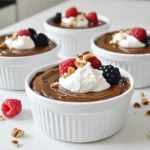 - 1 Tasse Quark (fettreduziert) - 1/4 Tasse ungesüßtes Kakaopulver - 1/4 Tasse Honig oder Ahornsirup - 1 Teelöffel Vanilleextrakt Diese Hauptzutaten sind die Basis für deine Protein-Packed Cottage Cheese Chocolate Mousse. Quark ist reich an Eiweiß und macht die Mousse cremig. Das Kakaopulver bringt den schokoladigen Geschmack. Honig oder Ahornsirup sorgt für die Süße. Vanilleextrakt fügt ein tolles Aroma hinzu. - Eine Prise Salz - 1/4 Tasse Zartbitterschokoladenstückchen - Optionale Toppings: Schlagsahne, frische Beeren oder Nüsse Die Extras sind einfach und machen viel aus. Eine Prise Salz hebt die Aromen hervor. Zartbitterschokoladenstückchen bringen noch mehr Schokolade in die Mousse. Du kannst die Mousse mit Schlagsahne, frischen Beeren oder Nüssen garnieren. Diese Toppings geben der Mousse einen besonderen Touch. Zuerst nimmst du eine Schüssel oder einen Mixer. Dort gibst du eine Tasse Quark, 1/4 Tasse Kakaopulver, 1/4 Tasse Honig oder Ahornsirup, 1 Teelöffel Vanilleextrakt und eine Prise Salz. Mische alles gut. Stelle den Mixer auf mittlere Geschwindigkeit ein. Mixe für 1 bis 2 Minuten. Die Mischung sollte glatt und cremig sein. Für die Schokolade nimmst du 1/4 Tasse Zartbitterschokoladenstückchen. Lege sie in eine mikrowellengeeignete Schüssel. Schmelze die Schokolade in 30-Sekunden-Intervallen. Rühre zwischendurch um, bis sie glatt ist. Lass die geschmolzene Schokolade kurz abkühlen, damit sie nicht die Quarkmischung erhitzt. Füge die abgekühlte Schokolade zur Quarkmischung hinzu. Mixe erneut, bis alles gut vermischt ist. Die Farbe sollte reichhaltig und schokoladig aussehen. Probiere die Mousse und passe die Süße an. Füge bei Bedarf mehr Honig hinzu und mixe kurz nach. Gib die fertige Mousse in Servierschalen und stelle sie für mindestens 30 Minuten in den Kühlschrank. Um die perfekte Konsistenz zu erreichen, ist die richtige Mixzeit wichtig. Mixe die Zutaten für 1-2 Minuten. Achte darauf, dass die Mischung glatt und cremig wird. Nutze einen Spatel, um die Seiten des Mixbehälters zu kratzen. So stellst du sicher, dass alles gut vermischt ist. Diese Schritte helfen, Klumpen zu vermeiden. Du kannst die Süße der Mousse nach deinem Geschmack anpassen. Probiere die Mischung und füge mehr Honig oder Ahornsirup hinzu, wenn du es süßer magst. Alternativen wie Agavendicksaft oder Stevia sind ebenfalls möglich. Diese Optionen bieten verschiedene Geschmäcker und Süßegrade. Experimentiere mit verschiedenen Süßungsmitteln für dein perfektes Dessert. {{image_4}} Du kannst die Schokolade in dieser Mousse einfach ändern. Probier weiße Schokolade für eine süßere Note. Auch andere Geschmacksrichtungen sind möglich. Denk an Erdnussbutter oder Karamell. Diese Variationen geben der Mousse einen neuen Twist. Eine weitere tolle Idee ist, gefrorene Früchte hinzuzufügen. Himbeeren oder Erdbeeren passen gut dazu. Sie bringen Frische und einen fruchtigen Geschmack. Einfach die Früchte vor dem Servieren in die Mousse mischen. Um noch mehr Protein in die Mousse zu bringen, kannst du Proteinpulver ergänzen. Ein Esslöffel Vanille- oder Schokoladenprotein passt super. Es gibt viele Sorten, die du verwenden kannst. Alternativ kannst du auch andere proteinreiche Zutaten nutzen. Zum Beispiel, griechischen Joghurt oder Quark. Diese geben der Mousse nicht nur mehr Protein, sondern auch eine cremige Textur. So wird deine Mousse noch nahrhafter und leckerer. Bewahre die Mousse im Kühlschrank auf. Dies hilft, die frische Textur zu erhalten. Die Mousse bleibt für bis zu drei Tage frisch. Achte darauf, dass sie gut abgedeckt ist. So vermeidest du Gerüche aus dem Kühlschrank. Lagere die Mousse in servierfertigen Schalen. Das macht das Servieren einfach und schnell. Füge Garnierungen und Dekoration kurz vor dem Servieren hinzu. Schlagsahne, frische Beeren oder Nüsse machen die Mousse noch leckerer. Die Quark-Schokoladenmousse hält sich bis zu fünf Tage im Kühlschrank. Achte darauf, sie in einem luftdichten Behälter zu lagern. So bleibt sie frisch und lecker. Wenn du sie länger aufbewahren möchtest, kannst du sie auch einfrieren. Beachte, dass die Textur nach dem Auftauen etwas anders sein kann. Ja, du kannst die Mousse auch ohne Laktose zubereiten. Verwende laktosefreien Quark und laktosefreie Milchprodukte. Diese Alternativen schmecken ähnlich gut. So kannst du die Mousse genießen, ohne auf den Geschmack zu verzichten. Ja, die Mousse eignet sich für verschiedene Diäten. Du kannst sie vegan machen, indem du den Quark durch pflanzliche Alternativen ersetzt, wie z.B. Seidentofu oder Cashew-Creme. Für glutenfreie Optionen achte darauf, dass deine Zutaten glutenfrei sind. Wenn du eine zuckerfreie Variante möchtest, kannst du den Honig durch einen geeigneten Süßstoff ersetzen. Diese Quark-Schokoladenmousse ist einfach und lecker. Wir haben die Hauptzutaten und Schritte klargemacht, um sie zuzubereiten. Sie können die Süße und Konsistenz nach Ihrem Geschmack anpassen. Probieren Sie verschiedene Variationen aus, um neue Aromen zu entdecken. Achten Sie auf die Lagerung, damit die Mousse frisch bleibt. Jetzt sind Sie bereit, Ihre Freunde und Familie mit einem tollen Dessert zu begeistern! Genießen Sie das Kochen und die Kreativität!