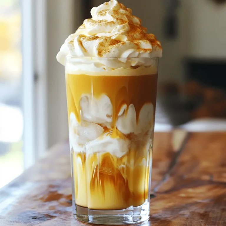 Für dieses köstliche Getränk brauchst du die folgenden Zutaten: - 2 Tassen kalt gebrühter Kaffee - 1 Tasse Schlagsahne - 1/4 Tasse Kürbispüree - 2 Esslöffel Ahornsirup - 1 Teelöffel Vanilleextrakt - 1 Teelöffel Kürbiskuchengewürz (plus extra zum Garnieren) - Eiswürfel - Schlagsahne (optional als Topping) Mit diesen Zutaten kannst du ein perfektes Herbstgetränk zaubern. Der kalt gebrühte Kaffee ist der Hauptbestandteil. Er sorgt für einen sanften Geschmack. Um das beste Geschmackserlebnis zu haben, wähle hochwertige Zutaten. Nutze frisches Kürbispüree, wenn möglich. Du kannst es selbst machen oder im Laden kaufen. Achte darauf, dass es keinen Zucker oder Zusatzstoffe enthält. Für die Schlagsahne wähle eine Vollfettvariante. Sie gibt deinem Getränk die nötige Cremigkeit. Verwende echten Ahornsirup anstelle von künstlichem Sirup. Das verleiht deinem Getränk eine tiefere Süße und einen reichen Geschmack. Du kannst das Rezept leicht anpassen. Wenn du weniger Zucker magst, reduziere den Ahornsirup. Für mehr Kürbisgeschmack füge mehr Kürbispüree hinzu. Möchtest du eine vegane Version? Verwende pflanzliche Schlagsahne und einen veganen Süßstoff. Du kannst auch Gewürze wie Muskatnuss oder Zimt hinzufügen, um neue Aromen zu entdecken. Experimentiere mit den Zutaten, um deinen perfekten Copycat Pumpkin Cream Cold Brew zu kreieren! Beginne mit der Herstellung der Kürbissahne. Nimm eine Rührschüssel und füge die Schlagsahne, das Kürbispüree, den Ahornsirup, den Vanilleextrakt und das Kürbiskuchengewürz hinzu. Rühre alles kräftig mit einem Schneebesen, bis die Mischung glatt ist. Das ist wichtig, damit die Aromen gut vermischt werden. Jetzt kommt der spannende Teil! Schlage die Kürbissahne mit einem Handmixer oder einem Schneebesen auf. Achte darauf, dass sie weiche Spitzen bildet. Sie sollte luftig und leicht sein, nicht zu fest. Jetzt ist es Zeit für den Kaffee. Bereite zwei Tassen kalt gebrühten Kaffee vor. Du kannst den Kaffee am besten am Vorabend machen und im Kühlschrank aufbewahren. Fülle ein großes Glas bis zur Hälfte mit Eiswürfeln. Das Eis hält den Kaffee schön kalt und erfrischend. Gieße den kalt gebrühten Kaffee in das Glas, bis es etwa drei Viertel voll ist. Nun kommt der letzte Schritt. Lass die aufgeschlagene Kürbissahne vorsichtig auf den Kaffee gleiten. So bleibt sie an der Oberfläche und sieht toll aus. Um das Getränk zu garnieren, streue eine Prise Kürbiskuchengewürz oben drauf. Wenn du es besonders lecker magst, füge einen Klecks Schlagsahne hinzu. Serviere dein Getränk mit einem langen Löffel oder einem Strohhalm. Rühre vorsichtig um, bevor du es genießt. So vermischen sich die Aromen perfekt! Um die beste Kürbissahne zu machen, ist die Mischung wichtig. Mischen Sie Schlagsahne, Kürbispüree, Ahornsirup, Vanilleextrakt und Kürbiskuchengewürz in einer Schüssel. Rühren Sie gut, bis alles gleichmäßig ist. Schlagen Sie die Mischung mit einem Handmixer, bis sie weiche Spitzen bildet. Achten Sie darauf, nicht zu lange zu schlagen. Die Sahne sollte luftig und leicht sein, nicht fest. Die Süße Ihres Getränks können Sie leicht anpassen. Wenn Ihnen der Ahornsirup nicht gefällt, probieren Sie Honig oder Agavensirup. Sie können auch weniger Süßungsmittel verwenden, wenn Sie es lieber weniger süß mögen. Ein Schuss Karamellsirup kann auch einen tollen Geschmack hinzufügen. Experimentieren Sie mit der Süße, bis Ihnen das Getränk gefällt. Achten Sie auf Allergene in Ihrem Rezept. Schlagsahne enthält Milch. Für eine milchfreie Option verwenden Sie Kokoscreme oder Sojasahne. Es gibt auch glutenfreie Kürbiskuchengewürze. Überprüfen Sie die Etiketten, bevor Sie kaufen. Wenn Sie vegan leben, ersetzen Sie die Schlagsahne durch pflanzliche Alternativen. So können alle das Getränk genießen, ohne sich Sorgen zu machen. {{image_4}} Für eine vegane Version des Copycat Pumpkin Cream Cold Brew kann ich dir einige einfache Alternativen anbieten. Statt Schlagsahne kannst du Kokosnusscreme oder pflanzliche Sahne verwenden. Diese Optionen geben dir die gleiche cremige Textur. Verwende auch Ahornsirup oder Agavendicksaft als Süßungsmittel. Achte darauf, dass dein Kürbispüree rein pflanzlich ist. Das ist wichtig, um das vegane Erlebnis zu gewährleisten. Wenn du deinen Drink aufpeppen möchtest, füge zusätzliche Aromen hinzu. Karamellsirup passt perfekt zu Kürbis. Du kannst es einfach in den Kaffee mischen oder als Topping verwenden. Schokolade ist eine weitere köstliche Option. Ein Schokoladen- oder Kakao-Pulver verleiht deinem Getränk eine besondere Note. Experimentiere mit verschiedenen Aromen, um deinen perfekten Geschmack zu finden. Für eine kalorienärmere Variante kannst du einige einfache Änderungen vornehmen. Verwende fettarme oder ungesüßte pflanzliche Sahne anstelle von voller Schlagsahne. Du kannst auch weniger Ahornsirup verwenden oder einen kalorienfreien Süßstoff wählen. Anstelle von normalem Kaffee, probiere entkoffeinierten Kaffee. Diese Anpassungen helfen dir, die Kalorien zu reduzieren, ohne auf den Geschmack zu verzichten. Um die übrig gebliebene Kürbissahne zu lagern, benutze einen luftdichten Behälter. Stelle sicher, dass die Mischung gut abgedeckt ist. So bleibt sie frisch. Lagere die Kürbissahne im Kühlschrank. Sie ist bis zu drei Tage haltbar. Wenn du sie später benutzen möchtest, rühre sie vor dem Servieren gut durch. Die Haltbarkeit der Zutaten ist unterschiedlich. Schlagsahne hält sich im Kühlschrank etwa fünf bis sieben Tage. Kürbispüree bleibt ungeöffnet bis zu einem Jahr haltbar. Einmal geöffnet, solltest du es innerhalb von fünf bis sieben Tagen verwenden. Das fertige Getränk ist im Kühlschrank etwa zwei Tage haltbar. Achte darauf, es in einem geschlossenen Behälter aufzubewahren. Um Zeit zu sparen, kannst du die Kürbissahne im Voraus zubereiten. Bereite sie am Abend vorher vor und stelle sie in den Kühlschrank. Auch der Kaffee kann im Voraus zubereitet werden. Kalt gebrühter Kaffee hält sich gut bis zu einer Woche im Kühlschrank. So hast du morgens schnell alles bereit, um deinen Copycat Pumpkin Cream Cold Brew zu genießen. Um die perfekte Konsistenz für die Kürbissahne zu erreichen, ist es wichtig, die Schlagsahne gut zu schlagen. Beginne mit kalter Schlagsahne. Schlage sie mit einem Handmixer oder einem Schneebesen, bis sie weiche Spitzen bildet. Sei vorsichtig, damit du sie nicht zu lange schlägst. Wenn die Mischung zu dick wird, bleibt sie nicht luftiger. Die Mischung sollte glatt, luftig und leicht sein. Nein, das Rezept ist einfach. Du benötigst nur einige Zutaten und wenig Zeit. In nur 10 Minuten kannst du ein köstliches Getränk zaubern. Die Schritte sind klar und leicht zu folgen. Wenn du die Schritte sorgfältig befolgst, gelingt dir das Getränk sicher. Kürbispüree ist sehr vielseitig. Du kannst es in vielen Getränken verwenden. Hier sind einige Ideen: - Kürbiskaffee: Füge Kürbispüree zu deinem normalen Kaffee hinzu. - Kürbismilch: Mische es mit warmer Milch und Gewürzen. - Smoothies: Kombiniere Kürbispüree mit Joghurt und Bananen. - Kürbis-Latte: Verwende es in deinem Lieblingstee-Latte. Diese Getränke sind lecker und bringen den Herbst in deine Tasse! In diesem Artikel haben wir die Hauptzutaten und die Zubereitung für den Copycat Pumpkin Cream Cold Brew behandelt. Du hast Tipps erhalten, um die perfekte Konsistenz zu erreichen und Optionen für vegane Alternativen entdeckt. Denke daran, dass du die Zutaten nach deinem Geschmack anpassen kannst. Ob du nun Süßes, Salziges oder Kalorienarmes willst, die Möglichkeiten sind endlos. Bereite einfach deine Kürbissahne und genieße jedes Schlückchen. Viel Spaß beim Ausprobieren!