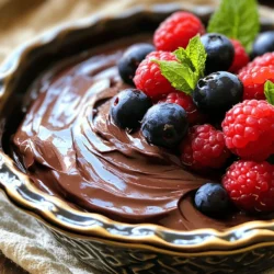 Für die perfekte Mousse brauchst du folgende Zutaten: - 1 Tasse magerer Quark - 1/3 Tasse ungesüßtes Kakaopulver - 1/4 Tasse Honig oder Ahornsirup - 1 Teelöffel Vanilleextrakt - Eine Prise Salz - 1/4 Tasse dunkle Schokoladenstückchen, geschmolzen Diese Zutaten machen die Mousse cremig und schokoladig. Magerer Quark ist eine großartige Proteinquelle. Kakaopulver gibt der Mousse ihren schokoladigen Geschmack. Honig oder Ahornsirup sorgen für die Süße. Du kannst die Mousse noch besser machen mit: - 1/2 Teelöffel lösliche Kaffeekörner (optional) - Frische Beeren und Minzblätter zum Garnieren Die Kaffeekörner verstärken den Schokoladengeschmack. Beeren und Minze sind tolle Toppings, die frisch schmecken und schön aussehen. Jede Zutat hat ihre Vorteile: - Magerer Quark: Hoch an Protein, gut für Muskelaufbau. - Kakaopulver: Voll mit Antioxidantien, gut für das Herz. - Honig oder Ahornsirup: Natürliche Süßstoffe, die weniger verarbeitet sind. - Dunkle Schokolade: Enthält gesunde Fette und kann die Stimmung heben. Diese Mousse ist nicht nur lecker, sondern auch gesund. Sie bietet eine gute Balance aus Geschmack und Nährstoffen. Zuerst entfernen Sie die überschüssige Flüssigkeit aus dem Quark. Nutzen Sie ein feines Sieb oder ein Käsetuch. Dies hilft, die Mousse cremiger zu machen. Geben Sie den Quark in das Sieb und lassen Sie ihn für etwa 10 Minuten abtropfen. Dies ist ein wichtiger Schritt für die Textur. Jetzt geben Sie den abgetropften Quark in einen Mixer. Fügen Sie dazu das ungesüßte Kakaopulver, den Honig oder Ahornsirup, den Vanilleextrakt, die löslichen Kaffeekörner und eine Prise Salz hinzu. Mixen Sie alles auf hoher Stufe. Achten Sie darauf, die Seiten des Mixbehälters abzukratzen. So stellen Sie sicher, dass alles gut vermischt wird. Schmelzen Sie nun die dunklen Schokoladenstückchen in einer mikrowellenfesten Schüssel. Erhitzen Sie sie in Intervallen von 20 Sekunden. Rühren Sie zwischendurch um, bis die Schokolade glatt ist. Lassen Sie sie kurz abkühlen. Geben Sie die geschmolzene Schokolade in die Quarkmischung. Pulsieren Sie den Mixer erneut, bis alles gut vermischt ist. Probieren Sie die Mousse und passen Sie die Süße nach Geschmack an. Verteilen Sie die Mischung gleichmäßig in Servierschalen. Stellen Sie die Schalen in den Kühlschrank. Lassen Sie die Mousse mindestens 1 Stunde ruhen. Vor dem Servieren garnieren Sie die Mousse mit frischen Beeren und Minzblättern. So bekommt sie einen schönen Farbkontrast und Frische. Um die perfekte Konsistenz für deine Mousse zu erreichen, beginnt alles mit dem Quark. Entferne überschüssige Flüssigkeit, indem du ein feines Sieb oder ein Käsetuch verwendest. Dadurch wird die Mousse cremiger und leichter. Mixe die Zutaten gut, bis alles glatt ist. Achte darauf, die Seiten des Mixbehälters regelmäßig abzukratzen. Dies stellt sicher, dass alles gleichmäßig vermischt wird. Wenn die Mousse nach dem Kühlen noch zu flüssig ist, kannst du sie länger im Kühlschrank lassen. Wenn du die Süße anpassen möchtest, gibt es viele Optionen. Honig ist eine gute Wahl, aber Ahornsirup bietet einen anderen Geschmack. Du kannst auch Stevia oder Erythrit verwenden, wenn du Kalorien sparen möchtest. Beginne mit der angegebenen Menge und taste dich vor. Mixe die Mousse und probiere sie. So findest du die perfekte Süße für deinen Geschmack. Die Garnierung macht viel aus! Frische Beeren wie Himbeeren oder Erdbeeren bringen Farbe und Frische. Minzblätter sind ebenfalls eine schöne Ergänzung. Du kannst auch etwas geriebene Schokolade obenauf streuen. Das sieht nicht nur gut aus, sondern schmeckt auch toll. Serviere die Mousse in klaren Gläsern, damit die Schichten sichtbar sind. So wird dein Dessert ein echter Hingucker! {{image_4}} Wenn du eine vegane oder laktosefreie Option möchtest, kannst du den Quark ersetzen. Nutze stattdessen Seidentofu. Er hat eine ähnliche Konsistenz und hilft, die Mousse schön cremig zu machen. Verwende auch einen pflanzlichen Süßstoff. Ahornsirup oder Agavendicksaft sind gute Optionen. Achte darauf, dass dein Kakaopulver ebenfalls vegan ist. So bleibt dein Dessert ganz ohne tierische Produkte. Es gibt viele Wege, um deine Mousse noch spannender zu machen. Du kannst Aromen wie Zimt oder Chili hinzufügen. Diese geben einen besonderen Kick. Auch pürierte Früchte wie Himbeeren oder Bananen sind tolle Ideen. Sie bringen fruchtige Frische und Farbe. Für einen crunchigen Effekt, füge gehackte Nüsse oder Keksstückchen hinzu. Experimentiere mit verschiedenen Zutaten und finde deinen Favoriten. Die Präsentation ist wichtig. Du kannst die Mousse in kleinen Gläsern oder Schalen servieren. So sieht es hübsch aus und jeder bekommt seine eigene Portion. Eine andere Idee ist, die Mousse in Dessertgläser zu schichten. Beginne mit der Mousse, dann eine Schicht Beeren und wieder Mousse. Toppe alles mit Minzblättern für einen frischen Look. So wird dein Dessert sowohl lecker als auch ansprechend. Um die Mousse frisch zu halten, lege sie in luftdichte Behälter. So bleibt die Textur samtig. Vermeide es, die Mousse in offenen Schalen zu lassen. Das kann sie austrocknen oder Gerüche annehmen. Die Quark-Schokoladenmousse hält sich im Kühlschrank bis zu fünf Tage. Achte darauf, die Mousse gut zu verschließen. Wenn du sie länger aufbewahren möchtest, solltest du die Mousse einfrieren. Du kannst die Mousse auch einfrieren. Fülle sie in gefrierfeste Behälter. Die Mousse kann bis zu drei Monate im Gefrierfach bleiben. Zum Auftauen stellst du sie einfach in den Kühlschrank. Lass sie dort über Nacht. So bleibt sie cremig und lecker. Ja, Quark ist gesund für Desserts. Er hat viel Protein und wenig Fett. Das macht ihn zu einer guten Wahl. Er enthält auch Kalzium, was gut für die Knochen ist. Quark hat weniger Zucker als viele andere Desserts. So bleibt der Genuss gesund. Ja, du kannst andere Süßstoffe verwenden. Honig und Ahornsirup sind tolle Optionen. Du kannst auch Stevia oder Erythrit ausprobieren. Diese Süßstoffe sind kalorienärmer. Achte darauf, die Menge anzupassen. Jeder Süßstoff hat einen anderen Geschmack. Das hängt von den Allergien ab. Die Hauptzutaten sind Quark, Kakaopulver und Honig. Quark enthält Milch, also nicht für Milchallergiker geeignet. Du kannst laktosefreien Quark verwenden. Achte darauf, dass die Schokolade keine Allergene hat. Die Mousse ist einfach zuzubereiten und macht Spaß. Wir haben die Haupt- und optionalen Zutaten besprochen, die gesunde Vorteile bieten. Du hast gelernt, wie man Quark vorbereitet und die perfekte Konsistenz erreicht. Mit Tipps für Aromen und Garnierungen kannst du die Mousse ganz nach deinem Geschmack anpassen. Denke auch an die richtige Lagerung, um die Frische zu bewahren. Experimentiere mit Variationen für jeden Bedarf und jede Vorliebe. So wird dein Dessert zum Hit!