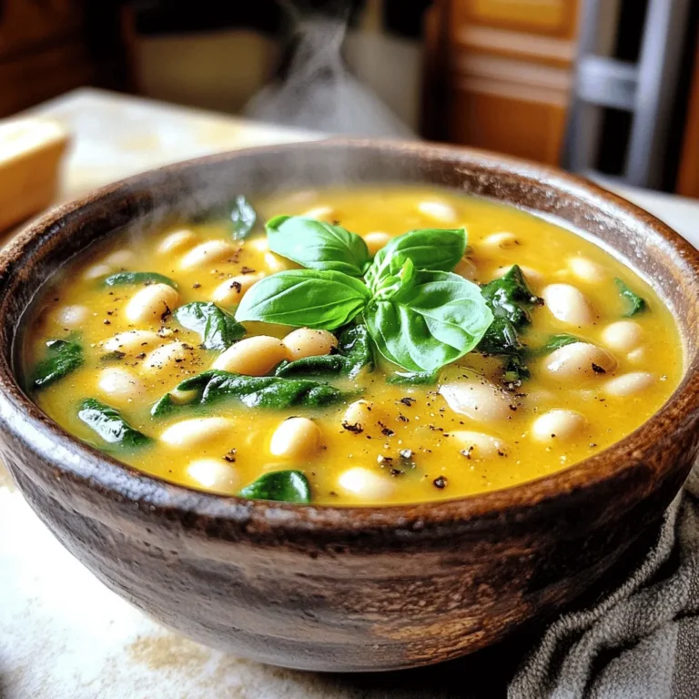 - 2 Tassen gekochte weiße Bohnen (Cannellini oder Navy) - 1 mittelgroße Zwiebel, gewürfelt - 3 Knoblauchzehen, fein gehackt Die Hauptzutaten sind wichtig für den Geschmack. Die weißen Bohnen geben der Suppe eine tolle Cremigkeit. Ich benutze oft Cannellini-Bohnen, weil sie weich und lecker sind. Die Zwiebel bringt Süße. Der Knoblauch fügt eine schöne Tiefe hinzu. Zusammen ergeben sie eine gute Basis. - 1 Karotte, gewürfelt - 2 Selleriestangen, gewürfelt - 4 Tassen Gemüsebrühe Das Gemüse macht die Suppe bunt und gesund. Die Karotte gibt Süße und Farbe. Sellerie bringt Frische. Die Gemüsebrühe ist die Flüssigkeit, die alles verbindet. Sie sorgt für den herzhaften Geschmack, den wir lieben. - 1 Tasse frischer Spinat, grob gehackt - 1 Tasse saure Sahne oder Kokoscreme - 2 Esslöffel Olivenöl Die cremigen Elemente machen die Suppe besonders. Der Spinat bringt Farbe und Nährstoffe. Saure Sahne macht die Suppe reichhaltig. Für eine milchfreie Option benutze ich Kokoscreme. Das Olivenöl fügt einen feinen Geschmack hinzu und hilft, die Aromen zu vereinen. Diese Zutaten sind einfach zu finden. Sie machen die Cremige Tuscan White Bean Soup zu einem echten Genuss. Zuerst erhitze ich das Olivenöl in einem großen Topf bei mittlerer Hitze. Dann würfle ich die Zwiebel, Karotte und Sellerie. Diese drei Zutaten gebe ich in den Topf. Ich brate das Gemüse etwa 5 bis 7 Minuten. Es wird weich und duftet sehr gut. Jetzt kommt der Knoblauch. Ich hacke drei Knoblauchzehen fein und füge sie hinzu. Ich brate den Knoblauch für 1 bis 2 Minuten an. Der Geruch ist einfach köstlich. Jetzt sind die weißen Bohnen dran. Ich habe 2 Tassen gekochte weiße Bohnen bereit. Diese gebe ich zusammen mit 4 Tassen Gemüsebrühe in den Topf. Ich füge auch 1 Teelöffel Oregano und ½ Teelöffel rote Pfefferflocken hinzu. Ich bringe die Mischung zum Kochen. Sobald es kocht, senke ich die Hitze. Die Suppe lasse ich dann etwa 15 Minuten köcheln. So vermischen sich die Aromen gut. Ich nehme einen Stabmixer. Damit püriere ich die Suppe. Ich mache sie so cremig, wie ich es mag. Dabei lasse ich einige Bohnen ganz, um die Textur zu bewahren. Jetzt kommt der frische Spinat. Ich hacke 1 Tasse Spinat grob und gebe ihn in die Suppe. Ich füge auch 1 Tasse saure Sahne hinzu. Wenn ich eine milchfreie Variante will, nehme ich Kokoscreme. Ich lasse die Suppe bei niedriger Hitze weitere 5 Minuten köcheln. So wird der Spinat weich und die Suppe heiß. Ich würze alles mit Salz und Pfeffer nach meinem Geschmack. Um die perfekte Konsistenz zu erreichen, pürieren Sie die Suppe nach 15 Minuten Kochzeit. Nutzen Sie einen Stabmixer, um die Mischung zu pürieren. Sie können die Suppe bis zur gewünschten Cremigkeit pürieren. Lassen Sie ein paar Bohnen ganz, um Textur zu bewahren. So bleibt die Suppe interessant und abwechslungsreich. Frische Kräuter sind der Schlüssel zu intensivem Geschmack. Fügen Sie zum Beispiel frisches Basilikum oder Thymian hinzu. Diese Kräuter bringen Frische in die Suppe. Sie können auch die Gewürze nach Ihrem Geschmack anpassen. Ein wenig mehr Oregano oder eine Prise Salz kann den Unterschied ausmachen. Experimentieren Sie mit den Aromen, um Ihre perfekte Mischung zu finden. Garnieren Sie die Suppe mit frischem Basilikum. Dies sieht nicht nur schön aus, sondern gibt auch einen zusätzlichen Geschmacksschub. Eine Scheibe knuspriges Brot passt perfekt dazu. Sie können das Brot einfach anrösten oder mit Knoblauchbutter bestreichen. Das macht die Mahlzeit noch köstlicher. {{image_4}} Um die Suppe milchfrei zu machen, nutze Kokoscreme. Die Kokoscreme ist dick und cremig. Sie gibt der Suppe einen leichten, süßen Geschmack. Dies passt gut zu den Bohnen und dem Gemüse. Du kannst auch andere pflanzliche Sahne verwenden, falls du möchtest. Verfeinere die Suppe mit geröstetem Gemüse. Du kannst Zucchini, Paprika oder sogar Kürbis verwenden. Röste das Gemüse zuerst im Ofen. Dies gibt dem Gemüse mehr Geschmack. Du kannst auch andere Hülsenfrüchte wie Kichererbsen oder Linsen verwenden. Diese bringen neue Texturen und Geschmäcker in die Suppe. Experimentiere mit italienischen Kräutern. Oregano, Thymian oder Rosmarin sind tolle Optionen. Diese Kräuter bringen den Geschmack der Toskana zu dir nach Hause. Füge auch etwas Zitronensaft hinzu, um Frische zu bekommen. Der Zitronensaft hebt die Aromen hervor und macht die Suppe lebendiger. Lass die Suppe abkühlen, bevor du sie lagerst. Das schützt den Geschmack und die Konsistenz. Fülle die Suppe in einen luftdichten Behälter. So bleibt sie frisch. Im Kühlschrank hält sie bis zu fünf Tage. Überprüfe immer den Geruch, bevor du sie isst. Um die Suppe richtig einzufrieren, fülle sie in einen gefrierfesten Behälter. Lasse etwas Platz, da sich die Suppe beim Gefrieren ausdehnt. Du kannst die Suppe bis zu drei Monate einfrieren. Zum Auftauen stelle den Behälter über Nacht in den Kühlschrank. Um die Suppe zu erwärmen, gib sie in einen Topf. Erhitze sie bei mittlerer Hitze und rühre regelmäßig um. Wenn du die Suppe dicker magst, püriere sie kurz. So wird sie wieder cremig und lecker. Um die Suppe vegan zu machen, ersetze die saure Sahne durch Kokoscreme. Diese sorgt für Cremigkeit und einen leichten Kokosgeschmack. Du kannst auch andere pflanzliche Sahne verwenden. Achte darauf, Gemüsebrühe ohne tierische Produkte zu wählen. So bleibt die Suppe ganz pflanzlich und lecker. Ja, du kannst frische Bohnen verwenden. Beginne mit trockenen Bohnen und weiche sie über Nacht ein. Koche die Bohnen dann in frischem Wasser, bis sie weich sind. Dies kann bis zu einer Stunde dauern. Frische Bohnen haben einen tollen Geschmack, aber die Zubereitung braucht mehr Zeit. Die gesamte Zubereitungszeit beträgt etwa 35 Minuten. Du benötigst 10 Minuten, um das Gemüse vorzubereiten und 25 Minuten zum Kochen. Die Suppe ist schnell und einfach zuzubereiten. So hast du in kurzer Zeit ein köstliches Gericht. Diese Suppe ist einfach und lecker. Sie besteht aus Bohnen, Gemüse und einer cremigen Note. Ich habe gezeigt, wie Sie sie leicht zubereiten können. Denken Sie daran, mit Aromen und Zutaten zu experimentieren. Sie können auch leckere Variationen ausprobieren oder Reste aufbewahren. Diese Tipps helfen Ihnen, die perfekte Suppe jeden Tag zu genießen. Nutzen Sie die Frische dieses Rezepts und machen Sie sich ans Kochen!