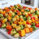 Für dieses Rezept brauchst du: - 2 Tassen Rosenkohl, halbiert - 1 große Süßkartoffel, gewürfelt - 1 rote Paprika, grob gehackt - 1 gelbe Paprika, grob gehackt - 1 rote Zwiebel, in Spalten geschnitten Diese Zutaten machen das Gericht bunt und lecker. Der Rosenkohl ist knackig und gesund. Die Süßkartoffel bringt eine natürliche Süße. Die Paprika gibt Farbe und Geschmack. Die Zwiebel sorgt für einen tollen Aroma-Boost. Hier sind die weiteren Zutaten für das Dressing: - 3 Esslöffel Olivenöl - 2 Esslöffel reiner Ahornsirup - 1 Esslöffel Dijon-Senf - 1 Teelöffel Knoblauchpulver - 1 Teelöffel geräuchertes Paprikapulver - Salz und Pfeffer nach Geschmack Das Olivenöl verbindet alles. Der Ahornsirup gibt eine süße Note. Der Dijon-Senf bringt Schärfe. Knoblauchpulver und geräuchertes Paprikapulver sorgen für einen tiefen Geschmack. Vergiss nicht, mit Salz und Pfeffer zu würzen, um das Ganze abzurunden. Zum Schluss brauchst du: - Frische Petersilie, gehackt (zum Garnieren) Die Petersilie bringt Frische ins Gericht. Sie sieht toll aus und hebt den Geschmack. Einfach über das fertige Gemüse streuen, bevor du servierst. So wird das Gericht noch appetitlicher. Zuerst heizen Sie den Ofen auf 220°C vor. Während der Ofen aufheizt, nehmen Sie eine große Schüssel. Fügen Sie den halbierten Rosenkohl, die gewürfelte Süßkartoffel, die grob gehackte rote und gelbe Paprika sowie die geschnittene rote Zwiebel hinzu. Mischen Sie alles gut. So sorgen Sie dafür, dass alle Gemüsesorten gleichmäßig garen. Jetzt ist es Zeit für die Sauce. Nehmen Sie eine kleine Schüssel. Mischen Sie das Olivenöl, den reinen Ahornsirup und den Dijon-Senf. Fügen Sie das Knoblauchpulver und das geräucherte Paprikapulver hinzu. Geben Sie eine Prise Salz und Pfeffer dazu. Rühren Sie alles gut um, bis die Sauce glatt ist. Diese Mischung gibt dem Gemüse einen tollen Geschmack. Gießen Sie die Ahorn-Dijon-Sauce über das Gemüse in der großen Schüssel. Werfen Sie alles gut um, damit das Gemüse gleichmäßig bedeckt ist. Verteilen Sie das Gemüse dann in einer einzigen Schicht auf dem Backblech. Rösten Sie das Gemüse im vorgeheizten Ofen für 25 bis 30 Minuten. Rühren Sie einmal während des Röstens um. So wird alles gleichmäßig zart und lecker. Nach dem Rösten lassen Sie das Gemüse einige Minuten abkühlen. Garnieren Sie es vor dem Servieren mit frisch gehackter Petersilie. Um das Gemüse perfekt zu rösten, achte auf die Größe der Stücke. Schneide das Gemüse in gleichmäßige Stücke. So garen sie gleichmäßig. Lege das Gemüse in einer einzigen Schicht auf das Backblech. Wenn es zu dicht beieinander liegt, wird es dampfen, nicht rösten. Rühre das Gemüse einmal während des Röstens um. So wird es rundum knusprig und lecker. Die Präsentation macht einen großen Unterschied. Verwende eine große weiße Servierplatte. Das hebt die Farben des Gemüses hervor. Garniere das fertige Gericht mit frischer Petersilie. Das gibt dem Gericht einen frischen Look. Du kannst auch einige geröstete Nüsse oder Samen hinzufügen. Diese sorgen für zusätzlichen Crunch und Geschmack. Du kannst das Rezept leicht anpassen. Füge dein Lieblingsgemüse hinzu, wie Karotten oder Zucchini. Auch verschiedene Gewürze machen viel aus. Probiere italienische Kräuter oder Curry-Gewürze. So kannst du neue Geschmäcker entdecken. Wenn du mehr Süße magst, erhöhe den Ahornsirup. Für mehr Schärfe kannst du Chili-Pulver hinzufügen. Experimentiere und finde deine perfekte Mischung! {{image_4}} Du kannst das Rezept leicht anpassen. Statt Rosenkohl probiere Brokkoli oder Blumenkohl. Süßkartoffeln können durch Kürbis ersetzt werden. Verwende Zucchini oder Karotten, um neue Aromen zu testen. Diese Vielfalt macht das Gericht spannend und schmackhaft. Um das Aroma zu intensivieren, füge Nüsse oder Samen hinzu. Walnüsse oder Pinienkerne verleihen einen tollen Crunch. Auch getrocknete Cranberries sorgen für eine süße Note. Frisch gepresster Zitronensaft kann nach dem Rösten für Frische sorgen. Das Rezept ist bereits vegan, aber du kannst es noch einfacher gestalten. Achte darauf, glutenfreies Olivenöl zu verwenden. Wenn du eine cremige Note möchtest, gib Avocado oder veganen Joghurt hinzu. Diese Anpassungen machen das Gericht noch besser für alle Gäste. Die Reste von Ahorn-Dijon-Blattpfannen-Gemüse sind einfach zu lagern. Legen Sie das Gemüse in einen luftdichten Behälter. So bleibt es frisch. Im Kühlschrank hält es sich bis zu drei Tage. Vor dem Servieren wärmen Sie es auf. Wenn Sie mehr Gemüse gemacht haben, können Sie es auch einfrieren. Legen Sie das abgekühlte Gemüse in einen gefrierfesten Behälter oder einen Beutel. Drücken Sie die Luft heraus, um Frost zu vermeiden. So bleibt das Gemüse bis zu drei Monate gut. Um das Gemüse wieder zu erwärmen, nehmen Sie es aus dem Kühlschrank oder Gefrierfach. Für die beste Textur erwärmen Sie es im Ofen bei 180°C. Das dauert etwa 10-15 Minuten. Alternativ können Sie die Mikrowelle benutzen. In der Mikrowelle dauert es 4-5 Minuten. Achten Sie darauf, das Gemüse gleichmäßig zu erwärmen. Die Reste der Ahorn-Dijon-Blattpfannen-Gemüse sind im Kühlschrank bis zu fünf Tage haltbar. Lagern Sie sie in einem luftdichten Behälter. So bleibt das Gemüse frisch und lecker. Wenn Sie die Reste aufwärmen, achten Sie darauf, sie gleichmäßig zu erhitzen. Das verbessert den Geschmack und die Textur. Ja, Sie können das Rezept im Voraus zubereiten. Schneiden Sie das Gemüse am Tag zuvor und lagern Sie es im Kühlschrank. Mischen Sie die Marinade aus Olivenöl, Ahornsirup und Dijon-Senf ebenfalls im Voraus. Am Tag der Zubereitung müssen Sie nur das Gemüse mit der Marinade vermengen und es rösten. Das Ahorn-Dijon-Blattpfannen-Gemüse ist sehr vielseitig. Es passt gut zu gebratenem Hähnchen oder Fisch. Auch Reis oder Quinoa sind tolle Beilagen. Wenn Sie eine vegetarische Option suchen, servieren Sie es mit Linsen oder einem frischen Salat. Dieses Rezept für Ahorn-Dijon-Blattpfannen-Gemüse nutzt frische Zutaten und Gewürze. Ich habe gezeigt, wie man das Gemüse zubereitet und röstet. Auch Tipps für die Präsentation und Anpassungen gab es. Denke daran, das Gemüse sicher zu lagern, wenn du Reste hast. Du kannst das Gericht auch leicht unterstützen, indem du es variierst. Mit etwas Kreativität wird es nie langweilig. Probiere es aus und genieße die leckeren Aromen!