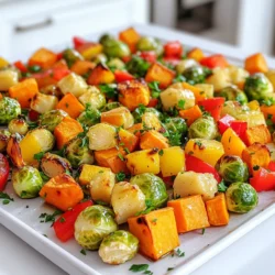 Für dieses Rezept brauchst du: - 2 Tassen Rosenkohl, halbiert - 1 große Süßkartoffel, gewürfelt - 1 rote Paprika, grob gehackt - 1 gelbe Paprika, grob gehackt - 1 rote Zwiebel, in Spalten geschnitten Diese Zutaten machen das Gericht bunt und lecker. Der Rosenkohl ist knackig und gesund. Die Süßkartoffel bringt eine natürliche Süße. Die Paprika gibt Farbe und Geschmack. Die Zwiebel sorgt für einen tollen Aroma-Boost. Hier sind die weiteren Zutaten für das Dressing: - 3 Esslöffel Olivenöl - 2 Esslöffel reiner Ahornsirup - 1 Esslöffel Dijon-Senf - 1 Teelöffel Knoblauchpulver - 1 Teelöffel geräuchertes Paprikapulver - Salz und Pfeffer nach Geschmack Das Olivenöl verbindet alles. Der Ahornsirup gibt eine süße Note. Der Dijon-Senf bringt Schärfe. Knoblauchpulver und geräuchertes Paprikapulver sorgen für einen tiefen Geschmack. Vergiss nicht, mit Salz und Pfeffer zu würzen, um das Ganze abzurunden. Zum Schluss brauchst du: - Frische Petersilie, gehackt (zum Garnieren) Die Petersilie bringt Frische ins Gericht. Sie sieht toll aus und hebt den Geschmack. Einfach über das fertige Gemüse streuen, bevor du servierst. So wird das Gericht noch appetitlicher. Zuerst heizen Sie den Ofen auf 220°C vor. Während der Ofen aufheizt, nehmen Sie eine große Schüssel. Fügen Sie den halbierten Rosenkohl, die gewürfelte Süßkartoffel, die grob gehackte rote und gelbe Paprika sowie die geschnittene rote Zwiebel hinzu. Mischen Sie alles gut. So sorgen Sie dafür, dass alle Gemüsesorten gleichmäßig garen. Jetzt ist es Zeit für die Sauce. Nehmen Sie eine kleine Schüssel. Mischen Sie das Olivenöl, den reinen Ahornsirup und den Dijon-Senf. Fügen Sie das Knoblauchpulver und das geräucherte Paprikapulver hinzu. Geben Sie eine Prise Salz und Pfeffer dazu. Rühren Sie alles gut um, bis die Sauce glatt ist. Diese Mischung gibt dem Gemüse einen tollen Geschmack. Gießen Sie die Ahorn-Dijon-Sauce über das Gemüse in der großen Schüssel. Werfen Sie alles gut um, damit das Gemüse gleichmäßig bedeckt ist. Verteilen Sie das Gemüse dann in einer einzigen Schicht auf dem Backblech. Rösten Sie das Gemüse im vorgeheizten Ofen für 25 bis 30 Minuten. Rühren Sie einmal während des Röstens um. So wird alles gleichmäßig zart und lecker. Nach dem Rösten lassen Sie das Gemüse einige Minuten abkühlen. Garnieren Sie es vor dem Servieren mit frisch gehackter Petersilie. Um das Gemüse perfekt zu rösten, achte auf die Größe der Stücke. Schneide das Gemüse in gleichmäßige Stücke. So garen sie gleichmäßig. Lege das Gemüse in einer einzigen Schicht auf das Backblech. Wenn es zu dicht beieinander liegt, wird es dampfen, nicht rösten. Rühre das Gemüse einmal während des Röstens um. So wird es rundum knusprig und lecker. Die Präsentation macht einen großen Unterschied. Verwende eine große weiße Servierplatte. Das hebt die Farben des Gemüses hervor. Garniere das fertige Gericht mit frischer Petersilie. Das gibt dem Gericht einen frischen Look. Du kannst auch einige geröstete Nüsse oder Samen hinzufügen. Diese sorgen für zusätzlichen Crunch und Geschmack. Du kannst das Rezept leicht anpassen. Füge dein Lieblingsgemüse hinzu, wie Karotten oder Zucchini. Auch verschiedene Gewürze machen viel aus. Probiere italienische Kräuter oder Curry-Gewürze. So kannst du neue Geschmäcker entdecken. Wenn du mehr Süße magst, erhöhe den Ahornsirup. Für mehr Schärfe kannst du Chili-Pulver hinzufügen. Experimentiere und finde deine perfekte Mischung! {{image_4}} Du kannst das Rezept leicht anpassen. Statt Rosenkohl probiere Brokkoli oder Blumenkohl. Süßkartoffeln können durch Kürbis ersetzt werden. Verwende Zucchini oder Karotten, um neue Aromen zu testen. Diese Vielfalt macht das Gericht spannend und schmackhaft. Um das Aroma zu intensivieren, füge Nüsse oder Samen hinzu. Walnüsse oder Pinienkerne verleihen einen tollen Crunch. Auch getrocknete Cranberries sorgen für eine süße Note. Frisch gepresster Zitronensaft kann nach dem Rösten für Frische sorgen. Das Rezept ist bereits vegan, aber du kannst es noch einfacher gestalten. Achte darauf, glutenfreies Olivenöl zu verwenden. Wenn du eine cremige Note möchtest, gib Avocado oder veganen Joghurt hinzu. Diese Anpassungen machen das Gericht noch besser für alle Gäste. Die Reste von Ahorn-Dijon-Blattpfannen-Gemüse sind einfach zu lagern. Legen Sie das Gemüse in einen luftdichten Behälter. So bleibt es frisch. Im Kühlschrank hält es sich bis zu drei Tage. Vor dem Servieren wärmen Sie es auf. Wenn Sie mehr Gemüse gemacht haben, können Sie es auch einfrieren. Legen Sie das abgekühlte Gemüse in einen gefrierfesten Behälter oder einen Beutel. Drücken Sie die Luft heraus, um Frost zu vermeiden. So bleibt das Gemüse bis zu drei Monate gut. Um das Gemüse wieder zu erwärmen, nehmen Sie es aus dem Kühlschrank oder Gefrierfach. Für die beste Textur erwärmen Sie es im Ofen bei 180°C. Das dauert etwa 10-15 Minuten. Alternativ können Sie die Mikrowelle benutzen. In der Mikrowelle dauert es 4-5 Minuten. Achten Sie darauf, das Gemüse gleichmäßig zu erwärmen. Die Reste der Ahorn-Dijon-Blattpfannen-Gemüse sind im Kühlschrank bis zu fünf Tage haltbar. Lagern Sie sie in einem luftdichten Behälter. So bleibt das Gemüse frisch und lecker. Wenn Sie die Reste aufwärmen, achten Sie darauf, sie gleichmäßig zu erhitzen. Das verbessert den Geschmack und die Textur. Ja, Sie können das Rezept im Voraus zubereiten. Schneiden Sie das Gemüse am Tag zuvor und lagern Sie es im Kühlschrank. Mischen Sie die Marinade aus Olivenöl, Ahornsirup und Dijon-Senf ebenfalls im Voraus. Am Tag der Zubereitung müssen Sie nur das Gemüse mit der Marinade vermengen und es rösten. Das Ahorn-Dijon-Blattpfannen-Gemüse ist sehr vielseitig. Es passt gut zu gebratenem Hähnchen oder Fisch. Auch Reis oder Quinoa sind tolle Beilagen. Wenn Sie eine vegetarische Option suchen, servieren Sie es mit Linsen oder einem frischen Salat. Dieses Rezept für Ahorn-Dijon-Blattpfannen-Gemüse nutzt frische Zutaten und Gewürze. Ich habe gezeigt, wie man das Gemüse zubereitet und röstet. Auch Tipps für die Präsentation und Anpassungen gab es. Denke daran, das Gemüse sicher zu lagern, wenn du Reste hast. Du kannst das Gericht auch leicht unterstützen, indem du es variierst. Mit etwas Kreativität wird es nie langweilig. Probiere es aus und genieße die leckeren Aromen!