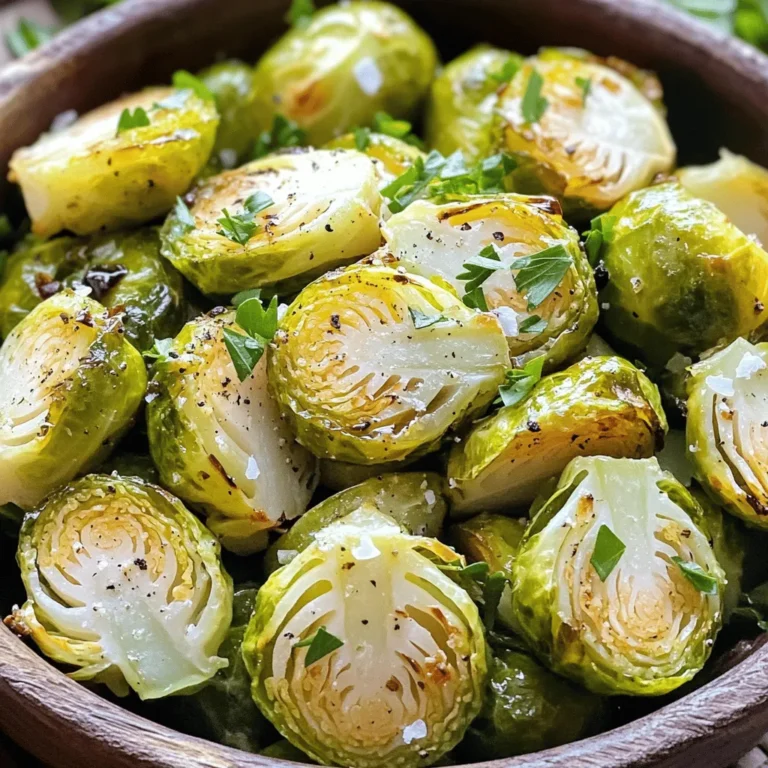 Um leckere Knoblauchbutter-Röstrosenkohl zu machen, benötigst du folgende Zutaten: - 450 g frische Rosenkohl, geputzt und halbiert - 4 Esslöffel ungesalzene Butter - 6 Zehen Knoblauch, fein gehackt - 1 Teelöffel Salz - ½ Teelöffel schwarzer Pfeffer - 1 Esslöffel Balsamico-Essig - 1 Esslöffel Honig (optional für zusätzliche Süße) - Frisch gehackte Petersilie zum Garnieren Wähle frische Rosenkohl, wenn du sie kaufst. Achte auf die Farbe. Die Blätter sollten grün und fest sein. Vermeide gelbe oder braune Blätter. Auch die Größe ist wichtig. Kleine bis mittelgroße Rosenkohl sind süßer und zarter. Probiere, sie auf dem Markt oder in einem Bio-Laden zu finden. Wenn du die Wahl hast, nimm die, die frisch aussehen und gut riechen. Falls du keine ungesalzene Butter hast, gibt es gute Alternativen. Du kannst auch: - Gesalzene Butter verwenden. Reduziere dann die Menge an Salz in deinem Rezept. - Olivenöl nehmen, um eine pflanzliche Option zu haben. Es gibt einen tollen Geschmack. - Kokosöl verwenden, das auch gut funktioniert und einen leicht süßen Geschmack hat. Durch diese Tipps kannst du deinen Knoblauchbutter-Röstrosenkohl nach deinem Geschmack anpassen. Zuerst heizen Sie den Ofen auf 200°C vor. Dies sorgt dafür, dass die Rosenkohl gleichmäßig garen. Während der Ofen aufheizt, nehmen Sie einen kleinen Topf und geben die ungesalzene Butter hinein. Stellen Sie den Topf auf mittlere Hitze. Lassen Sie die Butter langsam schmelzen. Achten Sie darauf, dass die Butter nicht bräunt. Nach dem Schmelzen fügen Sie die fein gehackten Knoblauchzehen hinzu. Rühren Sie den Knoblauch in die Butter und braten Sie ihn 1-2 Minuten an. Der Knoblauch sollte duften, aber nicht anbrennen. Es ist wichtig, den Knoblauch genau richtig zu braten. Wenn er zu lange kocht, wird er bitter. Der richtige Zeitpunkt ist, wenn er goldbraun wird und herrlich riecht. Überwachen Sie den Knoblauch gut, während er brät. Ein wenig Geduld bringt viel Geschmack! In der Zwischenzeit können Sie die frischen Rosenkohl vorbereiten. Nehmen Sie 450 g und schneiden Sie sie in der Mitte durch. In einer großen Schüssel vermengen Sie die halbierten Rosenkohl mit der Knoblauchbutter-Mischung. Fügen Sie 1 Teelöffel Salz und ½ Teelöffel schwarzen Pfeffer hinzu. Ein Esslöffel Balsamico-Essig bringt eine schöne Säure. Wenn Sie eine süßere Note mögen, fügen Sie einen Esslöffel Honig hinzu. Vermengen Sie alles gut, damit die Rosenkohl gleichmäßig bedeckt sind. Dies gibt jedem Bissen einen tollen Geschmack. Verteilen Sie die Mischung auf einem Backblech, das mit Backpapier belegt ist. Jetzt sind Sie bereit zum Rösten! Die Röstzeit für Rosenkohl ist wichtig. Ich empfehle eine Zeit von 20 bis 25 Minuten. In dieser Zeit werden die Rosenkohl zart und goldbraun. Rühren Sie sie nach der Hälfte um. So garen sie gleichmäßig. Überprüfen Sie nach 20 Minuten, ob sie gut sind. Wenn nicht, lassen Sie sie noch ein paar Minuten weiterbraten. Knoblauchbutter ist sehr wandelbar. Sie können verschiedene Zutaten hinzufügen. Zum Beispiel, probieren Sie etwas Zitronensaft. Das gibt einen frischen Geschmack. Oder fügen Sie etwas geriebenen Parmesan hinzu. Das macht die Butter noch reichhaltiger. Für eine scharfe Note, geben Sie etwas Chili oder Paprika dazu. Experimentieren Sie mit Kräutern wie Thymian oder Rosmarin. So schaffen Sie immer neue Geschmäcker. Ein häufiger Fehler ist, den Knoblauch zu lange zu braten. Wenn er anbrennt, wird der Geschmack bitter. Achten Sie darauf, ihn nur 1-2 Minuten zu braten. Ein anderer Fehler ist, die Rosenkohl nicht gleichmäßig zu würzen. Stellen Sie sicher, dass jede Hälfte gut mit der Knoblauchbutter bedeckt ist. Auch das Rühren in der Mitte der Röstzeit ist wichtig. So werden sie gleichmäßig knusprig. {{image_4}} Für eine süßere Note können Sie Honig zu Ihrem Rosenkohl hinzufügen. Der Honig bringt eine schöne Balance zu dem herben Geschmack. Mischen Sie einfach 1 Esslöffel Honig in die Knoblauchbutter. So wird Ihr Gericht noch leckerer. Diese Variante ist ideal, wenn Sie etwas Neues ausprobieren möchten. Es passt gut zu Fleischgerichten oder gegrilltem Gemüse. Wenn Sie es scharf mögen, fügen Sie etwas Chili hinzu. Sie können frische, gehackte Chilischoten oder sogar Chiliflocken verwenden. Geben Sie eine halbe Teelöffel Chili in die Knoblauchbutter. So bekommt der Rosenkohl einen tollen Kick. Diese Variante ist perfekt für alle, die gerne scharfe Speisen genießen. Servieren Sie ihn als Beilage zu Reis oder Quinoa. Eine knusprige Textur können Sie mit Nüssen erreichen. Fügen Sie gehackte Mandeln oder Walnüsse zu den Röstbrusselsprouts hinzu. Geben Sie die Nüsse in den letzten 10 Minuten des Röstens dazu. So bleiben sie schön knusprig. Diese Mischung ist nicht nur lecker, sondern auch gesund. Nüsse bringen zusätzliche Nährstoffe in Ihr Gericht. Um Röstbrusselsprouts frisch zu halten, lege sie in einen luftdichten Behälter. Achte darauf, dass sie vollständig abgekühlt sind. So bleibt der Geschmack erhalten. Du kannst auch ein Papiertuch in den Behälter legen. Das hilft, Feuchtigkeit zu absorbieren. Lagere die Röstbrusselsprouts nicht in der Nähe von stark riechenden Lebensmitteln. So vermeidest du, dass sie den Geruch annehmen. Für die beste Textur erwärme die Röstbrusselsprouts im Ofen. Heize den Ofen auf 180°C vor. Lege die Röstbrusselsprouts auf ein Backblech. Röste sie für etwa 10 Minuten, bis sie heiß sind. Dadurch bleiben sie knusprig. Du kannst sie auch in der Pfanne bei mittlerer Hitze erwärmen. Füge einen kleinen Löffel Butter hinzu, um den Geschmack zu verstärken. Röstbrusselsprouts halten sich im Kühlschrank etwa 3 bis 4 Tage. Achte darauf, sie in einem luftdichten Behälter zu lagern. Wenn du die Röstbrusselsprouts länger aufbewahren möchtest, kannst du sie auch einfrieren. Verpacke sie gut in einem Gefrierbeutel. So bleiben sie bis zu 3 Monate frisch. Die gesamte Zubereitungszeit beträgt etwa 35 Minuten. Sie benötigen 10 Minuten für die Vorbereitung und 25 Minuten zum Rösten im Ofen. In dieser kurzen Zeit können Sie die köstlichen Aromen von Knoblauch und Butter genießen. Planen Sie jedoch ein paar zusätzliche Minuten ein, um die Rosenkohl nach der Hälfte der Zeit umzurühren. Ja, Sie können gefrorene Rosenkohl verwenden. Achten Sie darauf, sie zuerst aufzutauen. Dies hilft, die Konsistenz beim Rösten zu verbessern. Frostige Rosenkohl brauchen möglicherweise etwas länger zum Garen. Überprüfen Sie also während des Röstens regelmäßig, ob sie zart sind. Röstbrusselsprouts passen gut zu vielen Gerichten. Sie sind perfekt als Beilage zu gebratenem Fleisch oder Fisch. Auch zu Pasta oder Quinoa sind sie eine tolle Ergänzung. Ein Spritzer frischer Zitrone bringt eine schöne Frische. Sie können auch Parmesan oder Nüsse darüber streuen, um mehr Geschmack zu bieten. Zusammenfassend haben wir die besten Zutaten für Röstrosenkohl entdeckt, inklusive Tipps zur Auswahl. Die Schritt-für-Schritt-Anleitung hilft dir, die perfekte Knoblauchbutter zuzubereiten und Röstrosenkohl richtig vorzubereiten. Zudem bieten wir dir Variationen und wichtige Hinweise zur Lagerung. Vermeide häufige Fehler, um den besten Geschmack zu erzielen. Das Kochen von Röstrosenkohl ist einfach und macht Spaß. Nutze die Tipps, um ein leckeres Gericht zu kreieren. Viel Freude beim Ausprobieren!