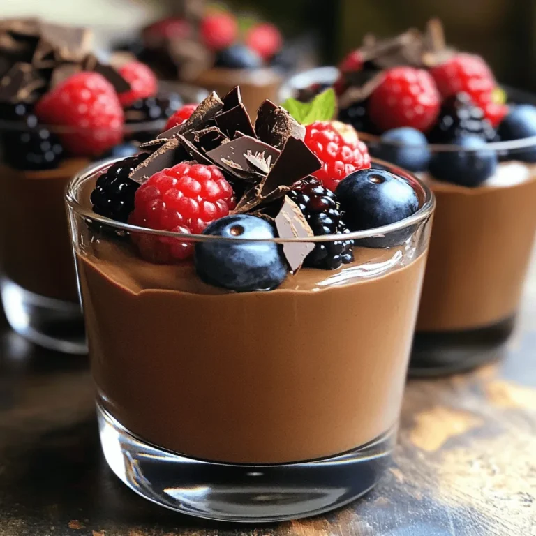 Für die Min Cottage Cheese Schokoladenmousse benötigen Sie einige einfache Zutaten. Diese Zutaten machen die Mousse gesund und lecker. - 1 Tasse Hüttenkäse (vorzugsweise fettarm) - 1/2 Tasse ungesüßtes Kakaopulver - 1/4 Tasse Honig oder Ahornsirup (nach Geschmack anpassen) - 1 Teelöffel Vanilleextrakt - 1/4 Teelöffel Meersalz - 1/2 Tasse Schlagsahne (oder geschlagene Kokoscreme für eine milchfreie Variante) - Dunkle Schokoladenspäne zur Dekoration (optional) - Frische Beeren (wie Himbeeren oder Erdbeeren) als Topping (optional) Mit diesen Hauptzutaten schaffen Sie eine cremige und schokoladige Mousse. Der Hüttenkäse gibt der Mousse eine tolle Textur und die Schokolade sorgt für den süßen Geschmack. Wenn Sie eine Zutat nicht haben, gibt es Alternativen. Diese Optionen machen das Rezept flexibler. - Verwenden Sie griechischen Joghurt anstelle von Hüttenkäse für eine andere Textur. - Für eine vegane Option, ersetzen Sie die Schlagsahne durch geschlagene Kokoscreme. - Anstelle von Honig können Sie Agavendicksaft verwenden, um die Mousse zu süßen. Diese Ersatzmöglichkeiten helfen Ihnen, die Mousse nach Ihrem Geschmack zu gestalten. Hüttenkäse ist nicht nur lecker, sondern auch sehr gesund. Er hat viele Vorteile. - Er ist reich an Protein, was gut für den Muskelaufbau ist. - Hüttenkäse enthält wenig Fett, besonders wenn Sie die fettarme Variante wählen. - Er hat viele Vitamine und Mineralstoffe, die wichtig für die Gesundheit sind. Durch die Verwendung von Hüttenkäse in dieser Mousse machen Sie eine gesunde Wahl. So können Sie ohne schlechtes Gewissen naschen! Um die Basis für die Mousse zu schaffen, beginne ich mit Hüttenkäse. Du benötigst eine Tasse Hüttenkäse. Gib ihn in einen Mixer oder eine Küchenmaschine. Mixe ihn, bis er glatt und cremig ist. Achte darauf, dass keine Klumpen mehr vorhanden sind. Dies sorgt für eine feine Textur der Mousse. Sobald der Hüttenkäse glatt ist, füge weitere Zutaten hinzu. Du brauchst 1/2 Tasse ungesüßtes Kakaopulver. Das macht die Mousse schokoladig. Dann kommt 1/4 Tasse Honig oder Ahornsirup dazu. Du kannst die Menge nach deinem Geschmack anpassen. Füge auch 1 Teelöffel Vanilleextrakt und 1/4 Teelöffel Meersalz hinzu. Mixe alles gut, bis die Masse seidig und gleichmäßig ist. Jetzt wird es fluffig! In einer separaten Schüssel schlage 1/2 Tasse Schlagsahne auf, bis weiche Spitzen entstehen. Alternativ kannst du geschlagene Kokoscreme verwenden, falls du eine milchfreie Variante möchtest. Füge dann die geschlagene Sahne vorsichtig zur Schokoladen-Hüttenkäse-Mischung hinzu. Nutze einen Spatel, um die Sahne sanft unterzuheben. So bleibt die Mousse leicht und luftig. Verteile die fertige Mischung auf Servierschalen oder Gläser. Decke sie ab und stelle sie für mindestens zwei Stunden in den Kühlschrank. Das hilft der Mousse, fest zu werden und die Aromen zu entfalten. Um die perfekte Luftigkeit zu erreichen, ist es wichtig, die Sahne nicht zu übermixen. Schlagen Sie die Sahne, bis sie weiche Spitzen bildet. Achten Sie darauf, die geschlagene Sahne vorsichtig unter die Cottage Cheese-Mischung zu heben. Ein Spatel hilft, die Luftigkeit zu bewahren. Wenn Sie zu fest rühren, wird die Mousse dicht. Das Ziel ist eine leichte und fluffige Textur. Es gibt viele Wege, die Schokoladenmousse zu variieren. Sie können verschiedene Süßungsmittel ausprobieren. Statt Honig oder Ahornsirup können Sie auch Stevia oder Agavensirup nehmen. Für eine fruchtige Note fügen Sie pürierte Früchte hinzu, wie Bananen oder Erdbeeren. Mögen Sie es schärfer? Ein Hauch von Zimt oder Chili kann die Mousse aufregender machen. Die Präsentation ist wichtig. Servieren Sie die Mousse in klaren Gläsern, damit die schöne Textur sichtbar wird. Schichten Sie die Mousse mit frischen Beeren für einen tollen Effekt. Dunkle Schokoladenspäne obenauf geben einen schönen Kontrast und mehr Geschmack. Denken Sie daran, die Mousse kalt zu servieren, damit sie frisch und köstlich bleibt. {{image_4}} Wenn du eine milchfreie oder vegane Variante der Mousse möchtest, gibt es einfache Lösungen. Du kannst den Hüttenkäse durch Seidentofu ersetzen. Er gibt die nötige Cremigkeit und hat einen milden Geschmack. Für die Schlagsahne nimmst du geschlagene Kokoscreme. Stelle sicher, dass sie gut gekühlt ist, damit sie fluffig wird. Die Mousse ist sehr anpassbar. Du kannst verschiedene Aromen hinzufügen, um neue Geschmackserlebnisse zu schaffen. Probiere, einen Teelöffel Zimt oder einen Hauch von Espresso hinzuzufügen. Diese kleinen Änderungen geben der Mousse einen besonderen Kick. Auch etwas Mandel- oder Orangenextrakt kann spannend sein. Wenn du die Mousse noch interessanter machen möchtest, kannst du Toppings verwenden. Dunkle Schokoladenspäne sind eine tolle Wahl. Sie geben einen schönen Crunch. Frische Beeren wie Himbeeren oder Erdbeeren passen perfekt. Du kannst auch Nüsse oder Karamellsauce als Topping nutzen. Diese Ergänzungen machen jede Portion zu etwas Besonderem. Die Art der Lagerung ist wichtig für die Frische der Mousse. Bewahre die Mousse in einem luftdichten Behälter auf. So bleibt sie frisch und behält die Textur. Du kannst auch kleine Gläser verwenden, um die Portionen zu trennen. Diese Methode sieht schön aus und macht das Servieren einfach. Stelle sicher, dass der Behälter gut verschlossen ist, um Gerüche aus dem Kühlschrank zu vermeiden. Im Kühlschrank bleibt die Schokoladenmousse für etwa 3 bis 5 Tage frisch. Achte darauf, die Mousse vor dem Servieren zu überprüfen. Wenn du einen seltsamen Geruch oder eine veränderte Textur bemerkst, ist es besser, sie wegzuwerfen. Die Mousse wird am besten gekühlt serviert, also genieße sie innerhalb weniger Tage. Das Einfrieren der Mousse ist eine tolle Möglichkeit, sie länger haltbar zu machen. Gieße die Mousse in gefrierfeste Behälter. Lass etwas Platz, da sie beim Einfrieren expandiert. Du kannst die Mousse bis zu 2 Monate einfrieren. Wenn du bereit bist, sie zu essen, tau sie über Nacht im Kühlschrank auf. So bleibt die Textur angenehm. Vermeide das Wieder-Einfrieren, denn das kann die Qualität beeinträchtigen. Diese Mousse ist gesünder, weil sie Hüttenkäse anstelle von Sahne verwendet. Hüttenkäse hat weniger Fett und mehr Eiweiß. Das macht die Mousse leichter und nahrhafter. Außerdem verwenden wir ungesüßtes Kakaopulver. Dadurch reduzieren wir Zucker, ohne den Geschmack zu verlieren. Die Verwendung von Honig oder Ahornsirup sorgt für natürliche Süße. So bleibt die Mousse gesund und köstlich. Ja, du kannst Hüttenkäse durch andere Käsesorten ersetzen. Quark oder Ricotta sind gute Alternativen. Beide haben eine ähnliche Konsistenz und Geschmack. Achte darauf, dass der Käse möglichst fettarm ist, um die Mousse leicht zu halten. Probiere verschiedene Käsesorten aus, um den besten Geschmack zu finden. Jedes Mal wird die Mousse anders, aber immer lecker. Die Mousse benötigt mindestens zwei Stunden im Kühlschrank, um fest zu werden. In dieser Zeit kühlt sie ab und die Aromen verbinden sich. Wenn du eine festere Mousse möchtest, lasse sie länger im Kühlschrank. Du kannst sie sogar über Nacht stehen lassen. So erhältst du eine wunderbar cremige Textur. Diese Anleitung zeigt dir, wie du eine leckere Schokoladenmousse mit Hüttenkäse zubereitest. Wir haben die Hauptzutaten, Alternativen und die vielen Vorteile von Hüttenkäse besprochen. Ebenso findest du eine Schritt-für-Schritt-Anleitung, Tipps für perfekte Luftigkeit und kreative Variationen. Denke daran, deine Mousse richtig zu lagern, um ihre Frische zu erhalten. Mit diesen Tipps solltest du beeindruckende Ergebnisse erzielen. Viel Spaß beim Ausprobieren!