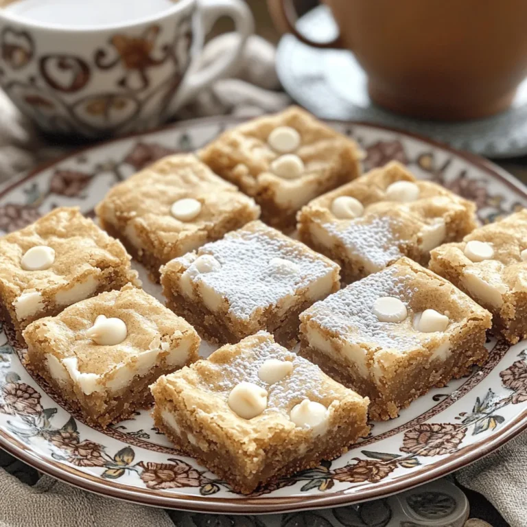- 240 g ungesalzene Butter, geschmolzen - 220 g brauner Zucker, fest gepackt - 100 g Kristallzucker - 2 große Eier - 2 Teelöffel Vanilleextrakt - 250 g Weizenmehl - 1 Teelöffel Backpulver - 1/2 Teelöffel Salz - 1 Teelöffel gemahlener Zimt - 1/2 Teelöffel gemahlener Ingwer - 1/4 Teelöffel gemahlener Kardamom - 1/4 Teelöffel gemahlene Nelken - 170 g weiße Schokoladenstückchen - Optional: gehackte Nüsse (z. B. Walnüsse oder Pekannüsse) Um die perfekten Chai-Spiced White Chocolate Blondies zu machen, benötigst du frische Zutaten. Beginne mit 240 g ungesalzener Butter. Sie sorgt für einen reichhaltigen Geschmack. Brauner Zucker bringt Süße und Feuchtigkeit. Du brauchst 220 g braunen Zucker und 100 g Kristallzucker. Für die Struktur sind zwei große Eier wichtig. Sie helfen, den Teig zu binden. Vanilleextrakt gibt dem Ganzen eine warme Note. Verwende zwei Teelöffel davon. Mehl ist ein Muss. 250 g Weizenmehl sorgen für die Basis. Backpulver hilft beim Aufgehen. Ein Teelöffel genügt. Für die Gewürze brauchst du 1 Teelöffel gemahlenen Zimt, 1/2 Teelöffel gemahlenen Ingwer, 1/4 Teelöffel gemahlenen Kardamom und 1/4 Teelöffel gemahlene Nelken. Diese Gewürze bringen den Chai-Geschmack in die Blondies. Vergiss nicht die weißen Schokoladenstückchen! 170 g geben jedem Bissen eine süße Überraschung. Optional kannst du auch gehackte Nüsse hinzufügen. Walnüsse oder Pekannüsse geben einen tollen Crunch. Jede Zutat spielt eine wichtige Rolle. Sie machen deine Blondies lecker und besonders. Heize deinen Ofen auf 175°C vor. Lege eine 23x23 cm große Backform mit Backpapier aus. Lass das Papier an den Rändern überstehen. Das hilft dir später, die Blondies leicht herauszunehmen. Nimm eine große Rührschüssel. Gib die geschmolzene Butter, den braunen Zucker und den Kristallzucker hinein. Verwende einen Schneebesen, um alles glatt zu rühren. Füge dann die Eier nacheinander hinzu. Rühre gut um, nachdem du jedes Ei hinzugefügt hast. Gib den Vanilleextrakt dazu und mische alles gut. In einer separaten Schüssel vermischst du das Mehl, Backpulver, Salz, Zimt, Ingwer, Kardamom und Nelken. Siebe die trockenen Zutaten, um Klumpen zu vermeiden. Füge dann die trockenen Zutaten nach und nach zur feuchten Mischung hinzu. Rühre vorsichtig, bis alles gut vermischt ist. Übermische den Teig nicht, damit die Blondies fluffig bleiben. Hebe die weißen Schokoladenstückchen und die gehackten Nüsse vorsichtig unter. Gieße den Teig in die vorbereitete Backform. Verteile den Teig gleichmäßig mit einem Spatel. Backe die Blondies für etwa 25-30 Minuten. Sie sind fertig, wenn die Ränder fest sind und ein Zahnstocher mit feuchten Krümeln herauskommt. Nehme die Blondies aus dem Ofen. Lass sie 10 Minuten in der Form abkühlen. Hebe sie dann mit dem Backpapier heraus und lege sie auf ein Kuchengitter. Lass sie vollständig abkühlen. Schneide die Blondies in Quadrate und serviere sie. Um die perfekte Konsistenz zu erzielen, achte auf die Menge der Zutaten. Verwende genau 250 g Weizenmehl. Zu viel Mehl macht die Blondies trocken. Mische die trockenen Zutaten gut, damit sich die Gewürze gleichmäßig verteilen. Wenn du die Eier hinzufügst, rühre sie gut ein. So bleibt der Teig fluffig und leicht. Die Blondies sollten nicht zu lange gebacken werden. Überprüfe sie nach 25 Minuten. Sie sind fertig, wenn ein Zahnstocher mit feuchten Krümeln herauskommt. Ein häufiger Fehler ist das Übermischen des Teigs. Rühre nur so lange, bis alles gut vermischt ist. Das verhindert, dass die Blondies zäh werden. Achte darauf, die Butter nicht zu heiß zu machen. Sie sollte nur geschmolzen, aber nicht kochen. Wenn du Nüsse hinzufügst, hacke sie grob. Zu kleine Stücke können den Teig schwer machen. Und vergiss nicht, die Backform gut vorzubereiten. Das Backpapier sollte über den Rand hängen, um das Herausnehmen zu erleichtern. Ein paar einfache Küchentools können das Backen leichter machen. Eine große Rührschüssel ist wichtig für die Zutaten. Ein Schneebesen hilft, die Butter und Zucker gut zu vermischen. Ein feines Sieb ist nützlich, um Klumpen im Mehl zu vermeiden. Ein Spatel sorgt dafür, dass der Teig gleichmäßig verteilt wird. Und ein Zahnstocher ist perfekt, um die Blondies auf ihre Garzeit zu testen. Mit diesen Tools wird das Backen einfach und macht Spaß. {{image_4}} Wenn Sie eine nussige Note mögen, fügen Sie gehackte Nüsse hinzu. Walnüsse oder Pekannüsse passen besonders gut. Sie bringen einen tollen Crunch und einen schönen Geschmack. Mischen Sie etwa 100 g Nüsse in den Teig. Achten Sie darauf, sie gleichmäßig zu verteilen. Das gibt den Blondies eine interessante Textur und macht sie noch schmackhafter. Die Gewürze in diesen Blondies sind sehr wichtig. Sie können sie nach Ihrem Geschmack anpassen. Fügen Sie mehr Zimt hinzu, wenn Sie einen stärkeren Geschmack möchten. Oder probieren Sie Muskatnuss für eine andere Note. Wenn Sie es schärfer mögen, können Sie etwas mehr Ingwer verwenden. Experimentieren Sie mit den Gewürzen, um Ihre perfekte Mischung zu finden. So wird jedes Mal ein neues Geschmackserlebnis. Weiße Schokolade ist eine tolle Wahl, aber Sie können kreativ sein. Probieren Sie statt weißer Schokolade dunkle Schokolade oder sogar Milchschokolade. Dunkle Schokolade gibt einen intensiveren Geschmack. Wenn Sie die Blondies etwas bunter machen möchten, fügen Sie bunte Schokoladenstückchen hinzu. Das sieht nicht nur gut aus, sondern schmeckt auch lecker. Machen Sie diese Blondies zu Ihrem eigenen Meisterwerk! Um die Blondies frisch zu halten, lassen Sie sie vollständig abkühlen. Schneiden Sie sie in Quadrate und legen Sie sie in einen luftdichten Behälter. Verwenden Sie Backpapier zwischen den Schichten, damit sie nicht aneinander kleben. So bleiben sie weich und lecker. Wenn Sie die Blondies wieder erwärmen möchten, legen Sie sie für kurze Zeit in die Mikrowelle. Erwärmen Sie sie für 10 bis 15 Sekunden. Diese kurze Zeit sorgt dafür, dass die Schokolade schmilzt, ohne die Blondies auszutrocknen. Die Blondies halten sich bei Raumtemperatur etwa 3 bis 5 Tage. Wenn Sie sie länger aufbewahren möchten, können Sie sie einfrieren. Wickeln Sie die Stücke gut in Frischhaltefolie und legen Sie sie in einen Gefrierbeutel. So bleiben sie bis zu 3 Monate frisch. Lassen Sie sie vor dem Servieren einfach bei Zimmertemperatur auftauen. Chai-Gewürzte Weiße Schokolade Blondies halten sich bei Raumtemperatur etwa 3 bis 4 Tage. Lagern Sie sie in einem luftdichten Behälter. Für längere Frische können Sie die Blondies auch im Kühlschrank aufbewahren. Dort bleiben sie bis zu einer Woche frisch. Wenn Sie sie länger aufbewahren möchten, frieren Sie die Blondies ein. In einem luftdichten Behälter können sie bis zu 3 Monate halten. Lassen Sie sie vor dem Servieren bei Raumtemperatur auftauen. Ja, Sie können einige Zutaten ersetzen. Verwenden Sie statt Weizenmehl glutenfreies Mehl, wenn Sie glutenfrei backen möchten. Butter kann durch Kokosöl ersetzt werden. Dies macht die Blondies etwas gesünder. Für die Süße können Sie auch Honig oder Ahornsirup anstelle von Zucker verwenden. Seien Sie vorsichtig mit der Menge, da Flüssigkeiten den Teig verändern können. Um trockene Blondies zu vermeiden, mischen Sie den Teig nicht zu lange. Mischen Sie nur, bis die Zutaten verbunden sind. Achten Sie darauf, den Teig im Ofen nicht zu lange zu backen. Ein Zahnstocher sollte mit feuchten Krümeln herauskommen, nicht mit flüssigem Teig. Lassen Sie die Blondies nach dem Backen nur kurz in der Form abkühlen. Dies hilft, die Feuchtigkeit zu halten. Die Original-Rezeptur ist nicht glutenfrei. Sie können jedoch glutenfreies Mehl verwenden, um sie anzupassen. Achten Sie darauf, ein glutenfreies Mehl mit einer guten Struktur zu wählen. So können Sie den gleichen leckeren Geschmack genießen, ohne Gluten zu verwenden. Diese Blogpost behandelt die Zubereitung von Chai-gewürzten Blondies. Wir haben die Zutaten für den perfekten Teig aufgelistet. Dann gab es eine einfache Schritt-für-Schritt-Anleitung für das Backen. Tipps helfen dir, Fehler zu vermeiden und die richtige Konsistenz zu erreichen. Variationen bringen frischen Wind in dein Rezept. Schließlich haben wir Lagerungshinweise gegeben, damit deine Blondies lange frisch bleiben. Egal, ob du Süßes liebst oder Gäste beeindrucken willst, diese Blondies sind ein Hit. Viel Spaß beim Backen!