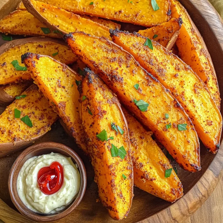 Um die perfekten Süßkartoffelspalten zu machen, brauchen Sie: - 2 große Süßkartoffeln, geschrubbt und in Spalten geschnitten - 2 Esslöffel Olivenöl - 1 Teelöffel geräucherter Paprika - 1 Teelöffel Knoblauchpulver - 1/2 Teelöffel Cayennepfeffer (nach Geschmack anpassen) - Salz und Pfeffer nach Geschmack Diese Zutaten sind einfach zu finden. Süßkartoffeln geben einen tollen süßen Geschmack. Das Olivenöl hilft, die Gewürze gut anzuhaften. Geräucherter Paprika bringt eine rauchige Note, die fantastisch zu den Süßkartoffeln passt. Für den würzigen Aioli benötigen Sie: - 1/2 Tasse Mayonnaise - 2 Esslöffel Zitronensaft - 1 Teelöffel Sriracha-Sauce (oder mehr für zusätzliche Schärfe) - 1 Knoblauchzehe, fein gehackt - Salz nach Geschmack Die Mayonnaise macht den Aioli cremig. Der Zitronensaft sorgt für Frische. Sriracha bringt die Würze, und Knoblauch gibt dem Aioli einen starken Geschmack. Passen Sie die Schärfe nach Ihrem Geschmack an. Die Wahl der richtigen Gewürze und Öle ist wichtig. - Olivenöl sorgt für einen gesunden Fettgehalt. - Geräucherter Paprika verleiht einen tiefen, rauchigen Geschmack. - Cayennepfeffer fügt eine angenehme Schärfe hinzu. Diese Gewürze heben die Süßkartoffeln hervor. Sie sind einfach, aber sehr wirkungsvoll. Denken Sie daran, die Gewürze gut zu mischen, damit jede Spalte gleichmäßig gewürzt ist. Zuerst nimmst du zwei große Süßkartoffeln. Wasche sie gründlich, um Schmutz zu entfernen. Schneide die Süßkartoffeln in gleichmäßige Spalten. Diese Form sorgt für ein gleichmäßiges Garen. In einer großen Schüssel vermischst du die Süßkartoffelspalten mit zwei Esslöffeln Olivenöl. Füge dann einen Teelöffel geräucherten Paprika und einen Teelöffel Knoblauchpulver hinzu. Du kannst auch einen halben Teelöffel Cayennepfeffer für die Schärfe verwenden. Vergiss nicht, Salz und Pfeffer nach Geschmack hinzuzufügen. Mische alles gut durch, sodass die Spalten gleichmäßig bedeckt sind. Heize jetzt deine Luftfritteuse auf 200 °C vor. Das dauert etwa fünf Minuten. Ein heißer Korb hilft, die Süßkartoffelspalten schön knusprig zu machen. Achte darauf, dass die Luftfritteuse gut vorgeheizt ist, bevor du die Spalten hineinlegst. Lege die gewürzten Süßkartoffelspalten in den Korb der Luftfritteuse. Stelle sicher, dass sie in einer einzigen Schicht liegen. Wenn dein Korb klein ist, garst du in Chargen. Garen die Spalten für 15 bis 20 Minuten. Schüttle den Korb zur Hälfte der Garzeit, damit sie gleichmäßig garen. Die Spalten sind fertig, wenn sie goldbraun und knusprig sind. Während die Süßkartoffelspalten garen, kannst du die Aioli machen. Nimm eine kleine Schüssel und mische eine halbe Tasse Mayonnaise mit zwei Esslöffeln Zitronensaft. Füge einen Teelöffel Sriracha-Sauce hinzu. Wenn du es schärfer magst, kannst du mehr Sriracha verwenden. Hacke eine Knoblauchzehe fein und gib sie in die Schüssel. Rühre alles gut um und schmecke mit einer Prise Salz ab. Wenn die Süßkartoffelspalten fertig sind, nimm sie aus der Luftfritteuse. Lass sie kurz abkühlen. Richte die Spalten auf einer Servierplatte an. Streue frische Petersilie darüber für die Farbe. Platziere die würzige Aioli in einer kleinen Schüssel in der Mitte. Jetzt kannst du die knusprigen Süßkartoffelspalten mit dem leckeren Aioli genießen! Die ideale Temperatur für Süßkartoffelspalten liegt bei 200°C. Bei dieser Hitze garen sie gleichmäßig und werden schön knusprig. Garen Sie die Spalten 15 bis 20 Minuten. Schütteln Sie den Korb nach der Hälfte der Zeit. So garen sie gleichmäßig. Um knusprige Süßkartoffelspalten zu erhalten, verwenden Sie Olivenöl und Gewürze. Eine gute Mischung ist wichtig. Achten Sie darauf, die Spalten in einer einzigen Schicht zu legen. Wenn Sie zu viele auf einmal garen, werden sie weich. Für eine neue Aioli-Variante können Sie verschiedene Zutaten ausprobieren. Fügen Sie Kräuter wie Dill oder Petersilie hinzu. Auch geriebener Parmesan passt gut. Für einen rauchigen Geschmack geben Sie geräuchertes Paprikapulver hinzu. Experimentieren Sie mit der Schärfe, indem Sie mehr Sriracha verwenden. {{image_4}} Du kannst die Süßkartoffelspalten leicht anpassen. Probiere zum Beispiel italienische Gewürze. Eine Mischung aus Oregano, Basilikum und Thymian gibt einen tollen Geschmack. Du kannst auch etwas Zimt oder Muskatnuss für eine süßere Note hinzufügen. Diese Variationen bieten dir eine neue Geschmackserfahrung. Experimentiere mit verschiedenen Kombinationen und finde deinen Favoriten. Wenn du eine vegane Option suchst, ist das einfach. Ersetze die Mayonnaise durch eine pflanzliche Variante. Verwende vegane Mayonnaise aus Erbsenprotein oder Tofu. Diese Alternativen halten die Cremigkeit der Aioli. Du kannst auch Avocadopüree verwenden. Es gibt der Aioli einen reichen, cremigen Geschmack. Füge etwas Zitronensaft und Knoblauch hinzu, um den Geschmack zu verstärken. Diese vegane Aioli passt perfekt zu den Süßkartoffelspalten. Die Süßkartoffelspalten sind vielseitig. Du kannst sie gut mit verschiedenen Beilagen kombinieren. Ein frischer grüner Salat bringt Farbe auf den Tisch. Auch ein Quinoasalat mit Gemüse sorgt für einen gesunden Kontrast. Wenn du etwas Herzhaftes suchst, probiere gebratenen Brokkoli oder grüne Bohnen. Diese Kombinationen machen dein Essen noch besser. So wird jede Mahlzeit zu einem Fest. Um die Süßkartoffelspalten frisch zu halten, sollten Sie sie in einem luftdichten Behälter lagern. Lassen Sie die Spalten vor dem Lagern gut abkühlen. Die ideale Temperatur zum Lagern ist im Kühlschrank. Dort bleiben sie bis zu drei Tage haltbar. Wenn Sie sie länger aufbewahren möchten, können Sie sie auch einfrieren. Um die Reste wieder aufzuwärmen, nutzen Sie die Luftfritteuse. Legen Sie die Süßkartoffelspalten in den Korb und stellen Sie die Temperatur auf 180°C. Erwärmen Sie sie für etwa 5 bis 7 Minuten. So werden sie wieder schön knusprig. Achten Sie darauf, die Spalten nicht zu überladen, damit die Luft gut zirkulieren kann. Die Haltbarkeit der zubereiteten Süßkartoffelspalten beträgt in der Regel drei Tage im Kühlschrank. Wenn Sie die Spalten einfrieren, können sie bis zu drei Monate haltbar sein. Bei Verwendung von frischen Zutaten bleibt die Qualität länger erhalten. Achten Sie darauf, die Süßkartoffelspalten gut zu verpacken, um Gefrierbrand zu vermeiden. Die Süßkartoffelspalten brauchen etwa 15 bis 20 Minuten in der Luftfritteuse. Ich empfehle, sie nach der Hälfte der Zeit zu schütteln. So garen sie gleichmäßig und werden schön knusprig. Ja, frische Süßkartoffeln sind perfekt für dieses Rezept. Achte darauf, sie gut zu schrubben und in gleichmäßige Spalten zu schneiden. Das sorgt für ein gleichmäßiges Garen und ein tolles Ergebnis. Um die Schärfe der Aioli anzupassen, kannst du mehr oder weniger Sriracha verwenden. Für einen milderen Geschmack nimm einfach weniger. Probiere es aus und finde deinen perfekten Schärfegrad. Ja, Süßkartoffelspalten sind gesund! Sie sind reich an Ballaststoffen, Vitaminen und Mineralien. Zudem enthalten sie Antioxidantien, die gut für deinen Körper sind. Kombiniert mit der Aioli hast du einen leckeren Snack, der auch nahrhaft ist. Süßkartoffelspalten mit würzigem Aioli sind einfach zuzubereiten und lecker. Wir haben die besten Zutaten, die Zubereitung, Tipps für perfekte Ergebnisse und Variationen behandelt. Du kannst die Spalten knusprig machen und deine eigene Aioli anpassen. Lagere Reste richtig und genieße sie später. Diese Schritte helfen dir, ein tolles Gericht zu kreieren. Viel Spaß beim Kochen!