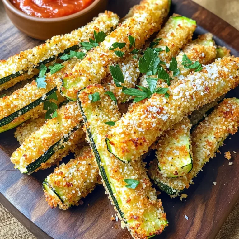 Für die Zubereitung der Zucchini-Fries benötigst du folgende Hauptzutaten: - 2 mittelgroße Zucchini - 1 Tasse Semmelbrösel (Panko für extra Crunch) - ½ Tasse geriebener Parmesan - 1 Teelöffel Knoblauchpulver - 1 Teelöffel Zwiebelpulver - 1 Teelöffel italienische Gewürzmischung - 2 große Eier - Salz und Pfeffer nach Geschmack - Kochspray oder Olivenöl zum Beträufeln Diese Zutaten bilden die Basis für einen knusprigen und geschmackvollen Snack. Frische Zutaten sind der Schlüssel zu einem tollen Geschmack. Wenn du frische Zucchini verwendest, schmecken die Fries viel besser. Achte darauf, dass die Zucchini fest und glänzend sind. Frischer Parmesan hat ein intensives Aroma, das deine Fries aufwertet. Alte Zutaten können deinen Snack fade und unappetitlich machen. Du kannst die Zucchini-Fries leicht anpassen. Probiere zum Beispiel, andere Käsesorten wie Cheddar oder Mozzarella zu verwenden. Wenn du es schärfer magst, füge ein wenig Chili- oder Paprikapulver hinzu. Für eine vegane Variante kannst du die Eier durch eine Mischung aus Wasser und Leinsamen ersetzen. So bleibt der Geschmack herrlich, egal welche Zutaten du wählst. Um die Zucchini vorzubereiten, wasche sie gründlich. Trockne sie danach gut ab. Schneide die Enden ab. Teile die Zucchini in Stifte, etwa 1,5 cm dick. Diese Form sorgt für den besten Biss. Je gleichmäßiger die Stücke, desto besser die Garzeit. Für die Panade mische in einer flachen Schüssel Semmelbrösel, Parmesan, Knoblauchpulver, Zwiebelpulver, italienische Gewürze, Salz und Pfeffer. In einer anderen Schüssel schlage die Eier gut auf. Tauche jeden Zucchinistreifen zuerst in die Eier. Lass überschüssiges Ei abtropfen. Danach wälze die Streifen in der Semmelbröselmischung. Drücke leicht, damit die Panade gut haftet. Heize die Heißluftfritteuse auf 200°C vor. Lege die panierten Zucchini in den Korb in einer Schicht. Wenn du mehr machen möchtest, koche sie in Chargen. Besprühe die Zucchini leicht mit Kochspray oder träufle etwas Olivenöl darüber. Frittiere die Zucchini-Fries für 10-12 Minuten. Wende sie zur Hälfte der Zeit. Sie sind fertig, wenn sie goldbraun und knusprig sind. Lass sie kurz abkühlen, bevor du sie servierst. Um die Zucchini-Fries knusprig zu machen, wähle frische Zucchini. Schneide sie in gleichmäßige Stücke. Dünnere Streifen werden knuspriger. Verwende Panko-Semmelbrösel für mehr Crunch. Besprühe die Fries vor dem Frittieren leicht mit Kochspray oder Olivenöl. So bekommen sie eine goldene Farbe. Ein häufiges Problem ist, dass die Zucchini-Fries nicht knusprig werden. Hier helfen ein paar Tricks. Stelle sicher, dass die Heißluftfritteuse gut vorgeheizt ist. Wenn die Fries zu dicht liegen, werden sie weich. Frittiere sie besser in Chargen. Ein weiteres Problem kann zu viel Feuchtigkeit sein. Trockne die Zucchini gut ab, bevor du sie panierst. Die Heißluftfritteuse ist einfach zu bedienen. Stelle die Temperatur auf 200°C (400°F). Koche die Zucchini-Fries 10 bis 12 Minuten lang. Wende sie zur Hälfte der Zeit. So garen sie gleichmäßig. Experimentiere mit verschiedenen Gewürzen in der Panade. Das macht jedes Mal Spaß und bringt neue Aromen! {{image_4}} Um eine vegane Version der Zucchini-Fries zu machen, ersetze die Eier durch pflanzliche Alternativen. Du kannst zum Beispiel ungesüßte Pflanzenmilch mit etwas Stärke mischen. Diese Mischung hilft, die Panade gut zu halten. Für den Parmesan nutze Hefeflocken oder eine Mischung aus Nüssen und Gewürzen. Der Geschmack wird trotzdem lecker sein. Wenn du es scharf magst, füge Chili- oder Paprikapulver zur Semmelbröselmischung hinzu. Ein Teelöffel reicht für einen guten Kick. Du kannst auch mehr hinzufügen, je nachdem, wie scharf du es magst. Diese würzige Note macht die Zucchini-Fries noch aufregender und passt gut zu einem kalten Getränk. Die Zucchini-Fries schmecken toll mit verschiedenen Dips. Marinara-Soße ist klassisch und einfach. Knoblauch-Aioli bringt eine cremige Textur mit viel Geschmack. Du kannst auch einen Joghurt-Dip mit frischen Kräutern machen. Diese Dips ergänzen die Zucchini-Fries perfekt und machen das Essen noch besser. Um die Zucchini-Fries frisch zu halten, lasse sie zuerst abkühlen. Danach lege sie in einen luftdichten Behälter. So bleiben sie knusprig. Du kannst sie auch mit einem Papiertuch trennen, um Feuchtigkeit zu vermeiden. Achte darauf, dass der Behälter nicht zu voll ist. So bleibt die Luftzirkulation gut. Um die Zucchini-Fries aufzuwärmen, nutze die Heißluftfritteuse. Stelle sie auf 180°C (350°F) ein. Lege die Fries in den Korb und lasse sie etwa 5 bis 7 Minuten warm werden. So bleiben sie knusprig. Alternativ kannst du eine Pfanne nutzen. Brate sie auf mittlerer Hitze für ein paar Minuten. Im Kühlschrank halten sich die Zucchini-Fries etwa 3 bis 4 Tage. Im Gefrierschrank bleiben sie bis zu 3 Monate frisch. Um sie einzufrieren, lege sie auf ein Backblech und friere sie ein. Danach kannst du sie in einen Gefrierbeutel umfüllen. So kleben sie nicht zusammen. Ja, du kannst die Zucchini-Fries auch im Ofen machen. Heize den Ofen auf 200°C vor. Lege die panierten Zucchini-Streifen auf ein Backblech, das du mit Backpapier bedeckst. Sprühe sie leicht mit Öl ein. Backe sie für etwa 20-25 Minuten. Wende die Fries nach der Hälfte der Zeit, damit sie gleichmäßig knusprig werden. Zucchini-Fries sind sehr vielseitig. Einige meiner Lieblingsdips sind: - Marinara-Soße - Knoblauch-Aioli - Joghurt-Dip mit Kräutern - Sriracha-Sauce für etwas Schärfe Diese Dips ergänzen den Geschmack der knusprigen Fries perfekt. Du hast noch Zucchini übrig? Hier sind einige Ideen: - Mische sie in einen Salat für mehr Crunch. - Bereite eine Zucchini-Suppe zu. - Fülle sie mit Quinoa oder Reis für ein tolles Hauptgericht. - Mache Zucchini-Nudeln als gesunde Pasta-Alternative. Mit diesen Ideen verwandelst du Reste in köstliche Gerichte! Zucchini-Fries sind einfach lecker und vielseitig. Wir haben die Hauptzutaten besprochen, die frisch sein sollten. Zudem lernst du, wie man sie vorbereitet und in der Heißluftfritteuse zubereitet. Knusprigkeit ist wichtig, und ich habe dir Tipps gegeben, um das zu erreichen. Denk auch an spannende Variationen und Dips. Wenn du die Fries lagerst, bleiben sie lecker. Probiere sie aus und entdecke neue Geschmäcker. Zucchini-Fries sind ein Hit, der immer gut ankommt.