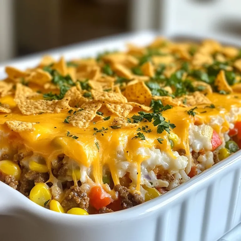 - 450 g Hackfleisch (Rind oder Pute) - 1 Dose (425 g) gemischtes Gemüse (Erbsen, Karotten, Mais) - 240 ml gekochter Reis (kann Instant-Reis oder Reste sein) Die Hauptzutaten sind einfach und günstig. Hackfleisch gibt dem Auflauf viel Geschmack. Gemischtes Gemüse bringt frische Farben und Nährstoffe. Gekochter Reis macht das Gericht sättigend. Dies sind die Bausteine für einen tollen Auflauf. - 1 Dose (300 g) Champignoncremesuppe - 100 g geriebener Cheddar-Käse - 150 g zerbröselte Tortilla-Chips (als Topping) - 1 Teelöffel Knoblauchpulver - 1 Teelöffel Zwiebelpulver - Salz und Pfeffer nach Geschmack Zusätzliche Zutaten bringen mehr Tiefe. Champignoncremesuppe wirkt als Soße. Der Käse sorgt für einen leckeren, schmelzenden Belag. Tortilla-Chips geben einen tollen Crunch. Gewürze wie Knoblauch- und Zwiebelpulver runden den Geschmack ab. Salz und Pfeffer sind wichtig, um alles zu würzen. {{ingredient_image_2}} - Heize deinen Ofen auf 175°C vor. - Erhitze eine große Pfanne bei mittlerer Hitze. Brate das Hackfleisch an, bis es krümelig ist. Füge 1 Teelöffel Knoblauchpulver und 1 Teelöffel Zwiebelpulver hinzu. Würze mit Salz und Pfeffer. - Lass überschüssiges Fett ab. Gib das gemischte Gemüse in die Pfanne. Rühre um, bis alles gut vermischt ist. - Füge den gekochten Reis und die Champignoncremesuppe hinzu. Rühre, bis alle Zutaten gleichmäßig kombiniert sind. - Übertrage die Mischung in eine gefettete Auflaufform (ca. 23x33 cm). Verteile sie gleichmäßig. - Streue 100 g geriebenen Cheddar-Käse über den Auflauf. Füge 150 g zerbröselte Tortilla-Chips hinzu, um einen tollen Crunch zu erzielen. - Backe den Auflauf im vorgeheizten Ofen für 25-30 Minuten. Achte darauf, dass der Käse geschmolzen und blubbernd ist. - Nimm das Gericht aus dem Ofen und lass es kurz abkühlen, bevor du es servierst. - Günstige Alternativen: Verwenden Sie Hackfleisch aus dem Angebot. Hähnchen oder Pute sind oft günstiger. In vielen Läden finden Sie auch gefrorenes Gemüse. Es kostet weniger und hat eine lange Haltbarkeit. - Reste sinnvoll nutzen: Verwerten Sie übrig gebliebenen Reis. Er passt perfekt in den Auflauf. Auch Gemüse-Reste aus anderen Gerichten sind eine tolle Möglichkeit, den Auflauf zu füllen. - Fleisch bräunen: Braten Sie das Hackfleisch gut an. Dies gibt mehr Geschmack. Achten Sie darauf, es gleichmäßig zu bräunen. So wird es schön krümelig und lecker. - Geschmack intensivieren: Fügen Sie beim Anbraten Knoblauchpulver und Zwiebelpulver hinzu. Diese Gewürze bringen den Geschmack des Fleisches hervor. - Präsentation des Auflaufs: Servieren Sie den Auflauf direkt aus der Form. Das sieht rustikal und einladend aus. Garnieren Sie mit frischer Petersilie oder Koriander. Diese Farben bringen Leben auf den Tisch. - Beilagen und Dips: Bieten Sie scharfe Sauce als Dip an. Sie passt gut zu diesem herzhaften Gericht. Auch ein einfacher grüner Salat macht das Essen frisch und leicht. Profi Tipps Fleischwahl: Verwenden Sie mageres Hackfleisch, um den Auflauf leichter zu machen. Rind oder Pute sind beide großartige Optionen. Vegetarische Option: Ersetzen Sie das Hackfleisch durch schwarze Bohnen oder Linsen, um eine vegetarische Variante des Auflaufs zu kreieren. Reisvariationen: Experimentieren Sie mit verschiedenen Reissorten wie Quinoa oder Wildreis für zusätzliche Textur und Nährstoffe. Crunch-Faktor: Fügen Sie nach Belieben andere knusprige Toppings wie gebratenen Zwiebeln oder geröstete Nüsse hinzu, um mehr Geschmack zu erhalten. {{image_4}} Wenn Sie auf Fleisch verzichten möchten, gibt es tolle Alternativen. Sie können Tofu oder Seitan verwenden. Diese Optionen sind gesund und geben dem Auflauf eine gute Textur. Für eine andere Fleischsorte probieren Sie Hackfleisch aus Geflügel oder Schwein. Beides passt gut und hat einen tollen Geschmack. Die Wahl des Gemüses kann den Auflauf stark verändern. Saisonales Gemüse wie Zucchini oder Paprika bringt Frische. Gefrorenes Gemüse ist auch eine gute Wahl. Es ist praktisch und spart Zeit. Beides bietet gesunde Nährstoffe und Farbe. Würzige Extras wie Chili oder Paprika bringen Pepp. Sie können auch Kräutermischungen wie italienische Kräuter oder Paprikagewürz hinzufügen. Diese Gewürze erhöhen den Geschmack und machen den Auflauf interessanter. Experimentieren Sie, um Ihre bevorzugte Mischung zu finden. - Kühlschrank: Lassen Sie den Auflauf nach dem Backen abkühlen. Decken Sie die Form mit Frischhaltefolie oder Aluminiumfolie ab. Im Kühlschrank bleibt er bis zu 3 Tage frisch. - Gefrierschrank: Für längere Lagerung können Sie den Auflauf auch einfrieren. Lassen Sie ihn vollständig abkühlen, bevor Sie ihn in einem luftdichten Behälter aufbewahren. So bleibt er bis zu 3 Monate haltbar. - Vor dem Einfrieren: Stellen Sie sicher, dass der Auflauf gut abgekühlt ist, bevor Sie ihn einfrieren. Dies verhindert Eiskristalle und sorgt für eine bessere Textur beim Aufwärmen. - Beste Methoden zum Aufwärmen: Der beste Weg, den Auflauf aufzuwärmen, ist im Ofen. Heizen Sie den Ofen auf 175°C vor. Legen Sie den Auflauf in eine Auflaufform. Bedecken Sie ihn mit Aluminiumfolie, damit er nicht austrocknet. Backen Sie ihn 20-25 Minuten, bis er heiß ist. Alternativ können Sie auch die Mikrowelle verwenden. Stellen Sie den Auflauf in eine mikrowellengeeignete Schüssel und erhitzen Sie ihn bei mittlerer Leistung für 5-7 Minuten. Rühren Sie zwischendurch um, um gleichmäßige Wärme zu gewährleisten. Die Zubereitung des Auflaufs dauert insgesamt 50 Minuten. Die Vorbereitungszeit beträgt 15 Minuten. In dieser Zeit schneiden Sie Zutaten und heizen den Ofen vor. Das Kochen des Auflaufs nimmt etwa 25 bis 30 Minuten in Anspruch. Hier ist eine kurze Übersicht: - Vorbereitungszeit: 15 Minuten - Kochzeit: 25-30 Minuten - Gesamtzeit: 50 Minuten Ja, Sie können andere Käsesorten verwenden. Cheddar ist beliebt, aber auch Mozzarella oder Gouda sind großartige Optionen. Diese Käsesorten schmelzen gut und geben einen feinen Geschmack. Experimentieren Sie mit Ihren Lieblingskäsen für einen neuen Twist. Der Auflauf ist sehr kinderfreundlich. Er hat milde Aromen und eine cremige Textur. Um ihn noch kinderfreundlicher zu machen, können Sie das Gemüse reduzieren oder pürieren. Fügen Sie mehr Käse hinzu, um es schmackhafter zu machen. Scharfe Soßen sollten Sie für die Erwachsenen aufbewahren. Der Auflauf aus Hackfleisch, Gemüse und Reis bietet viele Möglichkeiten. Ich habe dir die Hauptzutaten vorgestellt, Tipps für die Zubereitung gegeben und Variationen aufgezeigt. Denk daran, dass du bei der Auswahl der Zutaten kreativ sein kannst. Schone dein Budget, nutze Reste und variiere die Gewürze. Der Auflauf ist perfekt für die ganze Familie, auch Kinder werden ihn lieben. Probiere neue Kombinationen aus und genieße jeden Bissen.