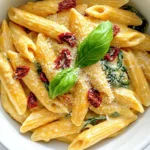 Für die cremige One Pot Sun Dried Tomato Pasta benötigst du einige wichtige Zutaten. Hier ist eine Liste der Hauptzutaten: - 340 g Pasta (Penne oder Fusilli sind ideal) - 240 ml getrocknete Tomaten in Öl, abgetropft und gehackt - 4 Knoblauchzehen, fein gehackt - 1 mittelgroße Zwiebel, gewürfelt - 480 ml Gemüsebrühe - 240 ml Schlagsahne oder Kokoscreme für eine milchfreie Option - 240 ml frischer Spinat - 1 Teelöffel getrocknete italienische Kräuter (Oregano, Basilikum, Thymian) - Salz und Pfeffer nach Geschmack - 50 g geriebener Parmesan (oder Hefeflocken für eine vegane Option) - 2 Esslöffel Olivenöl - Frische Basilikumblätter zur Garnitur Diese Zutaten machen die Pasta reichhaltig und voller Geschmack. Getrocknete Tomaten sind der Star dieses Gerichts. Sie bringen eine tiefe, süße Note und ein starkes Aroma. Durch das Einlegen in Öl sind sie auch zart und saftig. Sie geben der Pasta Farbe und einen tollen Geschmack. Du kannst sie in vielen Gerichten verwenden, um das Essen aufzupeppen. Ihr intensives Aroma ist perfekt für die cremige Sauce. Wenn du eine milchfreie Option suchst, ist Kokoscreme eine großartige Wahl. Sie gibt der Pasta eine cremige Konsistenz und einen leichten Kokosgeschmack. Du kannst auch andere pflanzliche Sahnen nutzen, wie Soja- oder Hafercreme. Diese Alternativen sind einfach zu finden und bieten eine ähnliche Textur wie Schlagsahne. So kann jeder dieses leckere Gericht genießen. Um diese cremige One Pot Sun Dried Tomato Pasta zu machen, beginnen Sie mit den Zutaten. Sie brauchen: - 340 g Pasta (Penne oder Fusilli) - 240 ml getrocknete Tomaten in Öl, abgetropft und gehackt - 4 Knoblauchzehen, fein gehackt - 1 mittelgroße Zwiebel, gewürfelt - 480 ml Gemüsebrühe - 240 ml Schlagsahne oder Kokoscreme - 240 ml frischer Spinat - 1 Teelöffel getrocknete italienische Kräuter - Salz und Pfeffer nach Geschmack - 50 g geriebener Parmesan oder Hefeflocken - 2 Esslöffel Olivenöl - Frische Basilikumblätter zur Garnitur Stellen Sie sicher, dass alles bereit ist, bevor Sie anfangen. So haben Sie einen flüssigen Ablauf. Erhitzen Sie das Olivenöl in einem großen Topf bei mittlerer Hitze. Geben Sie die gewürfelte Zwiebel hinein. Braten Sie sie für 3-4 Minuten an, bis sie glasig wird. Fügen Sie dann die gehackten Knoblauchzehen und die getrockneten Tomaten hinzu. Braten Sie alles für 2 Minuten weiter. Rühren Sie oft um, damit nichts anbrennt. Der Duft wird köstlich sein! Jetzt ist es Zeit für die Pasta. Gießen Sie die Gemüsebrühe in den Topf und bringen Sie sie zum Kochen. Dann geben Sie die ungekochte Pasta hinein. Rühren Sie gut um, damit alles vermischt ist. Reduzieren Sie die Hitze und decken Sie den Topf ab. Lassen Sie die Pasta 10-12 Minuten köcheln, bis sie al dente ist. Rühren Sie gelegentlich um. Fügen Sie die Schlagsahne oder Kokoscreme, die italienischen Kräuter und den frischen Spinat hinzu. Kochen Sie alles für weitere 2-3 Minuten, bis der Spinat zusammenfällt. Rühren Sie dann den geriebenen Parmesan oder die Hefeflocken unter. Schmecken Sie alles mit Salz und Pfeffer ab. Lassen Sie die Pasta für ein paar Minuten ruhen, damit die Sauce eindickt. Timing ist wichtig beim Kochen. Beginne mit der Zwiebel. Brate sie 3-4 Minuten an, bis sie glasig ist. Dann füge den Knoblauch und die getrockneten Tomaten hinzu. Diese Kombination gibt der Pasta viel Geschmack. Achte darauf, die Pasta 10-12 Minuten köcheln zu lassen. Rühre gelegentlich um, damit sie nicht ansetzt. Wenn die Pasta al dente ist, nimm sie vom Herd. Lass sie kurz ruhen, damit die Sauce eindickt. Du kannst das Rezept leicht abändern, um neuen Geschmack zu erleben. Probiere frische Kräuter wie Basilikum oder Petersilie. Diese Kräuter bringen Frische. Du kannst auch Oliven oder Kapern hinzufügen. Sie geben ein salziges und herzhaftes Aroma. Für eine scharfe Note füge rote Pfefferflocken hinzu. Das macht das Gericht einzigartig und spannend! Wenn du Reste hast, bewahre sie in einem luftdichten Behälter auf. So bleiben sie frisch. Du kannst die Reste am nächsten Tag essen. Erwärme sie einfach in der Mikrowelle oder in einer Pfanne. Füge etwas Brühe oder Sahne hinzu, damit die Pasta nicht trocken wird. Du kannst auch frisches Gemüse oder Protein wie Hähnchen oder Garnelen hinzufügen. So wird dein Essen wieder lecker und nahrhaft! {{image_4}} Die vegane Version dieser Pasta ist einfach und lecker. Um die Sahne zu ersetzen, nehme Kokoscreme. Sie macht die Pasta cremig, ohne Milchprodukte zu nutzen. Statt Parmesan kannst du Hefeflocken verwenden. Diese geben einen tollen, käsigen Geschmack. Du kannst auch mehr Gemüse hinzufügen, um die Nährstoffe zu steigern und neue Aromen zu entdecken. Gemüse ist eine tolle Ergänzung zu dieser Pasta. Du kannst zum Beispiel Zucchini, Paprika oder Erbsen verwenden. Einfach das Gemüse klein schneiden und in den Topf geben, wenn du die Zwiebeln und den Knoblauch anbrätst. So bleibt das Gemüse knackig und frisch. Spinat ist schon in diesem Rezept, aber du kannst auch frischen Brokkoli oder grüne Bohnen hinzufügen. Für mehr Protein gibt es viele Optionen. Kichererbsen oder Linsen passen gut zu dieser Pasta. Sie sind nahrhaft und einfach zuzubereiten. Wenn du Fleisch magst, kannst du Hähnchen oder Garnelen hinzufügen. Brate sie zusammen mit den Zwiebeln und dem Knoblauch an, bevor du die restlichen Zutaten hinzufügst. So wird die Pasta noch sättigender und köstlicher. Nach dem Kochen bleibt oft etwas Pasta übrig. Du kannst die Reste in einem luftdichten Behälter aufbewahren. Stelle sicher, dass die Pasta vollständig abgekühlt ist, bevor du sie in den Kühlschrank legst. So bleibt sie frisch. Die Reste halten sich etwa 3-4 Tage im Kühlschrank. Du kannst sie einfach wieder aufwärmen. Wenn du mehr Reste hast, kannst du die Pasta auch einfrieren. Teile die Portionen in Behälter oder Gefrierbeutel auf. Achte darauf, dass du die Luft herausdrückst, bevor du sie verschließt. So bleibt die Pasta bis zu 3 Monate haltbar. Wenn du bereit bist, sie zu essen, lasse sie im Kühlschrank auftauen. Zum Aufwärmen kannst du die Pasta in einem Topf bei schwacher Hitze erhitzen. Füge einen Spritzer Gemüsebrühe oder Wasser hinzu, um ein Ankleben zu verhindern. Rühre die Pasta regelmäßig um, damit sie gleichmäßig warm wird. Alternativ kannst du die Pasta auch in der Mikrowelle aufwärmen. Stelle sicher, dass du sie abdeckst, damit sie nicht austrocknet. So bleibt die Creme schön lecker! Ja, du kannst andere Pastasorten verwenden. Penne oder Fusilli sind ideal, aber auch Spaghetti oder Tagliatelle funktionieren gut. Achte darauf, die Kochzeit anzupassen. Dünnere Pasta benötigt weniger Zeit, während dickere mehr Zeit braucht. Das Ziel ist, die Pasta al dente zu kochen. Ja, dieses Rezept ist sehr flexibel. Du kannst mehr Gemüse hinzufügen, wie Zucchini oder Paprika. Wenn du es würziger magst, füge etwas rote Paprikaflocken hinzu. Du kannst auch verschiedene Käsesorten verwenden, um neue Geschmäcker zu entdecken. Lass deiner Kreativität freien Lauf! Die Pasta hält sich im Kühlschrank etwa 3 bis 4 Tage. Stelle sicher, dass du sie in einem luftdichten Behälter aufbewahrst. Vor dem Essen kannst du sie einfach aufwärmen. Wenn die Sauce zu dick wird, füge etwas Gemüsebrühe oder Wasser hinzu, um sie cremig zu machen. Diese Anleitung zeigte die besten Zutaten für deine Pasta und einfache Schritt-für-Schritt-Anleitungen. Du lernst, wie du Zwiebeln und Knoblauch richtig kochst und welche Tipps dir helfen, mehr Geschmack einzubringen. Außerdem besprachen wir, wie du Reste optimal lagerst und aufwärmst. Du hast auch viele Variationen entdeckt, die du ausprobieren kannst. Nutze dein neues Wissen, um köstliche Pasta zu kreieren. Experimentiere mit Zutaten und finde deine eigenen Lieblingsvarianten. Viel Spaß beim Kochen!
