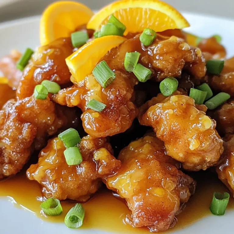 Für das perfekte Orange Chicken brauchst du: - 450 g Hähnchenoberkeulen, ohne Knochen und Haut, in Stücke geschnitten - 120 g Allzweckmehl - 65 g Speisestärke - 2 große Eier, verquirlt - 1 Teelöffel Salz - 1 Teelöffel schwarzer Pfeffer - 1/2 Teelöffel Knoblauchpulver - 1/2 Teelöffel Ingwerpulver - Pflanzenöl zum Frittieren Diese Zutaten geben dem Hähnchen einen tollen Geschmack und eine knusprige Textur. Für die Orangensauce benötigst du: - 100 g Zucker - 60 ml Orangensaft, am besten frisch gepresst - 15 ml Sojasauce - 15 ml Reisessig - 5 ml Sesamöl - 15 g Speisestärke, mit 30 ml Wasser vermischt - Abrieb von 1 Orange - 1 Teelöffel gehackter Knoblauch - 1 Teelöffel gehackter Ingwer Diese Mischung bringt die süßen und herzhaften Aromen perfekt zusammen. Wenn du keine Hähnchenoberkeulen magst, kannst du Brustfilets verwenden. Sie sind magerer und ebenfalls lecker. Für die Orangensauce kannst du Agavensirup statt Zucker nehmen. Das gibt eine andere, aber gute Süße. Wenn du Gluten vermeiden möchtest, nutze glutenfreies Mehl und Sojasauce. So bleibt das Rezept für alle köstlich! {{ingredient_image_2}} Zuerst bereite ich das Hähnchen vor. Ich schneide 450 g Hähnchenoberkeulen in mundgerechte Stücke. In einer großen Schüssel vermische ich 120 g Allzweckmehl, 65 g Speisestärke, 1 Teelöffel Salz, 1 Teelöffel Pfeffer, 1/2 Teelöffel Knoblauchpulver und 1/2 Teelöffel Ingwerpulver. In einer anderen Schüssel verquirle ich 2 große Eier. Jedes Hähnchenstück tauche ich zuerst in die Eier und dann in die Mehlmischung. So stelle ich sicher, dass alle Seiten gut bedeckt sind. Jetzt kommt der spaßige Teil: das Frittieren! Ich erhitze 5 cm Pflanzenöl in einem tiefen Topf auf mittlerer Hitze. Das Öl sollte etwa 175 °C erreichen. Ich frittiere die Hähnchenstücke portionsweise für 5-6 Minuten, bis sie goldbraun und knusprig sind. Danach lasse ich sie auf Küchenpapier abtropfen, damit sie nicht fettig werden. In einem mittelgroßen Kochtopf stelle ich die Orangensauce her. Ich gebe 100 g Zucker, 60 ml frisch gepressten Orangensaft, 15 ml Sojasauce, 15 ml Reisessig, 5 ml Sesamöl, 1 Teelöffel gehackten Knoblauch und 1 Teelöffel gehackten Ingwer hinein. Unter ständigem Rühren koche ich die Mischung, bis sich der Zucker auflöst. Jetzt dicke ich die Sauce an. Langsam gieße ich 15 g Speisestärke, die ich mit 30 ml Wasser vermischt habe, in den Kochtopf. Ich rühre ständig mit einem Schneebesen, bis die Sauce dick und glänzend ist. Das dauert etwa 2-3 Minuten. Ich füge dann den Abrieb von 1 Orange hinzu und rühre gut um. In einer großen Schüssel vermenge ich die knusprigen Hähnchenstücke vorsichtig mit der Orangensauce. Ich achte darauf, dass jedes Stück gleichmäßig bedeckt ist. Das sorgt für den vollen Geschmack. Zum Servieren gebe ich das Orangensüße Hähnchen auf eine Servierplatte. Ich garniere es nach Wunsch mit frischen, in Ringe geschnittenen Frühlingszwiebeln oder zusätzlichem Orangenschalenabrieb. So sieht das Gericht nicht nur lecker aus, sondern schmeckt auch fantastisch! Frittieren kann einfach sein, wenn du ein paar Dinge beachtest. Zuerst, stelle sicher, dass das Öl heiß genug ist. Es sollte etwa 175 °C erreichen. Du kannst dies testen, indem du ein kleines Stück Hähnchen hineinlegst. Wenn es sofort blubbert, ist das Öl bereit. - Frittiere das Hähnchen in kleinen Mengen. Dies hilft, die Temperatur konstant zu halten. - Verwende einen tiefen Topf, um Spritzer zu vermeiden. - Lass das Hähnchen nach dem Frittieren auf Küchenpapier abtropfen. So bleibt es knusprig. Die Orangensauce macht den Unterschied. Hier sind einige Tipps, um sie perfekt zu machen. Benutze frischen Orangensaft. Er gibt mehr Geschmack als die fertige Variante. Achte darauf, dass der Zucker gut schmilzt. Rühre ständig, damit nichts anbrennt. - Um die Sauce noch besser zu machen, füge etwas Chili hinzu. Das bringt einen tollen Kick. - Der Abrieb von der Orange gibt der Sauce ein intensives Aroma. Verwende dafür nur die oberste Schicht der Schale. Manchmal passieren Fehler. Lass uns einige häufige vermeiden. Ein großer Fehler ist, das Hähnchen nicht gut zu panieren. Achte darauf, dass jedes Stück gut in der Mehlmischung gewendet ist. - Frittiere das Hähnchen nicht zu lange. Wenn es zu dunkel wird, schmeckt es bitter. - Lasse die Sauce nicht zu lange kochen. Wenn sie zu dick wird, ist sie nicht mehr gut. Mit diesen Tipps und Tricks kannst du das perfekte Orange Chicken zubereiten. Es wird sicher köstlich! Pro Tipps Hähnchen marinieren: Lassen Sie das Hähnchen mindestens 30 Minuten in der Eiermischung marinieren, um den Geschmack zu intensivieren. Öltemperatur prüfen: Verwenden Sie ein Küchenthermometer, um sicherzustellen, dass das Öl die richtige Temperatur von 175 °C (350 °F) hat, bevor Sie frittieren. Für extra Knusprigkeit: Fügen Sie der Mehlmischung etwas Backpulver hinzu, um die Hähnchenstücke noch knuspriger zu machen. Orangensaft frisch pressen: Verwenden Sie frisch gepressten Orangensaft für die Sauce, um ein intensiveres Aroma zu erzielen. {{image_4}} Wenn du eine vegetarische Variante von Orange Chicken machen möchtest, kannst du Tofu verwenden. Tofu hat eine tolle Textur und nimmt Aromen gut auf. Schneide den Tofu in Würfel. Mariniere ihn kurz mit Sojasauce und etwas Ingwer. Tauche die Würfel dann in die gleiche Mehlmischung wie beim Hähnchen. Frittiere den Tofu bis er goldbraun ist. Die Orangensauce bleibt gleich. Für eine glutenfreie Version wechsle das Allzweckmehl gegen eine glutenfreie Mehlmischung. Auch die Sojasauce kannst du durch glutenfreie Sojasauce ersetzen. Achte darauf, dass alle Zutaten glutenfrei sind, um sicherzustellen, dass das Gericht für alle geeignet ist. Die Textur und der Geschmack bleiben lecker. Um neue Geschmäcker zu entdecken, füge der Orangensauce etwas Chili hinzu. Das gibt einen schönen Kick! Du kannst auch Ananasstücke in die Sauce geben. Sie ergänzen die Süße und Frische. Für einen asiatischen Twist, experimentiere mit verschiedenen Zitrusfrüchten wie Limette oder Grapefruit. So erhältst du immer wieder neue Geschmackserlebnisse. Um das Orange Chicken frisch zu halten, ist die richtige Lagerung wichtig. Lass das Hähnchen zuerst abkühlen. Dann packe es in einen luftdichten Behälter. So bleibt es knusprig und lecker. Du kannst das Hähnchen im Kühlschrank oder im Gefrierfach aufbewahren. Im Kühlschrank bleibt es bis zu drei Tage frisch. Wenn du es länger aufbewahren möchtest, friere es ein. Im Gefrierfach hält es bis zu drei Monate. Stelle sicher, dass es gut verpackt ist, um Gefrierbrand zu vermeiden. Um das Hähnchen wieder knusprig zu machen, benutze den Ofen. Heize den Ofen auf 200 °C vor und lege das Hähnchen auf ein Blech. Backe es für etwa 10 bis 15 Minuten. Du kannst auch eine Pfanne nutzen. Erhitze etwas Öl und brate das Hähnchen kurz an. So bleibt es saftig und knusprig. Vermeide die Mikrowelle, da das Hähnchen weich werden kann. Um das Hähnchen knusprig zu machen, benutze ich eine Mischung aus Mehl und Speisestärke. Das gibt dem Hähnchen eine gute Textur. Achte darauf, das Öl heiß genug zu halten, etwa 175 °C. Frittiere die Stücke in kleinen Mengen. Das hilft, die Hitze konstant zu halten und sorgt für eine gleichmäßige Bräunung. Ja, du kannst die Orangensauce im Voraus machen. Koche die Sauce, lasse sie abkühlen und bewahre sie im Kühlschrank auf. Wenn du sie verwenden möchtest, erhitze sie einfach leicht in einem Topf. So sparst du Zeit beim Kochen. Die Kalorienzahl hängt von den Zutaten ab. Das Hähnchen wird frittiert, was die Kalorien erhöht. Du kannst die Menge des Öls verringern oder das Hähnchen im Ofen backen, um die Kalorien zu senken. Beachte, dass die Orangensauce auch Zucker enthält, was die Kalorienzahl anhebt. Zu diesem Gericht passen viele Beilagen. Reis ist eine gute Wahl. Gedämpftes Gemüse wie Brokkoli oder Zuckerschoten ergänzt das Gericht perfekt. Du kannst auch einen einfachen Salat servieren. So hast du eine ausgewogene Mahlzeit. Das übrig gebliebene Hähnchen hält sich im Kühlschrank etwa drei Tage. Stelle sicher, dass du es in einem luftdichten Behälter aufbewahrst. Wenn du es länger aufbewahren möchtest, friere es ein. So bleibt es bis zu drei Monate frisch. In diesem Blogpost haben wir die wichtigen Zutaten für das Hähnchen und die Orangensauce betrachtet. Ich habe dir allen Schritte für die Zubereitung erklärt, damit es sicher gelingt. Tipps helfen, häufige Fehler zu vermeiden. Du kannst auch Variationen ausprobieren, um das Rezept anzupassen. Das richtige Lagern sorgt dafür, dass das Gericht frisch bleibt. Mit unseren FAQs hast du die Antworten auf deine Fragen. Jetzt kannst du dein Gericht einfach zubereiten und genießen. Viel Spaß beim Kochen!