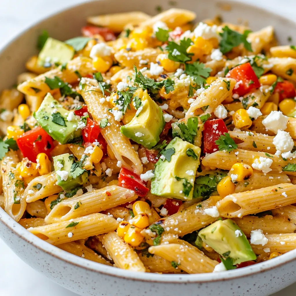 Für den gesunden Straßen-Corn Pasta-Salat benötigst du folgende Zutaten: - 225 g Vollkornpasta (Penne oder Fusilli) - 250 g Maiskörner (frisch oder gefroren) - 1 rote Paprika, gewürfelt - 1 kleine rote Zwiebel, fein gehackt - 1 Avocado, gewürfelt - 30 g Koriander, gehackt - 60 g Feta-Käse, zerbröselt (optional) - 30 ml Olivenöl - 30 ml Limettensaft - 1 Teelöffel Chili-Pulver - Salz und Pfeffer nach Geschmack Vollkornpasta ist reich an Ballaststoffen. Sie hilft, die Verdauung zu fördern. Mais bringt süßen Geschmack und viele Vitamine. Paprika bietet viel Vitamin C, was das Immunsystem stärkt. Rote Zwiebeln enthalten Antioxidantien, die gut für das Herz sind. Avocado ist eine großartige Quelle für gesunde Fette. Koriander bringt frischen Geschmack und hat entzündungshemmende Eigenschaften. Feta-Käse fügt Protein hinzu, ist aber optional. Olivenöl ist gesund für das Herz und macht das Dressing lecker. Limettensaft gibt einen spritzigen Kick und hilft bei der Aufnahme von Eisen. Wenn du keine Vollkornpasta magst, kannst du auch glutenfreie Pasta verwenden. Für eine vegane Option lasse den Feta-Käse weg oder ersetze ihn durch einen pflanzlichen Käse. Du kannst frische Kräuter wie Petersilie anstelle von Koriander verwenden. Wenn du keinen Mais magst, probiere schwarze Bohnen oder Erbsen. Für mehr Crunch füge geröstete Nüsse oder Samen hinzu. {{ingredient_image_2}} Für den perfekten Salat koche zuerst die Vollkornpasta. Verwende 225 g Penne oder Fusilli. Koche sie gemäß den Anweisungen auf der Verpackung. Achte darauf, dass die Pasta al dente bleibt. Gieße die Pasta ab und spüle sie mit kaltem Wasser. So bleibt sie frisch und klebt nicht. Stelle sie beiseite, während du die anderen Zutaten vorbereitest. Jetzt kommt der spannende Teil: das Rösten der Maiskörner. Nimm 250 g frische oder gefrorene Maiskörner. Erhitze eine große Pfanne bei mittlerer Hitze. Gib die Maiskörner hinein und röste sie für 5-7 Minuten. Achte darauf, dass sie leicht bräunlich werden und duftend riechen. Das Rösten bringt den süßen Geschmack des Maises hervor. Nimm die Pfanne vom Herd und lasse die Maiskörner abkühlen. In einer großen Schüssel vermischst du nun alle Zutaten. Füge die abgekühlte Pasta hinzu. Gib die gerösteten Maiskörner hinein. Jetzt kommen die gewürfelte rote Paprika und die fein gehackte rote Zwiebel dazu. Auch die gewürfelte Avocado darf nicht fehlen. Mische alles gut durch. In einer kleinen Schüssel vermenge das Olivenöl, den Limettensaft, Chili-Pulver, Salz und Pfeffer. Gieße das Dressing über den Salat und rühre vorsichtig um. Füge schließlich den gehackten Koriander und den zerbröselten Feta hinzu, falls du ihn verwendest. Mische alles erneut, bis es gut verteilt ist. Um den besten Geschmack zu erzielen, nutzen Sie frische Zutaten. Suchen Sie nach reifen Avocados und knackiger Paprika. Kochen Sie die Vollkornpasta nur bis sie al dente ist. Das bedeutet, sie bleibt fest, wenn Sie hineinbeißen. Dies sorgt für die perfekte Textur in Ihrem Salat. Rösten Sie die Maiskörner gut, bis sie leicht gebräunt sind. Dies verstärkt den Geschmack und bringt eine schöne Süße hervor. Lassen Sie die gerösteten Körner abkühlen, bevor Sie sie mit der Pasta mischen. Für eine schöne Präsentation legen Sie den Salat in eine große Schüssel. Garnieren Sie ihn mit frischem Koriander und ein paar Limettenvierteln. Dies sorgt für ein frisches Aussehen und einen zusätzlichen Farbklecks. Sie können auch kleine Portionen in Gläsern servieren. Das sieht toll aus und ist perfekt für Picknicks. Passen Sie die Gewürze nach Ihrem Geschmack an. Mögen Sie es schärfer? Fügen Sie mehr Chili-Pulver hinzu. Wenn Sie es milder mögen, reduzieren Sie die Menge. Zitronensaft kann Limettensaft ersetzen. Dies bringt einen anderen, aber leckeren Geschmack. Ein Hauch von Knoblauchpulver kann auch eine tolle Ergänzung sein. Experimentieren Sie mit verschiedenen Kräutern, um neue Aromen zu entdecken. Pro Tipps Vollkornpasta kochen: Stellen Sie sicher, dass Sie die Pasta al dente kochen, um die perfekte Textur zu erhalten. Mais rösten: Durch das Rösten des Maises entfalten sich die Aromen besser und verleihen dem Salat einen besonderen Geschmack. Frische Zutaten: Verwenden Sie frische Zutaten, um den besten Geschmack und die beste Textur in Ihrem Salat zu erzielen. Würze anpassen: Probieren Sie den Salat vor dem Servieren und passen Sie die Gewürze nach Ihrem Geschmack an. {{image_4}} Dieser Pasta-Salat kann leicht vegetarisch oder vegan sein. Wenn Sie Feta-Käse weglassen, bleibt der Salat rein pflanzlich. Stattdessen können Sie Nüsse oder Samen für Protein und Crunch hinzufügen. Eine gute Wahl sind geröstete Sonnenblumenkerne oder gehackte Mandeln. Diese sorgen für eine extra Textur und machen den Salat noch gesünder. Möchten Sie den Geschmack intensivieren? Fügen Sie einige zusätzliche Zutaten hinzu. Gegrillte Zucchini oder Auberginen passen hervorragend dazu. Auch schwarze Bohnen sind eine leckere Ergänzung. Sie bieten mehr Protein und machen den Salat sättigender. Für einen zusätzlichen Kick können Sie Jalapeños oder frische Tomaten dazu nehmen. Nutzen Sie saisonale Zutaten, um den Salat frisch und spannend zu halten. Im Frühling sind Spargel oder Erbsen großartig. Im Sommer können Sie frische Gurken und Kirschtomaten verwenden. Im Herbst passen geröstete Kürbiswürfel gut dazu. Im Winter können Sie auch geröstete rote Beete hinzufügen. Diese Anpassungen halten den Salat interessant und geschmackvoll das ganze Jahr über. Um den Pasta-Salat frisch zu halten, lege ihn in einen luftdichten Behälter. Achte darauf, dass derbehälter sauber und trocken ist. So bleibt der Salat knackig und lecker. Vermeide es, den Salat mit Dressing zu vermengen, wenn du ihn aufbewahrst. Das Dressing kann die Pasta und das Gemüse matschig machen. Im Kühlschrank bleibt dein Pasta-Salat bis zu drei Tage frisch. Achte darauf, ihn bei kühler Temperatur zu lagern. Nach drei Tagen könnte der Salat an Geschmack verlieren. Überprüfe immer auf frische Zutaten, bevor du ihn isst. Wenn du einen fauligen Geruch bemerkst, wirf ihn weg. Das Einfrieren wird nicht empfohlen, da die Textur leidet. Pasta und Gemüse werden weich und matschig. Wenn du es dennoch versuchen möchtest, verwende nur die gekochte Pasta. Lasse die anderen Zutaten frisch. Fülle die Pasta in einen gefrierfesten Beutel und drücke die Luft heraus. So hält sie sich bis zu drei Monate. Wenn Sie keinen Feta haben, probieren Sie Ziegenkäse oder Hüttenkäse. Diese Käse geben einen ähnlichen Geschmack. Auch Avocado kann die cremige Textur ersetzen. Wenn Sie vegan sind, nutzen Sie Cashewkäse oder einfach mehr Avocado. Diese Optionen machen den Salat lecker und gesund. Den Salat können Sie bis zu drei Tage im Kühlschrank aufbewahren. Achten Sie darauf, ihn in einem luftdichten Behälter zu lagern. Nach ein oder zwei Tagen kann die Avocado jedoch braun werden. Um das zu vermeiden, fügen Sie den Avocado erst kurz vor dem Servieren hinzu. Ja, Sie können den Salat im Voraus zubereiten. Kochen Sie die Pasta und rösten Sie den Mais. Kombinieren Sie die Zutaten, aber fügen Sie das Dressing und die Avocado später hinzu. So bleibt der Salat frisch und knackig. Ideal für Partys oder ein schnelles Mittagessen! Wir haben die wichtigen Zutaten für den Pasta-Salat besprochen und ihre Vorteile. Die Schritt-für-Schritt-Anleitung erleichtert das Kochen. Die Tipps helfen dir, das Gericht perfekt zuzubereiten. Variationen machen das Rezept spannend und flexibel. Schließlich haben wir Lagerungshinweise gegeben, um die Frische zu bewahren. Egal, ob für eine Feier oder für die Woche, dieser Pasta-Salat ist einfach. Probiere es aus und passe die Zutaten nach deinem Geschmack an. So machst du es zu deinem eigenen!