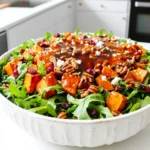 Um den köstlichen Ahornsirup-Glasierten Süßkartoffelsalat zuzubereiten, benötigst du folgende Zutaten: - 2 große Süßkartoffeln, geschält und gewürfelt - 3 Esslöffel Olivenöl - 60 ml reiner Ahornsirup - 1 Teelöffel Zimt - 1/2 Teelöffel Muskatnuss - Salz und Pfeffer nach Geschmack - 1/4 Tasse getrocknete Cranberries - 1/4 Tasse Pekannüsse, grob gehackt - 4 Tassen gemischte Blattsalate (Rucola, Spinat oder Babygrünkohl) - 1/4 Tasse Feta-Käse, zerbröselt (optional) - 2 Esslöffel Apfelessig - 1 Esslöffel Dijon-Senf Du kannst den Salat nach deinem Geschmack anpassen. Füge zum Beispiel Feta-Käse hinzu, um eine cremige Note zu bekommen. Wenn du es süßer magst, kannst du mehr Ahornsirup verwenden. Probiere auch Nüsse wie Walnüsse oder Mandeln statt Pekannüssen. Für etwas Frische kannst du frische Kräuter wie Petersilie oder Minze hinzufügen. Frische Zutaten machen den Unterschied. Achte darauf, dass die Süßkartoffeln fest und ohne Druckstellen sind. Wähle Blattsalate, die knackig und grün sind. Vermeide welke Blätter. Bei getrockneten Cranberries solltest du auf die Zutatenliste schauen. Wähle solche ohne Zuckerzusatz. Die Pekannüsse sollten ungesalzen und frisch sein. Wenn du die Möglichkeit hast, kaufe regionale Produkte. Sie sind oft frischer und schmackhafter. Beginne mit zwei großen Süßkartoffeln. Schäle sie und schneide sie in kleine Würfel. Das hilft beim gleichmäßigen Garen. Lege die Würfel in eine große Schüssel. Füge drei Esslöffel Olivenöl, 60 ml reinen Ahornsirup, einen Teelöffel Zimt und einen halben Teelöffel Muskatnuss hinzu. Würze mit Salz und Pfeffer nach Geschmack. Mische alles gut, bis die Süßkartoffeln gleichmäßig bedeckt sind. So bekommst du den besten Geschmack. Heize den Ofen auf 220°C vor. Lege ein Backblech mit Backpapier aus. Verteile die gewürfelten Süßkartoffeln in einer einzigen Schicht auf dem Blech. Röste die Süßkartoffeln für 20 bis 25 Minuten. Wende sie nach der Hälfte der Zeit. Sie sollten zart und karamellisiert sein, wenn sie fertig sind. Achte darauf, dass sie nicht anbrennen, denn das kann den Geschmack verändern. Während die Süßkartoffeln rösten, bereite das Dressing vor. Nimm eine kleine Schüssel und vermische zwei Esslöffel Apfelessig mit einem Esslöffel Dijon-Senf. Rühre mit einem Schneebesen, bis es gut vermischt ist. In einer großen Salatschüssel gib vier Tassen gemischte Blattsalate. Nach dem Rösten lasse die Süßkartoffeln kurz abkühlen. Füge sie dann zu den Blattsalaten hinzu. Ergänze den Salat mit 1/4 Tasse getrockneten Cranberries, 1/4 Tasse grob gehackten Pekannüssen und optional 1/4 Tasse zerbröseltem Feta-Käse. Träufle das Dressing über den Salat und mische alles vorsichtig. Probiere den Salat und passe die Würze nach Belieben an. Ein häufiger Fehler ist, die Süßkartoffeln nicht gleichmäßig zu würfeln. Wenn die Stücke unterschiedlich groß sind, garen sie ungleichmäßig. Achte darauf, dass alle Stücke ähnlich groß sind. Ein weiterer Fehler ist, die Süßkartoffeln nicht genug zu würzen. Salz und Pfeffer sind wichtig, um den Geschmack zu heben. Auch das Rösten darf nicht zu kurz sein. Lass sie genug Zeit im Ofen, damit sie weich und karamellisiert werden. Um den Geschmack zu intensivieren, kannst du mehr Gewürze hinzufügen. Probiere eine Prise Cayennepfeffer für etwas Schärfe. Du kannst auch mehr Zimt oder Muskatnuss verwenden, wenn du magst. Eine weitere Idee ist, die Pekannüsse vorher zu rösten. So entwickeln sie ein reiches Aroma. Das Dressing kannst du auch variieren. Füge ein wenig Honig hinzu, um die Süße zu erhöhen. Serviere den Salat in einer großen rustikalen Schüssel. Das gibt ihm ein einladendes Aussehen. Garniere ihn mit zusätzlichen Pekannüssen und getrockneten Cranberries. Das macht den Salat bunter und appetitlicher. Ein kleiner Trick: Träufle etwas mehr Ahornsirup oben drauf für Glanz. Das sieht schön aus und schmeckt auch besser. {{image_4}} Wenn Sie eine vegane oder glutenfreie Variante wünschen, ersetzen Sie den Feta-Käse. Verwenden Sie stattdessen Avocado oder Nüsse. Diese geben eine cremige Textur. Achten Sie darauf, glutenfreies Olivenöl und Ahornsirup zu wählen. So bleibt der Salat für alle geeignet. Fühlen Sie sich frei, weitere Zutaten hinzuzufügen. Kürbiskerne oder Sonnenblumenkerne passen gut dazu. Sie können auch frische Kräuter wie Petersilie oder Koriander verwenden. Diese verleihen dem Salat frische Aromen. Probieren Sie auch, verschiedene Früchte hinzuzufügen. Äpfel oder Birnen ergänzen den süßen Geschmack perfekt. Nutzen Sie die saisonalen Produkte. Im Herbst sind Rüben oder Karotten eine gute Wahl. Im Sommer können Sie Tomaten oder Gurken verwenden. Diese saisonalen Zutaten bringen mehr Farbe und Geschmack. So bleibt der Salat immer interessant und frisch. Um den Maple Glazed Sweet Potato Salad frisch zu halten, lagere ich ihn in einem luftdichten Behälter. Achte darauf, dass der Salat gut abgedeckt ist, damit er nicht austrocknet. Ich empfehle, den Salat im Kühlschrank zu lagern. So bleibt er knackig und lecker. Dieser Salat hält sich gut im Kühlschrank. In der Regel bleibt er drei bis fünf Tage frisch. Doch ich finde, dass der Salat am besten schmeckt, wenn er frisch ist. Wenn du ihn länger aufbewahren möchtest, achte darauf, die Süßkartoffeln separat zu lagern. Wenn du Reste hast, kannst du sie einfach auffrischen. Ich gebe oft etwas frisches Dressing hinzu, um den Geschmack zu beleben. Auch ein Spritzer Ahornsirup kann helfen. Wenn der Salat matschig aussieht, füge etwas frischen Blattgrün oder Nüsse hinzu. So wird er wieder knackig und schmackhaft! Um die Süßkartoffeln schneller zu rösten, schneide sie in kleinere Stücke. Kleinere Stücke garen schneller. Zudem kannst du den Ofen auf 240°C vorheizen. Achte darauf, sie regelmäßig zu wenden, damit sie gleichmäßig garen. Ja, das Dressing kann im Voraus gemacht werden. Mische den Apfelessig und den Dijon-Senf in einer kleinen Schüssel. Bewahre es in einem luftdichten Behälter im Kühlschrank auf. Vor dem Servieren gut schütteln, damit sich die Zutaten verbinden. Dieser Salat passt gut zu gegrilltem Hähnchen oder Fisch. Auch ein einfaches Brot oder Knäckebrot harmoniert gut. Für eine vegetarische Option kannst du Quinoa oder Kichererbsen hinzufügen. Diese Beilagen ergänzen den Salat und machen das Essen vollwertiger. In diesem Artikel haben wir die wichtigsten Schritte für einen leckeren Süßkartoffelsalat behandelt. Wir haben die Zutaten aufgelistet, Tipps zur Zubereitung gegeben und Variationen erwähnt. Achten Sie darauf, frische Zutaten zu wählen. Lagern Sie den Salat richtig, um ihn länger frisch zu halten. Experimentieren Sie mit verschiedenen Zutaten und Dressings. So machen Sie jeden Biss spannend. Mit diesen einfachen Tipps wird Ihr Salat immer köstlich und ein echter Hit. Probieren Sie es aus!