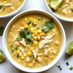Für ein leckeres Hühner-Chili brauchen Sie einige Hauptzutaten. Diese Zutaten machen das Gericht lecker und nahrhaft. Hier ist die Liste: - 2 Hähnchenbrustfilets, ohne Haut und Knochen - 1 Dose (425 g) weiße Bohnen, abgetropft und gespült - 1 Dose (113 g) gewürfelte grüne Chilischoten - 1 mittelgroße Zwiebel, gewürfelt - 2 Knoblauchzehen, fein gehackt - 1 Tasse Mais, frisch, gefroren oder aus der Dose - 1 Liter Hühnerbrühe Diese Zutaten bilden die Basis für Ihr Chili. Das Hähnchen gibt viel Geschmack. Die Bohnen machen das Gericht sättigend. Die Gewürze verleihen dem Chili seinen besonderen Geschmack. Hier sind die wichtigen Gewürze, die Sie benötigen: - 1 Teelöffel Kreuzkümmel - 1 Teelöffel Chilipulver - ½ Teelöffel geräuchertes Paprikapulver - Salz und Pfeffer nach Geschmack Die Hühnerbrühe ist auch wichtig. Sie sorgt dafür, dass das Chili schön saftig bleibt. Die Garnierung macht das Chili noch besser. Hier sind einige einfache Ideen: - Frischer Koriander zum Garnieren - Limettenspalten zum Servieren Frischer Koriander gibt einen tollen Geschmack. Ein Spritzer Limettensaft bringt Frische. So wird Ihr Hühner-Chili nicht nur gut schmecken, sondern auch schön aussehen! {{ingredient_image_2}} Beginnen Sie mit der Vorbereitung der Zutaten. Würfeln Sie eine mittelgroße Zwiebel. Hacken Sie zwei Knoblauchzehen fein. Wenn Sie frischen Mais haben, schneiden Sie die Körner vorsichtig vom Kolben ab. Nutzen Sie eine Dose weiße Bohnen, zum Beispiel Navy oder Cannellini. Vergessen Sie nicht, diese gut abzutropfen und zu spülen. Diese Schritte sind wichtig für den Geschmack und die Textur. Jetzt schichten wir die Zutaten im Crockpot. Legen Sie die Hähnchenbrustfilets zuerst auf den Boden. Fügen Sie dann die abgetropften weißen Bohnen und die gewürfelten grünen Chilischoten hinzu. Streuen Sie die gewürfelte Zwiebel und den gehackten Knoblauch darüber. Geben Sie auch den frischen oder gefrorenen Mais hinzu. Jetzt kommen die Gewürze: 1 Teelöffel Kreuzkümmel, 1 Teelöffel Chilipulver und ½ Teelöffel geräuchertes Paprikapulver. Diese Gewürze bringen viel Geschmack! Gießen Sie 1 Liter Hühnerbrühe über die Zutaten. Achten Sie darauf, dass das Hähnchen vollständig bedeckt ist. Schmecken Sie mit Salz und Pfeffer ab. Decken Sie den Crockpot ab. Garen Sie das Chili auf niedriger Stufe für 6-8 Stunden oder auf hoher Stufe für 3-4 Stunden. Das Hähnchen sollte am Ende zart sein. Nach dem Garen nehmen Sie die Hähnchenbrustfilets heraus und zerkleinern diese mit zwei Gabeln. Geben Sie das zerkleinerte Hähnchen zurück in den Topf. Rühren Sie 240 ml Schlagsahne oder Kokoscreme ein. Lassen Sie das Chili für weitere 10-15 Minuten aufwärmen. Schmecken Sie das Chili ab und passen Sie die Gewürze nach Bedarf an. Servieren Sie das Chili heiß, garniert mit frischem Koriander und Limettensaft. Um ein perfektes Hühner-Chili zu machen, achte auf die Zutaten. Frisches Gemüse bringt mehr Geschmack. Verwende frischen Mais, wenn möglich. Das gibt eine süße Note. Wähle auch hochwertige Brühe. Das verbessert den Gesamtgeschmack. Lass das Chili lange genug kochen, damit das Hähnchen zart wird. Zerkleinere das Hähnchen nach dem Garen für eine bessere Textur. Ein häufiger Fehler ist, das Hähnchen nicht richtig zu würzen. Salz und Pfeffer sind wichtig. Ein anderer Fehler ist, die Zutaten nicht zu schichten. Schichte die Bohnen, das Gemüse und die Gewürze gut. Wenn du die Brühe hinzufügst, stelle sicher, dass alles bedeckt ist. So wird das Chili gleichmäßig gekocht. Du kannst das Chili leicht anpassen. Füge mehr Gewürze hinzu, wenn du es schärfer magst. Ein Teelöffel Cayennepfeffer kann helfen. Wenn du eine milde Version willst, benutze weniger Chilischoten. Du kannst auch verschiedene Bohnen ausprobieren. Schwarze Bohnen oder Kidneybohnen passen gut. Für einen cremigeren Geschmack, erhöhe die Menge der Sahne oder benutze Kokoscreme. Pro Tipps Hähnchen marinieren: Für zusätzlichen Geschmack können Sie die Hähnchenbrustfilets vor dem Kochen mit einer Mischung aus Limettensaft, Kreuzkümmel und Salz marinieren. Variationen der Bohnen: Probieren Sie verschiedene Sorten von weißen Bohnen oder mischen Sie sie für eine interessante Textur und einen reichhaltigen Geschmack. Garnieren: Fügen Sie frische Avocado oder einen Klecks saure Sahne als Garnierung hinzu, um das Gericht noch cremiger zu machen. Resteverwertung: Falls Sie Reste haben, können Sie das Chili als Füllung für Tacos oder Burritos verwenden – es schmeckt auch am nächsten Tag köstlich! {{image_4}} Wenn du eine vegetarische Version des weißen Hühner-Chilis machen möchtest, ersetze das Hähnchen. Du kannst stattdessen mehr Bohnen verwenden. Kichererbsen oder schwarze Bohnen passen wunderbar. Auch Tofu in Würfeln ist eine gute Wahl. Füge mehr Gemüse hinzu, wie Paprika oder Zucchini, um das Gericht zu bereichern. Um das Chili noch interessanter zu machen, kannst du einige Zutaten hinzufügen. Wie wäre es mit frischen Tomaten oder Avocado? Diese geben einen tollen Geschmack. Ein bisschen Spinat oder Grünkohl sorgt für mehr Nährstoffe. Du kannst auch Jalapeños für mehr Schärfe hinzufügen. Denke daran, die Menge der Brühe anzupassen, wenn du mehr Zutaten verwendest. Die Gewürze sind der Schlüssel zum Geschmack. Du kannst experimentieren! Probiere statt Kreuzkümmel Garam Masala für einen anderen Twist. Füge einen Teelöffel Oregano hinzu, um einen mediterranen Flair zu erhalten. Ein Hauch von Limettensaft oder frisch geriebenem Ingwer kann ebenfalls neue Aromen bringen. Sei kreativ und finde deine Lieblingskombination! Um Reste von Ihrem Crockpot White Chicken Chili aufzubewahren, verwenden Sie einen luftdichten Behälter. Lassen Sie das Chili zuerst auf Raumtemperatur abkühlen. Dann füllen Sie den Behälter und stellen ihn in den Kühlschrank. So bleibt das Chili frisch. Es ist gut, die Reste innerhalb von drei bis vier Tagen zu essen. Wenn Sie mehr als nötig gekocht haben, können Sie das Chili auch einfrieren. Füllen Sie das abgekühlte Chili in einen gefrierfesten Behälter. Sie können auch Portionsgrößen in Gefrierbeutel geben. Drücken Sie die Luft heraus, bevor Sie sie verschließen. So bleibt das Chili bis zu drei Monate frisch. Beschriften Sie die Beutel mit dem Datum. Um das Chili wieder zu erwärmen, können Sie es auf dem Herd oder in der Mikrowelle tun. Wenn Sie den Herd verwenden, geben Sie das Chili in einen Topf und erwärmen Sie es bei mittlerer Hitze. Rühren Sie es regelmäßig um, damit es nicht anbrennt. In der Mikrowelle erhitzen Sie das Chili in kurzen Intervallen. Rühren Sie es zwischendurch um, um eine gleichmäßige Erwärmung zu gewährleisten. Fügen Sie bei Bedarf etwas Wasser oder Brühe hinzu, wenn das Chili zu dick ist. Du kannst das Chili bis zu fünf Tage im Kühlschrank aufbewahren. Stelle sicher, dass du es in einem luftdichten Behälter lagerst. So bleibt es frisch und lecker. Wenn du es länger aufbewahren möchtest, friere es ein. Im Gefrierbeutel hält es bis zu drei Monate. Ja, du kannst die Schlagsahne weglassen. Wenn du eine milchfreie Option möchtest, nutze Kokoscreme. Das gibt dem Chili einen tollen Geschmack. Wenn du die Schlagsahne weglässt, wird das Chili etwas weniger cremig, aber immer noch sehr lecker. Du kannst das Chili mit Tortilla-Chips servieren. Sie sind knusprig und passen gut dazu. Auch Reis ist eine gute Beilage. Für etwas Frische empfehle ich einen einfachen grünen Salat. Wenn du magst, kannst du auch Avocado oder frisches Brot dazu reichen. Das Hühner-Chili ist einfach und lecker. Wir haben die besten Zutaten besprochen und Tipps für die Zubereitung gegeben. Schritt für Schritt hast du gelernt, wie man die Zutaten vorbereitet und im Crockpot schichtet. Ich habe dir gezeigt, wie du häufige Fehler vermeidest und das perfekte Chili anpasst. Zudem gibt es viele Variationen und Lagerhinweise, die du nutzen kannst. Mit diesen Informationen bereitest du ein tolles Mahl zu, das jeder lieben wird. Viel Spaß beim Kochen und genießen!