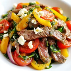 - 450 g Rinderfilet, dünn geschnitten - 2 Esslöffel Olivenöl - 1 rote Paprika, in Streifen geschnitten - 1 gelbe Paprika, in Streifen geschnitten - 1 mittelgroße rote Zwiebel, in Ringe geschnitten - 2 Knoblauchzehen, fein gehackt - 1 Teelöffel getrockneter Oregano - 1 Teelöffel gemahlener Kreuzkümmel - 1 Teelöffel geräuchertes Paprikapulver - 150 g Kirschtomaten, halbiert - 150 g frischer Spinat - Salz und Pfeffer nach Geschmack - 1 Esslöffel Zitronensaft Ich wähle frisches Rinderfilet für einen zarten Biss. Die Paprika bringt Farbe und Süße. Zwiebeln und Knoblauch geben einen kräftigen Geschmack. Die Gewürze wie Oregano und Kreuzkümmel verleihen dem Gericht eine mediterrane Note. - Feta-Käse zum Garnieren (optional) - Frische Kräuter Feta-Käse gibt einen salzigen, cremigen Geschmack. Frische Kräuter wie Petersilie oder Basilikum sorgen für Frische. Diese Zutaten sind nicht notwendig, aber sie machen das Gericht noch leckerer. {{ingredient_image_2}} Zuerst schneiden Sie das Rinderfilet in dünne Stücke. In einer Schüssel würzen Sie das Fleisch mit: - Salz - Pfeffer - 1 Teelöffel Oregano - 1 Teelöffel Kreuzkümmel - 1 Teelöffel geräuchertem Paprikapulver Mischen Sie alles gut. Lassen Sie das Rindfleisch 15 Minuten marinieren. So ziehen die Aromen ein. Nehmen Sie eine große Pfanne oder einen Wok. Erhitzen Sie 2 Esslöffel Olivenöl bei mittelhoher Hitze. Achten Sie darauf, dass das Öl heiß genug ist. So brät das Fleisch schön an. Legen Sie das marinierte Rindfleisch gleichmäßig in die Pfanne. Braten Sie es für 3-4 Minuten. Es sollte außen braun und innen noch rosa sein. Nehmen Sie das Rindfleisch aus der Pfanne und stellen Sie es beiseite. Geben Sie die geschnittene Zwiebel und die Paprika in die Pfanne. Braten Sie sie für etwa 5 Minuten. Sie sollen weich werden. Fügen Sie dann die gehackten Knoblauchzehen und die Kirschtomaten hinzu. Kochen Sie alles für 2-3 Minuten. Der Duft des Knoblauchs ist köstlich. Jetzt kommt das Rindfleisch zurück in die Pfanne. Fügen Sie 150 g frischen Spinat hinzu. Rühren Sie alles gut durch. Lassen Sie es für weitere 2-3 Minuten garen. Der Spinat sollte zusammenfallen. Geben Sie einen Spritzer Zitronensaft über das Gericht. Mischen Sie alles erneut. Schmecken Sie mit Salz und Pfeffer ab. Für die Präsentation geben Sie das Gericht auf eine große, flache Schale. Garnieren Sie es mit Feta-Käse, wenn Sie möchten. Ein frischer Kräuterzweig bringt Farbe ins Spiel. Um das Rindfleisch perfekt zuzubereiten, müssen Sie die Garstufen verstehen. Rindfleisch kann selten, medium oder gut durchgegart sein. Für diesen Wok empfehle ich, das Fleisch medium zu garen. Das gibt Ihnen eine zarte, saftige Textur. Ein häufiger Fehler ist, das Fleisch zu lange zu braten. Lassen Sie es nur 3-4 Minuten braten und nehmen Sie es dann aus der Pfanne. So bleibt es rosa in der Mitte. Jeder hat andere Geschmäcker. Passen Sie die Gewürze nach Ihrer Vorliebe an. Wenn Sie es schärfer mögen, fügen Sie mehr Kreuzkümmel oder Paprika hinzu. Frische Kräuter wie Basilikum oder Petersilie bringen ein tolles Aroma. Diese sollten am Ende hinzugefügt werden, damit sie frisch bleiben. Gutes Zeitmanagement macht das Kochen einfacher. Bereiten Sie alle Zutaten vorher vor. Schneiden Sie das Gemüse und marinieren Sie das Rindfleisch, bevor Sie mit dem Kochen beginnen. Nutzen Sie den Platz auf Ihrem Kochfeld effizient. Das spart Zeit und macht das Kochen stressfreier. Wenn alles bereit ist, können Sie schnell und einfach Ihr Gericht zubereiten. Pro Tipps Fleisch marinieren: Lassen Sie das Rindfleisch mindestens 15 Minuten marinieren, um die Aromen vollständig aufzunehmen. Hitze kontrollieren: Achten Sie darauf, die Pfanne nicht zu überfüllen, damit das Fleisch schön bräunt und nicht dämpft. Frische Kräuter hinzufügen: Fügen Sie am Ende frische Kräuter wie Basilikum oder Petersilie hinzu, um das Gericht zu verfeinern. Gemüse variieren: Experimentieren Sie mit verschiedenen Gemüsesorten wie Zucchini oder Auberginen für zusätzliche Texturen und Geschmäcker. {{image_4}} Für eine vegetarische Variante nutze ich Tofu oder Seitan. Beide sind großartige Proteinquellen. Tofu nimmt die Aromen gut auf. Seitan hat eine fleischähnliche Konsistenz. Du kannst auch verschiedene Gemüsearten verwenden. Brokkoli, Zucchini oder Karotten passen gut. So bleibt das Gericht bunt und schmackhaft. Um die Aromen zu verstärken, füge zusätzliche Gewürze hinzu. Rosmarin und Thymian bringen mehr Tiefe. Oliven und Artischocken geben eine salzige Note. Sie sorgen für mehr Textur und Geschmack. Du kannst auch frische Kräuter wie Petersilie oder Basilikum nutzen. Diese frischen Zutaten machen das Gericht noch lebendiger. Serviere das Gericht mit Reis oder Nudeln. Beides ergänzt die Aromen sehr gut. Du kannst den Reis einfach kochen oder im Dampfgarer zubereiten. Für die Nudeln empfehle ich Spaghetti oder Reisnudeln. Denke daran, die Beilagen gut zu würzen. So harmonieren sie perfekt mit dem Rindfleisch-Wok. Um den mediterranen Rindfleisch-Wok frisch zu halten, benutze einen luftdichten Behälter. So bleibt das Gericht länger gut. Stelle den Behälter in den Kühlschrank. Richtig gelagert, bleibt das Wok-Gericht bis zu drei Tage frisch. Überprüfe immer auf Geruch oder Aussehen, bevor du es isst. Wenn du den Wok für längere Zeit aufbewahren möchtest, friere ihn ein. Teile das Gericht in Portionen auf und lege es in gefriergeeignete Behälter oder Beutel. So kannst du es bis zu drei Monate aufbewahren. Zum Auftauen lege das Gericht einfach in den Kühlschrank für einige Stunden. Du kannst es dann in der Mikrowelle oder in einer Pfanne wieder aufwärmen. Resten vom mediterranen Rindfleisch-Wok sind sehr vielseitig. Du kannst sie in einem Salat oder Wrap verwenden. Eine andere Idee ist, sie in eine Suppe zu geben. So kreierst du neue Gerichte aus den Resten. Sei kreativ und probiere verschiedene Kombinationen aus! Die Zubereitung dauert insgesamt 30 Minuten. Die Vorbereitungszeit beträgt etwa 15 Minuten. In dieser Zeit schneiden Sie das Gemüse und marinieren das Rindfleisch. Die Kochzeit ist schnell und einfach. Sie braten das Fleisch und das Gemüse in einer großen Pfanne oder einem Wok. Ja, Sie können viele andere Gemüsesorten verwenden. Zucchini, Brokkoli oder Karotten passen gut. Auch grüne Bohnen oder Auberginen sind tolle Optionen. Seien Sie kreativ! Passen Sie die Garzeit entsprechend an, da verschiedene Gemüse unterschiedlich lange brauchen. Ein frischer, fruchtiger Weißwein passt gut. Ein Sauvignon Blanc oder ein Pinot Grigio sind gute Optionen. Diese Weine ergänzen die Aromen des Gerichts. Sie können auch einen leichten Rotwein wählen, wie einen Chianti. Du hast nun alle wichtigen Schritte und Tipps, um ein köstliches mediterranes Rindfleisch-Gericht zuzubereiten. Wir haben die besten Zutaten, Optionen, Variationen, und Aufbewahrungshinweise behandelt. Denke daran, mit Gewürzen zu experimentieren und deinen persönlichen Geschmack zu finden. Ob du das Gericht frisch genießen oder für später aufbewahren möchtest, du hast jetzt die Tools dafür. Kochen kann Spaß machen und auch einfach sein. Viel Freude beim Ausprobieren deiner neuen Rezepte!