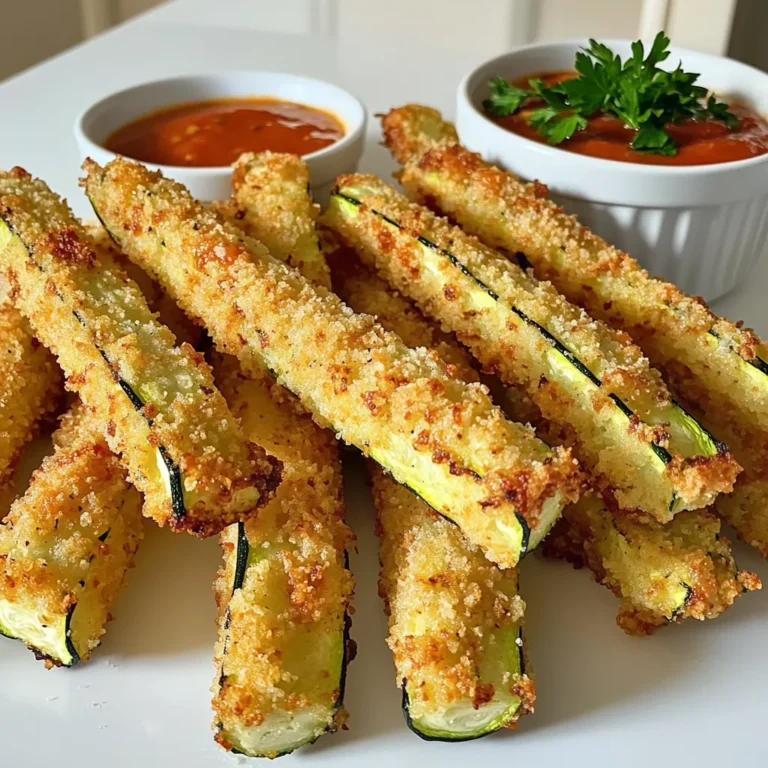 Für diese leckeren Zucchini-Pommes brauchst du: - 2 mittlere Zucchini - 120 g Weizenmehl - 2 große Eier - 100 g Panko-Brösel - 50 g frisch geriebener Parmesan Diese Zutaten sind die Basis für knusprige und schmackhafte Pommes. Zucchini bringt eine frische Note und die Eier helfen, die Panade zu binden. Um den Pommes Geschmack zu verleihen, benötigen wir: - 1 Teelöffel Knoblauchpulver - 1 Teelöffel Zwiebelpulver - 1/2 Teelöffel geräuchertes Paprikapulver - Salz und Pfeffer nach Geschmack - Olivenölspray Die Gewürze fügen Tiefe hinzu. Das geräucherte Paprikapulver bringt eine rauchige Note, die den Zucchini-Pommes Leben einhaucht. Für die Zubereitung benötigst du: - 3 flache Schalen für die Panierstation - Ein Küchentuch zum Trocknen der Zucchini - Eine Heißluftfritteuse zum Kochen Diese Utensilien helfen dir, die Zucchini richtig vorzubereiten. Eine Heißluftfritteuse sorgt für eine knusprige Textur ohne viel Öl. Zuerst wasche die Zucchini gründlich. Schneide sie dann in Sticks. Die Sticks sollten etwa 0,5 bis 1,5 cm dick sein. Das macht das Frittieren gleichmäßiger. Tupfe die Zucchini-Sticks mit einem Küchentuch trocken. Das entfernt überschüssige Feuchtigkeit. So bleibt die Panade besser haften. Jetzt richte deine Panierstation ein. Du benötigst drei flache Schalen. In die erste Schale gib das Weizenmehl. In die zweite Schale kommen die zwei geschlagenen Eier. In die dritte Schale mische die Panko-Brösel, den frisch geriebenen Parmesan, das Knoblauchpulver, das Zwiebelpulver, das geräucherte Paprikapulver sowie Salz und Pfeffer. Diese Mischung macht die Pommes würzig und lecker. Heize die Heißluftfritteuse auf 200°C vor. Das dauert etwa 5 Minuten. Tauche jeden Zucchinistick zuerst in das Mehl. Schüttle das überschüssige Mehl ab. Tauche dann den Stick in die geschlagenen Eier. Wälze ihn schließlich in der Bröselmischung. Drücke sanft, damit die Panade gut haftet. Lege die panierten Zucchini-Pommes in einer einzigen Schicht in den Korb. Sprühe sie leicht mit Olivenöl ein. Gare die Pommes für 10 bis 12 Minuten. Wende sie zur Hälfte der Garzeit. So werden sie gleichmäßig goldbraun und knusprig. Nimm die Zucchini-Pommes heraus und lasse sie eine Minute abkühlen, bevor du sie servierst. Um die besten Zucchini-Pommes zu machen, achte auf die Zucchini. Wähle frische, feste Zucchini. Schneide sie gleichmäßig in Sticks. Das hilft beim gleichmäßigen Garen. Tupfe die Zucchini gut trocken. Feuchtigkeit kann die Knusprigkeit ruinieren. Verwende auch frisch geriebenen Parmesan. Er schmilzt besser und gibt mehr Geschmack. Ein häufiger Fehler ist, die Zucchini-Pommes zu überladen. Lege sie in einer einzigen Schicht in die Heißluftfritteuse. Wenn du sie stapelst, garen sie nicht gleichmäßig. Achte darauf, die Garzeit nicht zu überschreiten. Zu langes Garen macht sie weich. Wende die Pommes zur Hälfte der Zeit, um gleichmäßige Bräunung zu erreichen. Du kannst die Gewürze nach deinem Geschmack anpassen. Füge mehr Knoblauchpulver hinzu für einen intensiveren Geschmack. Experimentiere auch mit anderen Käsesorten. Mozzarella oder Cheddar können tolle Alternativen sein. Wenn du es scharf magst, füge etwas Cayennepfeffer hinzu. Sei kreativ und finde deine perfekte Mischung! {{image_4}} Käse macht alles besser. Du kannst verschiedene Käsesorten für deinen Zucchini Fries verwenden. Anstelle von Parmesan kannst du Mozzarella nehmen. Dieser Käse schmilzt gut und sorgt für einen tollen Geschmack. Alternativ probiere Cheddar für mehr Würze. Für einen intensiven Geschmack ist Pecorino eine gute Wahl. Misch Käse für noch mehr Vielfalt. Zucchini ist lecker, aber du kannst auch andere Gemüse hinzufügen. Karotten sind süß und knusprig. Sie passen gut zur Panade. Auch Auberginen kannst du in Sticks schneiden. Sie haben eine besondere Konsistenz. Brokkoli-Röschen funktionieren ebenfalls. Sie bringen Farbe und Nährstoffe in dein Gericht. Experimentiere mit Gemüse, das du magst. Wenn du es scharf magst, füge Cayennepfeffer oder Chili-Flocken hinzu. Mische diese Gewürze in die Panade. So erhältst du einen scharfen Kick. Auch eine BBQ-Gewürzmischung kann interessant sein. Sie gibt den Pommes einen rauchigen Geschmack. Probiere verschiedene Gewürze, um deinen eigenen Stil zu finden. Um die übrig gebliebenen Pommes frisch zu halten, lege sie in einen luftdichten Behälter. Verwende ein Küchenpapier, um Feuchtigkeit zu absorbieren. So bleiben sie länger knusprig. Stelle den Behälter in den Kühlschrank. Die Pommes bleiben bis zu drei Tage frisch. Wenn du die Pommes wieder aufwärmen möchtest, benutze die Heißluftfritteuse. Stelle die Temperatur auf 180°C (350°F) ein. Gare die Pommes für etwa 5 bis 7 Minuten. So werden sie wieder knusprig. Du kannst auch eine Pfanne verwenden, aber die Heißluftfritteuse ist am besten. Im Kühlschrank halten sich die Pommes drei Tage. Wenn du sie länger aufbewahren willst, friere sie ein. Lege die Pommes in einen Gefrierbeutel. Achte darauf, die Luft herauszudrücken. Im Gefrierfach bleiben sie bis zu zwei Monate frisch. So hast du immer einen Snack bereit! Die gesamte Zubereitungszeit beträgt etwa 30 Minuten. Die Vorbereitung dauert ungefähr 15 Minuten. Du bereitest die Zucchini vor, während die Heißluftfritteuse vorheizt. Die Garzeit für die Pommes liegt bei 10 bis 12 Minuten. Wende sie nach der Hälfte der Zeit für eine gleichmäßige Bräunung. Ja, du kannst andere Brösel verwenden, aber das Ergebnis kann anders sein. Panko-Brösel machen die Pommes sehr knusprig. Du könntest normale Semmelbrösel oder sogar gemahlene Nüsse ausprobieren. Experimentiere mit verschiedenen Bröseln, um deinen eigenen Geschmack zu finden. Die Zucchini-Pommes sind nicht glutenfrei, wenn du Weizenmehl verwendest. Um sie glutenfrei zu machen, kannst du glutenfreies Mehl verwenden. Achte darauf, dass die Panko-Brösel auch glutenfrei sind. So kannst du diese köstlichen Pommes ohne Bedenken genießen. Dieses Rezept für Parmesan-Zucchini-Pommes ist einfach und lecker. Du hast gelernt, die Hauptzutaten und Gewürze optimal zu nutzen. Die Schritt-für-Schritt-Anleitung macht das Kochen klar und leicht verständlich. Ich habe dir Tipps gegeben, um Fehler zu vermeiden und das Ergebnis zu verbessern. Denk daran, dass du die Pommes nach deinem Geschmack anpassen kannst. Schließlich sind die Lagerungshinweise wichtig, um die Pommes frisch zu halten. Viel Spaß beim Ausprobieren und Genießen deiner köstlichen Zucchini-Pommes!