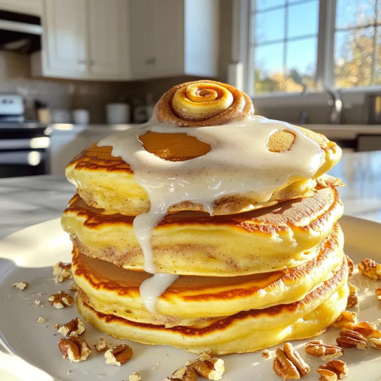 Für die Pfannkuchen brauchst du folgende Hauptzutaten: - 1 Tasse Weizenmehl - 2 Esslöffel Zucker - 2 Teelöffel Backpulver - 1/2 Teelöffel Natron - 1/4 Teelöffel Salz - 1 Tasse Buttermilch - 1 großes Ei - 2 Esslöffel ungesalzene Butter, geschmolzen - 1 Teelöffel Vanilleextrakt Diese Zutaten geben den Pfannkuchen die richtige Textur und den tollen Geschmack. Für die leckeren Zimt-Swirls benötigst du: - 1/4 Tasse brauner Zucker, fest gepackt - 1 Esslöffel gemahlener Zimt - 2 Esslöffel ungesalzene Butter, weich Diese Mischung sorgt für den klassischen Zimtgeschmack, den wir alle lieben. Um die Pfannkuchen abzurunden, brauchst du für die Glasur: - 113 g Frischkäse, weich - 1/2 Tasse Puderzucker - 1 Esslöffel Milch - 1 Teelöffel Vanilleextrakt Diese Glasur macht die Pfannkuchen besonders cremig und süß. Um die Zimt-Swirls zu machen, nehmen Sie eine kleine Schüssel. Vermischen Sie dort den braunen Zucker und den Zimt gut. Fügen Sie die weiche Butter hinzu. Rühren Sie, bis Sie eine glatte Paste haben. Füllen Sie diese Mischung in einen kleinen Spritzbeutel oder einen Zip-Top-Beutel. Verschließen Sie den Beutel und legen Sie ihn beiseite. Jetzt machen wir den Pfannkuchenteig. Nehmen Sie eine große Schüssel. Mischen Sie das Weizenmehl, den Zucker, das Backpulver, das Natron und das Salz gut. In einer anderen Schüssel vermengen Sie die Buttermilch, das Ei, die geschmolzene Butter und den Vanilleextrakt. Gießen Sie die feuchten Zutaten in die trockenen Zutaten. Rühren Sie alles vorsichtig, bis es gerade so vermischt ist. Achten Sie darauf, nicht zu viel zu rühren. Heizen Sie eine beschichtete Pfanne oder einen Grill bei mittlerer Hitze vor. Fetten Sie sie leicht mit Kochspray oder Butter ein. Dies sorgt dafür, dass die Pfannkuchen nicht kleben bleiben. Gießen Sie 1/4 Tasse des Pfannkuchenteigs in die Pfanne. Sofort spritzen Sie eine kreative Spirale der Zimt-Swirl-Mischung darüber. Backen Sie, bis sich Blasen auf der Oberfläche bilden, etwa 2-3 Minuten. Wenden Sie die Pfannkuchen und backen Sie sie weitere 1-2 Minuten, bis sie goldbraun sind. Für die Glasur nehmen Sie eine Schüssel. Vermischen Sie den weichen Frischkäse, Puderzucker, Milch und Vanilleextrakt gut. Rühren Sie mit einem Schneebesen, bis die Mischung glatt und gut gießbar ist. Wenn die Glasur zu dick ist, fügen Sie etwas mehr Milch hinzu. Stapeln Sie die Pfannkuchen auf einem Teller. Träufeln Sie die Frischkäse-Glasur darüber. Bestreuen Sie die Pfannkuchen nach Belieben mit zusätzlichem Zimt. Für mehr Crunch können Sie gehackte Pekannüsse oder Walnüsse hinzufügen. Frische Früchte sorgen für eine schöne Farbe und Frische. Um perfekte Pfannkuchen zu backen, sollten Sie einige Dinge beachten. Mischen Sie die Zutaten nicht zu lange. Rühren Sie nur so lange, bis alles vermischt ist. Klumpen sind okay. Lassen Sie den Teig nach dem Mischen kurz ruhen. Dies hilft, die Pfannkuchen fluffiger zu machen. Heizen Sie die Pfanne gut vor. Die richtige Temperatur ist wichtig. Ein Tropfen Wasser sollte in der Pfanne zischen. Verwenden Sie eine halbe Tasse Teig pro Pfannkuchen. So erhalten Sie eine schöne Größe. Spritzen Sie gleich nach dem Eingießen die Zimt-Swirl-Mischung darauf. So bleibt die Form gut. Buttermilch ist wichtig für den Geschmack und die Textur der Pfannkuchen. Wenn Sie keine Buttermilch haben, gibt es einfache Alternativen. Mischen Sie einfach 1 Tasse Milch mit 1 Esslöffel Essig oder Zitronensaft. Lassen Sie die Mischung 5 Minuten stehen. So erhalten Sie eine ähnliche Säure wie in der Buttermilch. Eine andere Option ist Joghurt. Verdünnen Sie Joghurt mit etwas Wasser oder Milch. So erreichen Sie die richtige Konsistenz. Diese Alternativen geben Ihnen immer noch leckere Pfannkuchen. Zimt-Swirls sind das Herzstück dieser Pfannkuchen. Sie können sie aber auch variieren. Fügen Sie Nüsse oder Schokoladenstückchen hinzu. Diese geben einen zusätzlichen Crunch und Geschmack. Anstelle von Zimt können Sie auch Muskatnuss oder Kakaopulver verwenden. Experimentieren Sie mit verschiedenen Zutaten. Ihre Pfannkuchen werden immer spannend und neu sein. Lassen Sie Ihrer Kreativität freien Lauf! {{image_4}} Gesunde Alternativen machen die Zimtschnecken-Pfannkuchen nahrhaft. Verwende Vollkornmehl statt Weizenmehl. Das steigert den Ballaststoffgehalt. Du kannst auch Honig oder Ahornsirup anstelle von Zucker nutzen. So bleibt der Geschmack süß und gesund. Füge zerkleinerte Nüsse oder Samen hinzu für extra Crunch. Diese Variationen sind einfach und lecker. Eine vegane Version der Pfannkuchen ist leicht zu machen. Ersetze die Buttermilch durch Mandel- oder Hafermilch. Verwende einen Leinsamen-Ei-Ersatz. Mische einen Esslöffel Leinsamen mit drei Esslöffeln Wasser. Lass es kurz quellen. Das gibt deinem Teig die nötige Bindung. Auch die Butter kannst du mit Kokosöl ersetzen. So hast du köstliche vegane Pfannkuchen. Zimt-Rosinen-Pfannkuchen bringen eine neue Note. Füge eine halbe Tasse Rosinen zum Teig hinzu. Das macht die Pfannkuchen süßer und fruchtiger. Du kannst auch die Zimtswirls anpassen. Mische die Rosinen direkt in die Zimt-Swirl-Mischung. So bekommt jeder Biss eine Überraschung. Diese kleinen Änderungen machen viel aus und bringen Freude. Zimtschnecken-Pfannkuchen bleiben frisch, wenn Sie sie richtig lagern. Lassen Sie die Pfannkuchen zuerst auf Zimmertemperatur abkühlen. Dann legen Sie sie in einen luftdichten Behälter. Stellen Sie sicher, dass die Pfannkuchen übereinander liegen. Trennen Sie sie mit Backpapier, damit sie nicht zusammenkleben. So bleiben sie weich und lecker. Wenn Sie mehr Pfannkuchen machen, können Sie sie auch einfrieren. Legen Sie die abgekühlten Pfannkuchen in Stapeln von zwei oder drei zusammen. Wickeln Sie jeden Stapel in Frischhaltefolie. Legen Sie die eingewickelten Stapel in einen gefrierfesten Beutel. So halten sie bis zu zwei Monate. Beschriften Sie den Beutel mit dem Datum, damit Sie wissen, wann Sie sie gemacht haben. Um die gefrorenen Pfannkuchen aufzuwärmen, nehmen Sie sie aus dem Gefrierfach. Lassen Sie sie im Kühlschrank über Nacht auftauen. Alternativ können Sie die Pfannkuchen auch direkt in die Mikrowelle legen. Wärmen Sie sie für 30 Sekunden auf, dann prüfen Sie, ob sie warm sind. Bei Bedarf können Sie weitere 10 Sekunden hinzufügen. So bleiben sie flauschig und lecker. Um fluffige Pfannkuchen zu machen, mischen Sie die Zutaten sanft. Übermixen Sie den Teig nicht. Lassen Sie ihn auch etwas ruhen, damit die Luftblasen sich bilden können. Achten Sie darauf, frische Backpulver und Natron zu verwenden. Diese Zutaten helfen, die Pfannkuchen gut aufgehen zu lassen. Ja, die Glasur kann weggelassen werden. Die Pfannkuchen schmecken auch ohne sie gut. Sie können sie mit Honig oder Ahornsirup servieren. Wenn Sie eine leichtere Option suchen, probieren Sie frische Früchte als Topping. Diese geben einen frischen Geschmack und passen gut zu den Zimtschnecken-Pfannkuchen. Die Zimtschnecken-Pfannkuchen bleiben im Kühlschrank etwa 3 bis 4 Tage frisch. Stellen Sie sicher, dass Sie sie in einem luftdichten Behälter aufbewahren. Wenn Sie die Pfannkuchen länger aufbewahren möchten, frieren Sie sie ein. So bleiben sie bis zu 2 Monate haltbar. Verschiedene Toppings machen die Pfannkuchen noch besser. Hier sind einige Vorschläge: - Gehackte Nüsse wie Pekannüsse oder Walnüsse - Frische Beeren wie Himbeeren oder Erdbeeren - Kokosraspeln für einen tropischen Geschmack - Schokoladenstückchen für eine süße Note Mit diesen Toppings können Sie Ihre Zimtschnecken-Pfannkuchen ganz nach Ihrem Geschmack anpassen! Pfannkuchen sind einfach und lecker. Du hast gelernt, was du für perfekte Zimt-Swirls brauchst, und wie du den Teig zubereitest. Wir haben Tipps geteilt, um sie fluffig zu machen und gesunde Alternativen zu entdecken. Vergiss nicht die Lagerung: so bleibt alles frisch. Sei kreativ mit Toppings und Variationen! Ich hoffe, du bist bereit, deine Pfannkuchen neu zu genießen. Schmeiß die Pfanne an und lass es dir schmecken!