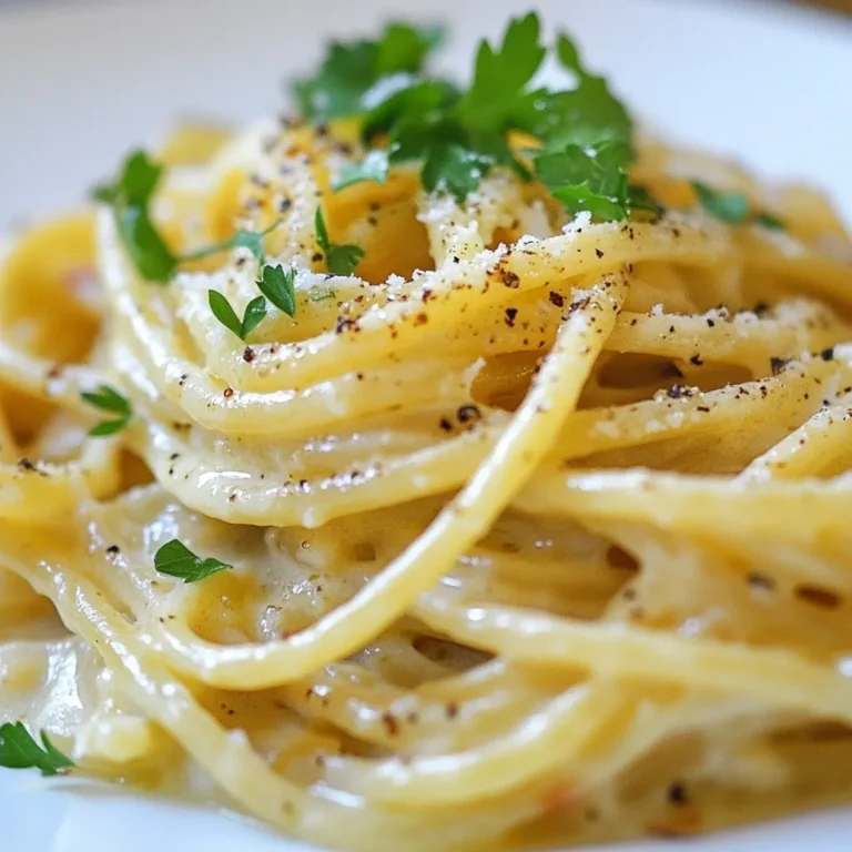 Für ein authentisches Spaghetti alla Gricia Rezept benötigst du folgende Zutaten: - 400g Spaghetti - 150g Guanciale (oder Pancetta, falls nicht verfügbar), gewürfelt - 100g Pecorino Romano Käse, gerieben - Frisch gemahlener schwarzer Pfeffer - Salz (für das Nudelwasser) - Optional: Frische Petersilie zur Garnitur Diese Zutaten sind einfach, aber sie bringen viel Geschmack. Die Pasta ist der Hauptbestandteil. Guanciale gibt der Sauce eine tiefe, würzige Note. Pecorino Romano fügt eine salzige, cremige Textur hinzu. Die Qualität deiner Zutaten macht einen großen Unterschied. Achte darauf, frische und hochwertige Produkte zu wählen. - Spaghetti: Wähle Hartweizennudeln. Diese halten die Sauce besser. - Guanciale: Achte darauf, dass es aus Schweinebacke kommt. Das gibt den besten Geschmack. - Pecorino Romano: Frisch gerieben ist am besten. Er hat mehr Aroma als bereits verpackter Käse. Vermeide verarbeitete Produkte, wenn du kannst. Sie enthalten oft Zusatzstoffe, die den Geschmack mindern. Beim Kauf von Guanciale solltest du auf die Farbe achten. Sie sollte rosig sein mit einem weißen Fettanteil. Der Geruch sollte frisch und fleischig sein. Wenn du keinen Guanciale findest, kannst du Pancetta verwenden, aber der Geschmack wird anders sein. Für Pecorino Romano gilt: Kaufe ihn in einem Stück und reibe ihn selbst. So bleibt der Geschmack intensiv. Probiere auch, ihn in verschiedenen Reifegraden zu finden. Jüngerer Käse ist milder, während gereifter Käse kräftiger schmeckt. {{ingredient_image_2}} Setze einen großen Topf mit gesalzenem Wasser auf den Herd. Bring das Wasser zum Kochen. Füge die 400g Spaghetti hinzu, wenn das Wasser kocht. Koche die Pasta nach den Anweisungen auf der Verpackung, bis sie al dente sind. Dies dauert normalerweise etwa 8 bis 10 Minuten. Während die Pasta kocht, erhitze eine große Pfanne bei mittlerer Hitze. Nimm 150g gewürfelten Guanciale und füge ihn in die Pfanne hinzu. Brate den Guanciale etwa 4 bis 5 Minuten lang an. Achte darauf, dass er knusprig und goldbraun wird. Das Fett sollte flüssig, aber nicht verbrannt sein. Wenn die Pasta al dente ist, reserviere eine Tasse vom Nudelwasser. Lass die Spaghetti abtropfen, aber spüle sie nicht ab. Gib die abgetropften Spaghetti direkt in die Pfanne mit dem Guanciale. Vermenge alles gut, sodass die Pasta im aromatischen Fett schwimmt. Nimm die Pfanne vom Herd. Streue 100g geriebenen Pecorino Romano Käse und frisch gemahlenen schwarzen Pfeffer darüber. Rühre kräftig um und füge nach und nach etwas vom reservierten Nudelwasser hinzu. Das Wasser hilft, eine cremige Sauce zu bilden, die an der Pasta haftet. Probiere das Gericht und füge nach Geschmack mehr Käse oder Pfeffer hinzu. Serviere die Pasta sofort. Garniere sie mit extra Pecorino Romano, schwarzem Pfeffer und etwas frischer Petersilie, wenn du möchtest. Um die perfekte Textur der Pasta zu erreichen, gibt es einige einfache Regeln. Koche die Spaghetti in reichlich gesalzenem Wasser. Das Wasser sollte wie das Meer schmecken. Achte darauf, die Pasta nur bis al dente zu kochen. Sie sollte einen leichten Biss haben. Wenn du die Spaghetti abgießt, spüle sie nicht ab. Das entfernt die Stärke, die die Sauce bindet. Verwende etwas vom Nudelwasser, um die Sauce cremig zu machen. Ein häufiger Fehler ist, die Pasta zu lange zu kochen. So wird sie matschig. Achte darauf, die Guanciale nicht zu verbrennen. Sie sollte knusprig, aber nicht schwarz sein. Ein weiterer Fehler ist, zu viel Käse auf einmal hinzuzufügen. Füge den Käse nach und nach hinzu, damit die Sauce gut bindet. Wenn die Mischung zu trocken ist, verwende mehr Nudelwasser. Du kannst Spaghetti alla Gricia leicht anpassen. Füge etwas Knoblauch für mehr Geschmack hinzu. Eine Prise rote Paprika sorgt für eine leichte Schärfe. Wenn du Vegetarier bist, ersetze Guanciale durch geräucherte Auberginen. Das gibt einen tollen Geschmack. Frische Kräuter wie Basilikum oder Thymian können auch das Gericht aufpeppen. Experimentiere mit verschiedenen Käsesorten, um deine eigene Note zu finden. Pro Tipps Qualität der Zutaten: Verwenden Sie hochwertige Guanciale und Pecorino Romano, um den besten Geschmack zu erzielen. Richtiges Nudelwasser: Das Wasser für die Pasta sollte gut gesalzen sein, um den Nudeln zusätzlichen Geschmack zu verleihen. Die richtige Konsistenz: Seien Sie vorsichtig mit dem Nudelwasser; fügen Sie nur so viel hinzu, bis die Sauce cremig wird, ohne zu flüssig zu sein. Frisch gemahlener Pfeffer: Verwenden Sie frisch gemahlenen schwarzen Pfeffer für das beste Aroma und einen intensiveren Geschmack. {{image_4}} Wenn Sie Guanciale nicht finden, verwenden Sie Pancetta. Beide haben einen tollen Geschmack. Pecorino Romano ist der beste Käse, aber Parmesan geht auch. Frisch gemahlener schwarzer Pfeffer ist wichtig für den Geschmack. Wenn Sie eine milde Note mögen, nutzen Sie weißen Pfeffer. Für eine vegetarische Option können Sie die Speckalternativen mit geräuchertem Paprika ersetzen. Olivenöl verleiht der Sauce auch einen guten Geschmack, wenn Sie kein Fleisch wollen. Spaghetti alla Gricia stammt aus der Region Latium. Diese Region hat viele leckere Rezepte. In Rom, wo das Gericht beliebt ist, benutzen die Leute oft mehr Pecorino. In anderen Teilen Italiens können die Zutaten variieren. In einigen Regionen fügen sie Zwiebeln oder Knoblauch hinzu, um mehr Geschmack zu bekommen. Manchmal kommen auch frische Kräuter dazu, die dem Gericht eine besondere Note geben. Spaghetti alla Gricia passt gut zu einem einfachen grünen Salat. Ein Salat mit Rucola und Kirschtomaten ist sehr frisch und lecker. Auch ein gutes Stück Brot ist eine tolle Beilage. Es hilft, die köstliche Sauce aufzunehmen. Wenn Sie ein Getränk dazu mögen, probieren Sie Weißwein oder sprudelndes Wasser. Diese Getränke ergänzen den reichen Geschmack der Pasta. Um Reste von Spaghetti alla Gricia richtig zu lagern, folge diesen einfachen Schritten: - Lasse die Pasta auf Raumtemperatur abkühlen. - Fülle die Spaghetti in einen luftdichten Behälter. - Trenne die Sauce und die Pasta, wenn möglich. Das verhindert, dass die Pasta matschig wird. - Wenn du Petersilie oder Käse hinzugefügt hast, entferne diese, bevor du lagerst. Das Aufwärmen von Spaghetti alla Gricia ist einfach und schnell: - Erhitze eine Pfanne bei mittlerer Hitze. - Füge die Reste der Pasta hinzu. - Gib einen kleinen Schuss Wasser oder Brühe dazu, um die Pasta feucht zu halten. - Rühre die Pasta sanft um, bis sie durchwärmt ist. - Du kannst auch etwas frischen Pecorino und Pfeffer hinzufügen, um den Geschmack aufzufrischen. Die Haltbarkeit dieser Pasta variiert: - Im Kühlschrank hält sich die Pasta bis zu 3 Tage. - Du kannst die Reste auch einfrieren. Achte darauf, eine luftdichte Verpackung zu verwenden. - Im Gefrierfach bleibt die Pasta bis zu 2 Monate frisch. - Zum Auftauen, lasse die Pasta über Nacht im Kühlschrank oder erhitze sie direkt in der Pfanne. Spaghetti alla Gricia ist eine einfache und klassische römische Pasta. Der Hauptunterschied ist die Sauce. Diese Sauce besteht nur aus Guanciale, Pecorino Romano und Pfeffer. Andere Pasta-Gerichte, wie Carbonara oder Amatriciana, enthalten Eier oder Tomaten. Gricia hat keine zusätzlichen Zutaten. Das macht sie besonders und schmackhaft. Ja, du kannst das Rezept vegetarisch machen. Ersetze den Guanciale durch eine Kombination aus geräuchertem Tofu und Olivenöl. Das gibt einen ähnlichen Geschmack. Du kannst auch geräucherte Paprika verwenden, um mehr Tiefe zu schaffen. Der Pecorino Romano bleibt, um die cremige Sauce zu erhalten. Guanciale ist in italienischen Feinkostläden erhältlich. Du kannst auch online nachsehen. Alternativ findest du Pancetta in vielen Supermärkten. Achte darauf, dass es gut gewürzt ist. Das gibt deinem Gericht den richtigen Geschmack. Spaghetti alla Gricia ist einfach und vielseitig. Wir haben die Hauptzutaten besprochen und wichtige Tipps gegeben. Hochwertige Zutaten wie Guanciale und Pecorino Romano machen einen großen Unterschied. Die Schritt-für-Schritt-Anleitung hilft dir, das Gericht perfekt zuzubereiten. Denk auch an persönliche Variationen, um es ganz nach deinem Geschmack anzupassen. Die richtigen Lagerungstipps sorgen dafür, dass Reste frisch bleiben. Mit diesem Wissen kannst du immer wieder leckere Spaghetti alla Gricia genießen. Viel Spaß beim Kochen!