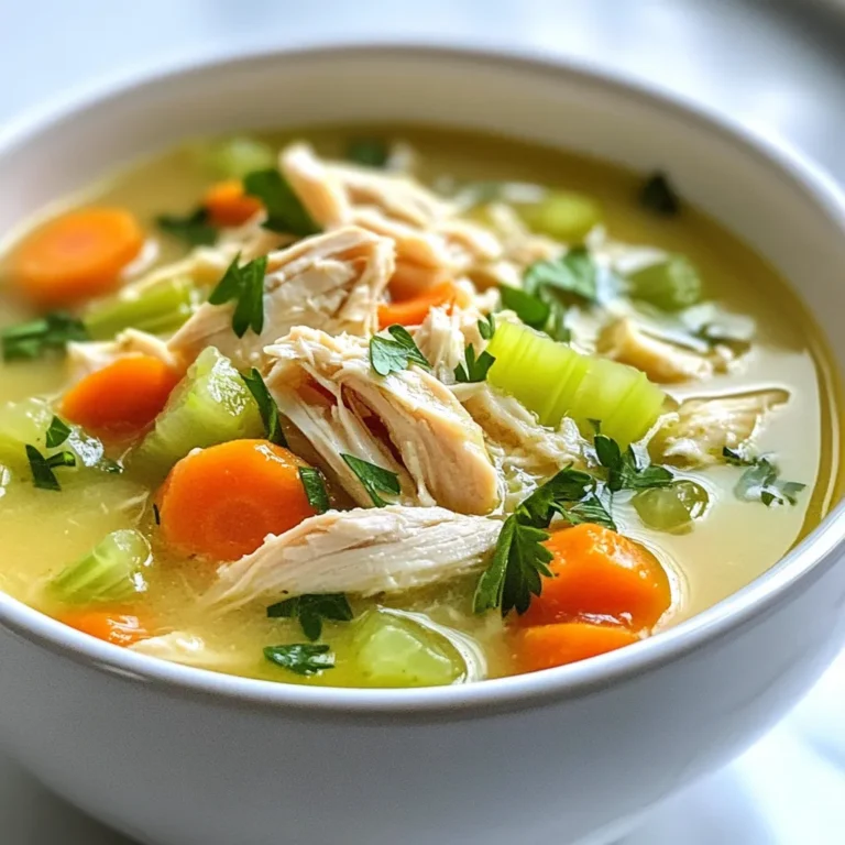 Die Hüttenkäse-Hühnchensuppe ist einfach und lecker. Hier sind die Hauptzutaten: - 2 Tassen gekochtes Hühnchen, zerkleinert - 1 Tasse Hüttenkäse - 4 Tassen Hühnerbrühe - 1 Tasse Karotten, gewürfelt - 1 Tasse Sellerie, gewürfelt - 1 mittelgroße Zwiebel, gehackt - 2 Knoblauchzehen, fein gehackt Diese Zutaten machen die Suppe nahrhaft. Das Hühnchen liefert Protein. Hüttenkäse sorgt für Cremigkeit und Geschmack. Gemüse bringt Farbe und Vitamine. Um den Geschmack zu verbessern, verwende diese Gewürze: - 1 Teelöffel getrockneter Thymian - 1 Teelöffel getrockneter Basilikum - Salz und Pfeffer nach Geschmack Diese Gewürze fügen Tiefe hinzu. Thymian hat einen herzhaften Geschmack. Basilikum bringt Frische in die Suppe. Die Garnitur macht die Suppe noch schöner. Verwende frische Petersilie, gehackt. Damit sieht die Suppe appetitlich aus. Außerdem kannst du etwas frisches Brot dazu servieren. Das macht die Mahlzeit vollwertig und sättigend. {{ingredient_image_2}} Zuerst musst du alle Zutaten bereitstellen. Du brauchst: - 2 Tassen gekochtes Hühnchen, zerkleinert - 1 Tasse Hüttenkäse - 4 Tassen Hühnerbrühe - 1 Tasse Karotten, gewürfelt - 1 Tasse Sellerie, gewürfelt - 1 mittelgroße Zwiebel, gehackt - 2 Knoblauchzehen, fein gehackt - 1 Teelöffel getrockneter Thymian - 1 Teelöffel getrockneter Basilikum - Salz und Pfeffer nach Geschmack - 2 Esslöffel Olivenöl - Frische Petersilie, gehackt (zum Garnieren) Sorge dafür, dass alles frisch ist. Dies macht deine Suppe noch besser. Beginne, indem du das Olivenöl in einem großen Topf bei mittlerer Hitze erhitzt. Füge die gehackte Zwiebel und den Knoblauch hinzu. Brate sie an, bis die Zwiebel glasig wird (ca. 3-4 Minuten). Jetzt kommen die gewürfelten Karotten und der Sellerie in den Topf. Rühre alles gelegentlich um und koche es weitere 5 Minuten. Die Zutaten sollten anfangen, weich zu werden. Gieße die Hühnerbrühe in den Topf und bringe die Mischung sanft zum Kochen. Reduziere die Hitze auf niedrig. Füge nun das zerkleinerte Hühnchen sowie den getrockneten Thymian und Basilikum hinzu. Lass es 10-15 Minuten köcheln. So verbinden sich die Aromen gut. Rühre den Hüttenkäse ein. Mische ihn, bis er gut eingearbeitet ist und leicht in die Suppe schmilzt. Schmecke die Suppe mit Salz und Pfeffer ab. Passe die Würze nach deinem Geschmack an. Lass die Suppe weitere 5 Minuten köcheln, bevor du sie vom Herd nimmst. Serviere sie heiß, garniert mit frischer Petersilie. Um die perfekte Konsistenz zu erreichen, achte auf die Menge an Hühnerbrühe. Zu viel Brühe macht die Suppe dünn. Zu wenig Brühe kann die Suppe dick machen. Wenn du eine dickere Suppe möchtest, kannst du mehr Hüttenkäse hinzufügen. Für eine dünnere Suppe, füge einfach mehr Hühnerbrühe hinzu. Gerne kannst du die Suppe auch pürieren, wenn du eine cremige Textur magst. Achte darauf, sie nach dem Pürieren wieder zu erhitzen. Ein häufiger Fehler ist, die Zwiebel und den Knoblauch zu lange zu braten. Sie sollten nur glasig werden, nicht braun. Achte darauf, die Hitze nicht zu hoch zu stellen. Ein weiterer Fehler ist, das Hühnchen zu früh hinzuzufügen. Es sollte erst nach dem Gemüse und der Brühe kommen, damit es zart bleibt. Wenn du die Gewürze nicht richtig abwäschst, kann die Suppe zu salzig oder zu stark im Geschmack werden. Frische Zutaten bringen den besten Geschmack. Verwende frische Karotten und Sellerie, wenn möglich. Wenn du gefrorenes Gemüse nutzt, achte darauf, dass es ungewürzt ist. Das hilft, die Kontrolle über den Geschmack zu behalten. Gefrorenes Hühnchen kann auch praktisch sein. Achte aber darauf, es gut zu kochen, um die Sicherheit zu gewährleisten. Um die Suppe dicker zu machen, füge mehr Hüttenkäse hinzu oder püriere einen Teil der Suppe. Das gibt ihr eine cremige Textur. Wenn du sie dünner magst, gib mehr Hühnerbrühe hinzu. Lass die Suppe nach dem Hinzufügen etwas köcheln, damit die Aromen gut durchziehen. Achte darauf, die Konsistenz nach deinem Geschmack zu testen, bevor du sie servierst. Pro Tipps Hühnchen vorbereiten: Verwende übrig gebliebenes Hühnchen oder rotisserie Hühnchen, um Zeit bei der Zubereitung zu sparen. Frische Kräuter: Frische Kräuter wie Thymian oder Basilikum können der Suppe ein intensiveres Aroma verleihen. Hüttenkäse einrühren: Rühre den Hüttenkäse kurz vor dem Servieren ein, damit er nicht zu stark schmilzt und die Suppe cremig bleibt. Gemüseschneiden: Schneide das Gemüse gleichmäßig, damit es gleichmäßig gart und eine angenehme Textur in der Suppe entsteht. {{image_4}} Wenn du eine vegetarische oder vegane Variante der Hüttenkäse-Hühnchensuppe machen möchtest, gibt es viele tolle Optionen. Ersetze das Hühnchen durch gekochte Kichererbsen oder Linsen. Diese geben der Suppe viel Protein. Für den Hüttenkäse kannst du eine pflanzliche Alternative verwenden, wie z.B. Cashew- oder Sojaquark. Das macht die Suppe cremig und lecker. Du kannst auch mehr Gemüse wie Brokkoli oder Spinat hinzufügen, um den Nährwert zu erhöhen. Diese Optionen sind einfach und machen die Suppe wunderbar sättigend. Um deine Hüttenkäse-Hühnchensuppe noch schmackhafter zu machen, füge einige spezielle Zutaten hinzu. Geröstete Nüsse wie Mandeln oder Walnüsse bringen einen tollen Crunch. Ein Spritzer Zitrone am Ende gibt der Suppe eine frische Note. Für einen würzigen Kick sind frische Chilis oder Paprika ideal. Du kannst auch einige geriebene Käsesorten hinzufügen, wie Parmesan oder Cheddar, um die Suppe noch reichhaltiger zu machen. Diese kleinen Extras machen einen großen Unterschied im Geschmack. Die Hüttenkäse-Hühnchensuppe lässt sich super anpassen. Probiere verschiedene Gemüsesorten aus, die du magst. Zucchini, grüne Bohnen oder sogar Blumenkohl sind tolle Ergänzungen. Sie bringen Farbe und Textur in die Suppe. Wenn du saisonales Gemüse verwendest, wird die Suppe noch frischer. Du kannst auch gefrorenes Gemüse nutzen, wenn du keinen frischen Vorrat hast. Es ist einfach und spart Zeit. Experimentiere mit verschiedenen Kombinationen, um dein perfektes Rezept zu finden. Um die Hüttenkäse-Hühnchensuppe richtig zu lagern, stelle sicher, dass sie vollständig abgekühlt ist. Fülle die Suppe in einen luftdichten Behälter. Verwende am besten Glas oder BPA-freie Kunststoffbehälter. Achte darauf, dass der Deckel fest sitzt. So bleibt die Suppe frisch und schmackhaft. Wenn du die Suppe aufwärmen möchtest, gibt es einige einfache Schritte. Gib die Suppe in einen Topf und erhitze sie bei mittlerer Hitze. Rühre häufig um, damit sie gleichmäßig warm wird. Du kannst auch die Mikrowelle nutzen. Fülle die Suppe in eine mikrowellengeeignete Schüssel und decke sie ab. Erhitze sie in Intervallen von 1-2 Minuten, bis sie heiß ist. Achte darauf, die Suppe nicht zu überhitzen. Im Kühlschrank hält sich die Hüttenkäse-Hühnchensuppe etwa 3 bis 4 Tage. Achte darauf, sie gut zu verpacken. Wenn du die Suppe länger aufbewahren möchtest, friere sie ein. In einem gefrierfesten Behälter bleibt sie bis zu 3 Monate frisch. Vergiss nicht, das Datum auf den Behälter zu schreiben. So weißt du, wann du sie gemacht hast. Ja, frisches Hähnchen ist eine tolle Wahl. Du kannst Brust, Schenkel oder sogar ganze Hähnchen verwenden. Koche das Hähnchen vorher, bis es zart ist. Zerkleinere es dann für die Suppe. So schmeckt dein Gericht frisch und lecker. Ja, diese Suppe ist glutenfrei. Alle Zutaten sind von Natur aus ohne Gluten. Achte darauf, dass deine Hühnerbrühe auch glutenfrei ist. So kannst du die Suppe ohne Sorgen genießen. Zu dieser Suppe passen viele Beilagen. Hier sind einige Vorschläge: - Knuspriges Brot - Frischer Salat - Reis oder Quinoa - Käsecroutons Diese Beilagen ergänzen die Suppe perfekt und machen dein Essen noch besser. Diese Hüttenkäse-Hühnchensuppe ist einfach und lecker. Wir haben über die wichtigen Zutaten gesprochen, die du brauchst. Außerdem hast du gelernt, wie du sie zubereitest und welche Tipps dir helfen, Fehler zu vermeiden. Die Variationen zeigen, wie flexibel dieses Rezept ist. Mit den richtigen Lagertipps bleibt die Suppe frisch und schmackhaft. Nutze die FAQs, um dir klarere Antworten zu holen. Probiere die Suppe, du wirst sie lieben!