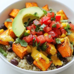 - 2 mittelgroße Süßkartoffeln, gewürfelt - 1 Dose schwarze Bohnen, abgetropft und gespült - 1 Tasse Maiskörner (frisch oder gefroren) - 1 rote Paprika, gewürfelt - 1 Avocado, gewürfelt Die Süßkartoffeln sind die Hauptzutat und bringen Süße. Sie sind nahrhaft und lecker. Schwarze Bohnen fügen Protein und Ballaststoffe hinzu. Maiskörner bringen eine süße, knackige Textur. Rote Paprika gibt Farbe und einen frischen Geschmack. Avocado rundet das Gericht ab und sorgt für Cremigkeit. - 1 Esslöffel Olivenöl - 1 Teelöffel Kreuzkümmel - 1 Teelöffel geräuchertes Paprikapulver - Salz und Pfeffer nach Geschmack - Saft von 1 Limette - Frischer Koriander, gehackt (zum Garnieren) - Salsa oder Pico de Gallo (zum Servieren) - Zerbröckelter Feta oder Queso Fresco (optional) Die Gewürze bringen Geschmack und Tiefe. Kreuzkümmel fügt Wärme hinzu, während geräuchertes Paprikapulver die Schärfe verstärkt. Limettensaft gibt einen frischen Kick. Frischer Koriander bringt eine lebendige Note. Salsa oder Pico de Gallo bietet Frische und Textur. Feta oder Queso Fresco sind tolle Ergänzungen, bieten aber auch eine cremige Note. {{ingredient_image_2}} Zuerst heize ich den Ofen auf 220°C vor. Das sorgt für gleichmäßiges Rösten. Dann würfle ich die Süßkartoffeln in kleine Stücke. In einer großen Schüssel vermenge ich die Würfel mit einem Esslöffel Olivenöl, einem Teelöffel Kreuzkümmel und einem Teelöffel geräuchertem Paprikapulver. Ich füge Salz und Pfeffer nach Geschmack hinzu. Diese Mischung sorgt für tollen Geschmack. Ich breite die gewürzten Süßkartoffeln auf einem Backblech aus. Die Stücke sollten eine einzige Schicht bilden. Jetzt kommen die Süßkartoffeln für 25 bis 30 Minuten in den Ofen. Ich wende sie einmal, damit sie gleichmäßig garen. Sie sind fertig, wenn sie zart und leicht karamellisiert sind. Während die Süßkartoffeln rösten, bereite ich die anderen Zutaten vor. In einem mittleren Topf erhitze ich die schwarzen Bohnen und den Mais. Ich schmecke sie mit Salz und Pfeffer ab und halte sie warm. In einer kleinen Schüssel vermenge ich die gewürfelte rote Paprika mit dem Saft von einer Limette. Diese Mischung lasse ich ein paar Minuten marinieren. So wird die Paprika frisch und saftig. Nachdem die Süßkartoffeln fertig sind, beginne ich mit dem Zusammenstellen der Taco-Schalen. Ich lege eine Basis aus gekochtem Quinoa oder braunem Reis in jede Schale. Dann füge ich die gerösteten Süßkartoffeln hinzu. Danach kommen die warmen schwarzen Bohnen und der Mais, die marinierte Paprika und die gewürfelte Avocado. Zum Schluss garniere ich die Schalen mit frischem Koriander. Ich gebe auch Salsa oder Pico de Gallo dazu. Wenn ich möchte, streue ich etwas zerbröckelten Feta oder Queso Fresco darüber. So entsteht ein buntes und leckeres Gericht! Um Süßkartoffeln perfekt zu rösten, beginne mit dem richtigen Schneiden. Schneide sie in gleichmäßige Würfel, etwa 2 cm groß. So garen sie gleichmäßig und werden schön zart. Damit die Süßkartoffeln knusprig werden, heize den Ofen auf 220°C vor. Röste die Würfel 25 bis 30 Minuten. Wende sie einmal während des Röstens. So erhalten sie eine schöne Farbe und einen tollen Geschmack. Du kannst die Zutaten nach deinem Geschmack anpassen. Wenn du keine schwarzen Bohnen magst, probiere Kichererbsen oder Linsen. Diese sind ebenfalls nahrhaft und lecker. Für das Gemüse kannst du Zucchini, Spinat oder sogar Brokkoli verwenden. Wenn du eine spezielle Diät hast, sind diese Taco-Schalen sehr flexibel. Du kannst sie vegan oder glutenfrei machen, indem du die Feta-Käse-Option weglässt und glutenfreie Zutaten verwendest. Präsentiere die Taco-Schalen ansprechend. Nutze eine große Schüssel, um die Schalen zu dekorieren. Lege die Zutaten schön geschichtet hinein. Dies macht das Essen noch appetitlicher. Zu diesen Schalen passen frische Salsa oder Pico de Gallo sehr gut. Als Getränk empfehle ich einen frischen Limetten-Minz-Mocktail. Erfrischend und lecker! Pro Tips Wählen Sie die richtigen Süßkartoffeln: Achten Sie darauf, feste und glatte Süßkartoffeln zu wählen, da diese beim Rösten die beste Textur und den besten Geschmack bieten. Variation der Gewürze: Experimentieren Sie mit zusätzlichen Gewürzen wie Chili-Pulver oder Knoblauchpulver, um den Süßkartoffeln mehr Tiefe und Würze zu verleihen. Frische Zutaten: Verwenden Sie frische Zutaten, insbesondere bei der Avocado und dem Koriander, um den besten Geschmack und die beste Textur in Ihren Taco-Schalen zu erzielen. Vorbereitung im Voraus: Bereiten Sie die Zutaten wie Quinoa oder braunen Reis und die Bohnenmischung im Voraus zu, um die Zubereitungszeit am Serviertag zu verkürzen. {{image_4}} Wenn du diese Schalen vegan machen möchtest, lass den Feta oder Queso Fresco weg. Diese Käsearten geben einen tollen Geschmack, aber du kannst sie leicht ersetzen. Verwende stattdessen Avocado oder eine Cashew-Creme. Das gibt die nötige Cremigkeit und bleibt ganz vegan. Möchtest du mehr Protein? Füge einfach Hähnchen oder Tofu hinzu. Gegrilltes Hähnchen passt super gut zu den Süßkartoffeln. Tofu ist eine tolle Wahl für Veganer. Brate den Tofu scharf an, um einen guten Geschmack zu erzielen. Beide Optionen machen die Schalen nahrhafter. Experimentiere mit verschiedenen Saucen und Gewürzen. Probiere eine scharfe Salsa oder eine würzige Chipotle-Sauce. Das gibt den Schalen einen neuen Kick. Du kannst auch mit Kräutern wie Thymian oder Oregano spielen. Diese kleinen Änderungen machen viel aus und bringen Abwechslung in dein Gericht. Um die Taco-Schalen frisch zu halten, lagere sie in einem luftdichten Behälter. Stelle sicher, dass die Schalen vollständig abgekühlt sind, bevor du sie verpackst. Die optimale Lagerung erfolgt im Kühlschrank. So bleiben sie bis zu drei Tage genießbar. Wenn du die Schalen länger aufbewahren möchtest, friere sie ein. Um die Reste wieder aufzuwärmen, benutze den Ofen oder die Mikrowelle. Im Ofen, heize ihn auf 180°C vor. Lege die Schalen auf ein Backblech und erwärme sie für etwa 10-15 Minuten. In der Mikrowelle, erwärme sie in kurzen Intervallen. Überprüfe die Temperatur, um sicherzustellen, dass sie warm sind. So bleibt der Geschmack frisch und die Textur gut. Die Zutaten haben unterschiedliche Haltbarkeiten. Gekochte Süßkartoffeln halten sich im Kühlschrank etwa drei bis fünf Tage. Schwarze Bohnen und Mais sind bis zu einer Woche haltbar, wenn sie richtig gelagert werden. Frische Avocados bleiben drei bis vier Tage nach dem Schneiden frisch. Achte darauf, sie in einem luftdichten Behälter aufzubewahren. Die Taco-Schalen sind im Kühlschrank bis zu drei Tage haltbar. Achte darauf, sie in einem luftdichten Behälter zu lagern. Wenn du sie länger aufbewahren möchtest, kannst du sie auch einfrieren. Im Gefrierschrank halten sie bis zu drei Monate. Stelle sicher, dass du sie gut verpackst, um Gefrierbrand zu vermeiden. Ja, du kannst die Süßkartoffeln im Voraus zubereiten. Koche sie einfach und lagere sie im Kühlschrank. Du kannst sie bis zu zwei Tage vor dem Servieren zubereiten. Halte sie in einem luftdichten Behälter. Vor dem Servieren kannst du die Süßkartoffeln kurz aufwärmen, damit sie wieder warm und lecker sind. Zu den Taco-Schalen passen frische Beilagen. Salsa oder Pico de Gallo sind großartige Optionen. Du kannst auch Guacamole oder griechischen Joghurt servieren. Als Getränk eignen sich Limonade oder ein frischer Eistee. Diese Beilagen ergänzen die Aromen der Taco-Schalen perfekt. Ja, diese Taco-Schalen sind glutenfrei. Achte darauf, dass du glutenfreie Zutaten verwendest. Die Süßkartoffeln, Bohnen und Gemüse enthalten kein Gluten. Wenn du Feta oder Queso Fresco hinzufügst, stelle sicher, dass sie glutenfrei sind. So kannst du sicher genießen! Diese Taco-Schalen sind einfach und lecker. Wir haben über die Hauptzutaten wie Süßkartoffeln und schwarze Bohnen gesprochen. Die Gewürze machen den Geschmack besonders. Ihre Zubereitung erfordert nur einige Schritte. Denken Sie daran, mit den Zutaten zu variieren. Damit eignen sie sich für jede Diät. Die richtige Lagerung sichert die Frische. Probieren Sie die Tipps aus, um Ihre Schalen perfekt zu machen. Mit diesen Ideen kochen Sie großartig. Guten Appetit!