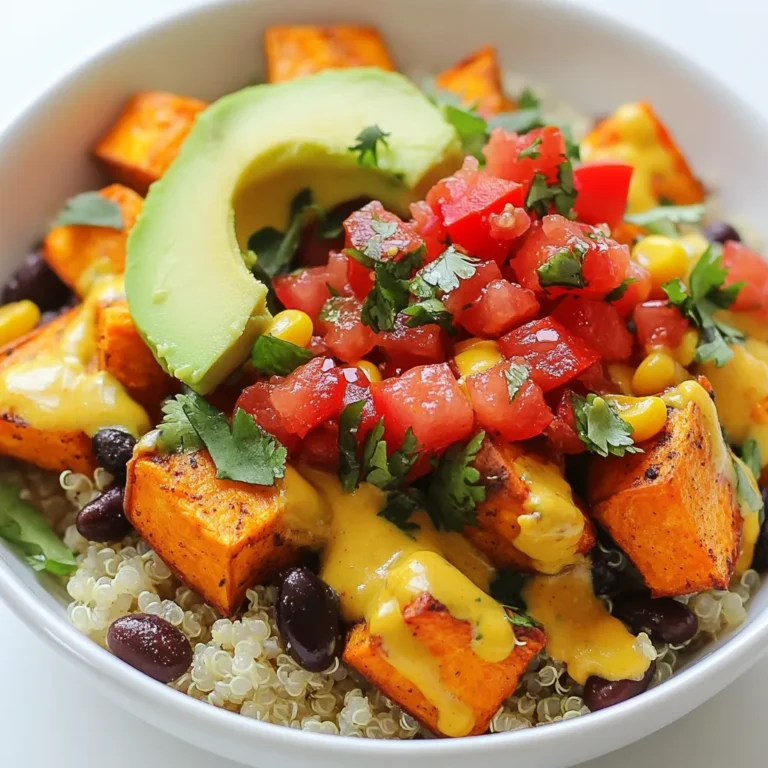 - 2 mittelgroße Süßkartoffeln, gewürfelt - 1 Dose schwarze Bohnen, abgetropft und gespült - 1 Tasse Maiskörner (frisch oder gefroren) - 1 rote Paprika, gewürfelt - 1 Avocado, gewürfelt Die Süßkartoffeln sind die Hauptzutat und bringen Süße. Sie sind nahrhaft und lecker. Schwarze Bohnen fügen Protein und Ballaststoffe hinzu. Maiskörner bringen eine süße, knackige Textur. Rote Paprika gibt Farbe und einen frischen Geschmack. Avocado rundet das Gericht ab und sorgt für Cremigkeit. - 1 Esslöffel Olivenöl - 1 Teelöffel Kreuzkümmel - 1 Teelöffel geräuchertes Paprikapulver - Salz und Pfeffer nach Geschmack - Saft von 1 Limette - Frischer Koriander, gehackt (zum Garnieren) - Salsa oder Pico de Gallo (zum Servieren) - Zerbröckelter Feta oder Queso Fresco (optional) Die Gewürze bringen Geschmack und Tiefe. Kreuzkümmel fügt Wärme hinzu, während geräuchertes Paprikapulver die Schärfe verstärkt. Limettensaft gibt einen frischen Kick. Frischer Koriander bringt eine lebendige Note. Salsa oder Pico de Gallo bietet Frische und Textur. Feta oder Queso Fresco sind tolle Ergänzungen, bieten aber auch eine cremige Note. {{ingredient_image_2}} Zuerst heize ich den Ofen auf 220°C vor. Das sorgt für gleichmäßiges Rösten. Dann würfle ich die Süßkartoffeln in kleine Stücke. In einer großen Schüssel vermenge ich die Würfel mit einem Esslöffel Olivenöl, einem Teelöffel Kreuzkümmel und einem Teelöffel geräuchertem Paprikapulver. Ich füge Salz und Pfeffer nach Geschmack hinzu. Diese Mischung sorgt für tollen Geschmack. Ich breite die gewürzten Süßkartoffeln auf einem Backblech aus. Die Stücke sollten eine einzige Schicht bilden. Jetzt kommen die Süßkartoffeln für 25 bis 30 Minuten in den Ofen. Ich wende sie einmal, damit sie gleichmäßig garen. Sie sind fertig, wenn sie zart und leicht karamellisiert sind. Während die Süßkartoffeln rösten, bereite ich die anderen Zutaten vor. In einem mittleren Topf erhitze ich die schwarzen Bohnen und den Mais. Ich schmecke sie mit Salz und Pfeffer ab und halte sie warm. In einer kleinen Schüssel vermenge ich die gewürfelte rote Paprika mit dem Saft von einer Limette. Diese Mischung lasse ich ein paar Minuten marinieren. So wird die Paprika frisch und saftig. Nachdem die Süßkartoffeln fertig sind, beginne ich mit dem Zusammenstellen der Taco-Schalen. Ich lege eine Basis aus gekochtem Quinoa oder braunem Reis in jede Schale. Dann füge ich die gerösteten Süßkartoffeln hinzu. Danach kommen die warmen schwarzen Bohnen und der Mais, die marinierte Paprika und die gewürfelte Avocado. Zum Schluss garniere ich die Schalen mit frischem Koriander. Ich gebe auch Salsa oder Pico de Gallo dazu. Wenn ich möchte, streue ich etwas zerbröckelten Feta oder Queso Fresco darüber. So entsteht ein buntes und leckeres Gericht! Um Süßkartoffeln perfekt zu rösten, beginne mit dem richtigen Schneiden. Schneide sie in gleichmäßige Würfel, etwa 2 cm groß. So garen sie gleichmäßig und werden schön zart. Damit die Süßkartoffeln knusprig werden, heize den Ofen auf 220°C vor. Röste die Würfel 25 bis 30 Minuten. Wende sie einmal während des Röstens. So erhalten sie eine schöne Farbe und einen tollen Geschmack. Du kannst die Zutaten nach deinem Geschmack anpassen. Wenn du keine schwarzen Bohnen magst, probiere Kichererbsen oder Linsen. Diese sind ebenfalls nahrhaft und lecker. Für das Gemüse kannst du Zucchini, Spinat oder sogar Brokkoli verwenden. Wenn du eine spezielle Diät hast, sind diese Taco-Schalen sehr flexibel. Du kannst sie vegan oder glutenfrei machen, indem du die Feta-Käse-Option weglässt und glutenfreie Zutaten verwendest. Präsentiere die Taco-Schalen ansprechend. Nutze eine große Schüssel, um die Schalen zu dekorieren. Lege die Zutaten schön geschichtet hinein. Dies macht das Essen noch appetitlicher. Zu diesen Schalen passen frische Salsa oder Pico de Gallo sehr gut. Als Getränk empfehle ich einen frischen Limetten-Minz-Mocktail. Erfrischend und lecker! Pro Tips Wählen Sie die richtigen Süßkartoffeln: Achten Sie darauf, feste und glatte Süßkartoffeln zu wählen, da diese beim Rösten die beste Textur und den besten Geschmack bieten. Variation der Gewürze: Experimentieren Sie mit zusätzlichen Gewürzen wie Chili-Pulver oder Knoblauchpulver, um den Süßkartoffeln mehr Tiefe und Würze zu verleihen. Frische Zutaten: Verwenden Sie frische Zutaten, insbesondere bei der Avocado und dem Koriander, um den besten Geschmack und die beste Textur in Ihren Taco-Schalen zu erzielen. Vorbereitung im Voraus: Bereiten Sie die Zutaten wie Quinoa oder braunen Reis und die Bohnenmischung im Voraus zu, um die Zubereitungszeit am Serviertag zu verkürzen. {{image_4}} Wenn du diese Schalen vegan machen möchtest, lass den Feta oder Queso Fresco weg. Diese Käsearten geben einen tollen Geschmack, aber du kannst sie leicht ersetzen. Verwende stattdessen Avocado oder eine Cashew-Creme. Das gibt die nötige Cremigkeit und bleibt ganz vegan. Möchtest du mehr Protein? Füge einfach Hähnchen oder Tofu hinzu. Gegrilltes Hähnchen passt super gut zu den Süßkartoffeln. Tofu ist eine tolle Wahl für Veganer. Brate den Tofu scharf an, um einen guten Geschmack zu erzielen. Beide Optionen machen die Schalen nahrhafter. Experimentiere mit verschiedenen Saucen und Gewürzen. Probiere eine scharfe Salsa oder eine würzige Chipotle-Sauce. Das gibt den Schalen einen neuen Kick. Du kannst auch mit Kräutern wie Thymian oder Oregano spielen. Diese kleinen Änderungen machen viel aus und bringen Abwechslung in dein Gericht. Um die Taco-Schalen frisch zu halten, lagere sie in einem luftdichten Behälter. Stelle sicher, dass die Schalen vollständig abgekühlt sind, bevor du sie verpackst. Die optimale Lagerung erfolgt im Kühlschrank. So bleiben sie bis zu drei Tage genießbar. Wenn du die Schalen länger aufbewahren möchtest, friere sie ein. Um die Reste wieder aufzuwärmen, benutze den Ofen oder die Mikrowelle. Im Ofen, heize ihn auf 180°C vor. Lege die Schalen auf ein Backblech und erwärme sie für etwa 10-15 Minuten. In der Mikrowelle, erwärme sie in kurzen Intervallen. Überprüfe die Temperatur, um sicherzustellen, dass sie warm sind. So bleibt der Geschmack frisch und die Textur gut. Die Zutaten haben unterschiedliche Haltbarkeiten. Gekochte Süßkartoffeln halten sich im Kühlschrank etwa drei bis fünf Tage. Schwarze Bohnen und Mais sind bis zu einer Woche haltbar, wenn sie richtig gelagert werden. Frische Avocados bleiben drei bis vier Tage nach dem Schneiden frisch. Achte darauf, sie in einem luftdichten Behälter aufzubewahren. Die Taco-Schalen sind im Kühlschrank bis zu drei Tage haltbar. Achte darauf, sie in einem luftdichten Behälter zu lagern. Wenn du sie länger aufbewahren möchtest, kannst du sie auch einfrieren. Im Gefrierschrank halten sie bis zu drei Monate. Stelle sicher, dass du sie gut verpackst, um Gefrierbrand zu vermeiden. Ja, du kannst die Süßkartoffeln im Voraus zubereiten. Koche sie einfach und lagere sie im Kühlschrank. Du kannst sie bis zu zwei Tage vor dem Servieren zubereiten. Halte sie in einem luftdichten Behälter. Vor dem Servieren kannst du die Süßkartoffeln kurz aufwärmen, damit sie wieder warm und lecker sind. Zu den Taco-Schalen passen frische Beilagen. Salsa oder Pico de Gallo sind großartige Optionen. Du kannst auch Guacamole oder griechischen Joghurt servieren. Als Getränk eignen sich Limonade oder ein frischer Eistee. Diese Beilagen ergänzen die Aromen der Taco-Schalen perfekt. Ja, diese Taco-Schalen sind glutenfrei. Achte darauf, dass du glutenfreie Zutaten verwendest. Die Süßkartoffeln, Bohnen und Gemüse enthalten kein Gluten. Wenn du Feta oder Queso Fresco hinzufügst, stelle sicher, dass sie glutenfrei sind. So kannst du sicher genießen! Diese Taco-Schalen sind einfach und lecker. Wir haben über die Hauptzutaten wie Süßkartoffeln und schwarze Bohnen gesprochen. Die Gewürze machen den Geschmack besonders. Ihre Zubereitung erfordert nur einige Schritte. Denken Sie daran, mit den Zutaten zu variieren. Damit eignen sie sich für jede Diät. Die richtige Lagerung sichert die Frische. Probieren Sie die Tipps aus, um Ihre Schalen perfekt zu machen. Mit diesen Ideen kochen Sie großartig. Guten Appetit!