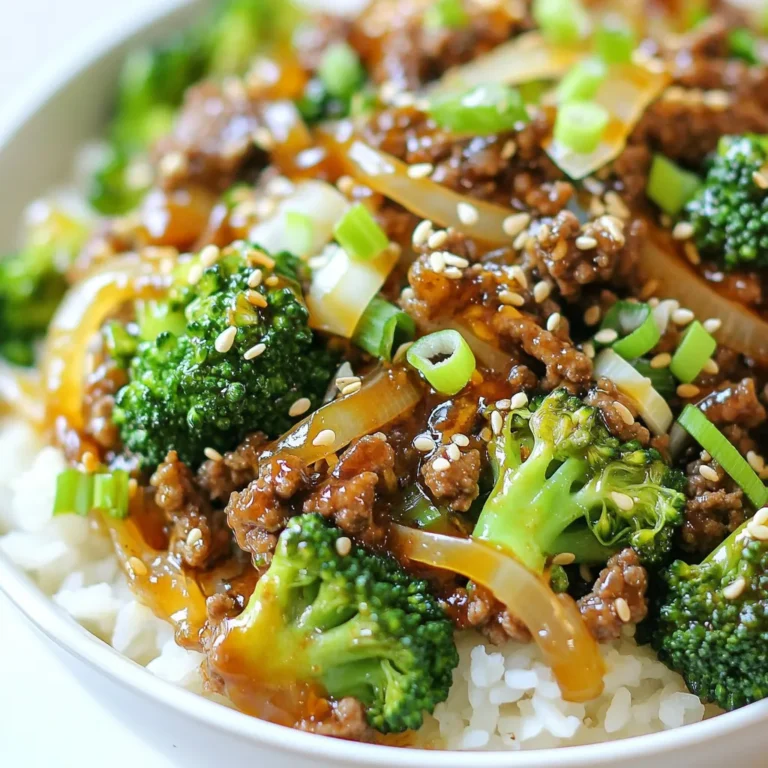 Für dieses einfache Gericht brauchen Sie folgende Hauptzutaten: - 450 g Rinderhackfleisch - 2 Tassen Brokkoliröschen - 1 mittelgroße Zwiebel, dünn geschnitten - 2 Knoblauchzehen, gehackt - 1 Esslöffel Ingwer, gehackt Diese Zutaten bringen Geschmack und Nährstoffe in das Gericht. Das Rinderhackfleisch gibt Ihnen eine gute Proteinquelle. Brokkoli liefert Vitamine und Ballaststoffe. Die Zwiebel, der Knoblauch und der Ingwer sorgen für ein tolles Aroma. Um das Gericht abzurunden, benötigen Sie diese Gewürze und Saucen: - 60 ml Sojasauce - 1 Esslöffel Sesamöl - 1 Esslöffel brauner Zucker - 1 Esslöffel Maisstärke - 120 ml Rinderbrühe - Salz und Pfeffer nach Geschmack Die Sojasauce und das Sesamöl geben diesem Gericht einen asiatischen Touch. Der braune Zucker fügt eine süße Note hinzu, die das Gericht ausgleicht. Die Maisstärke hilft, die Sauce zu verdicken, damit sie gut am Fleisch und Brokkoli haftet. Für eine vollwertige Mahlzeit servieren Sie das Gericht mit: - Gekochtem Reis oder Quinoa - Sesamsamen, zum Garnieren - Geschnittenen Frühlingszwiebeln, zum Garnieren Reis oder Quinoa machen das Gericht sättigender. Sesamsamen und Frühlingszwiebeln sorgen für etwas Crunch und Farbe. Sie machen Ihr Gericht nicht nur lecker, sondern auch schön anzusehen. {{ingredient_image_2}} Zuerst mische ich die Sojasauce, das Sesamöl, den braunen Zucker, die Maisstärke und die Rinderbrühe in einer kleinen Schüssel. Ich rühre gut um, bis die Soße gleichmäßig ist. Dann stelle ich die Soße beiseite, damit sie bereit ist, wenn ich sie brauche. Jetzt erhitze ich 1 Esslöffel Pflanzenöl in einer großen Pfanne oder einem Wok bei mittlerer bis hoher Hitze. Ich füge die geschnittene Zwiebel hinzu und brate sie für 2-3 Minuten an, bis sie glasig wird. Dann gebe ich den gehackten Knoblauch und den Ingwer dazu. Ich brate alles für eine weitere Minute, bis die Aromen stark sind und der Duft meine Küche füllt. Im nächsten Schritt schiebe ich die Zwiebelmischung an den Rand der Pfanne. Ich gebe das Rinderhackfleisch in die Mitte und zerkleinere es mit einem Pfannenwender. Ich brate das Fleisch für 5-7 Minuten, bis es gut durchgegart und braun ist. Ich würze es mit Salz und Pfeffer nach Geschmack. Sobald das Rinderhackfleisch gar ist, füge ich die Brokkoliröschen hinzu und vermische alles gut. Dann gieße ich die vorbereitete Soße gleichmäßig über das Fleisch und den Brokkoli. Ich lasse alles 3-5 Minuten köcheln, damit der Brokkoli zart, aber knackig bleibt. Ich nehme die Pfanne vom Herd und richte das Gericht über gekochtem Reis oder Quinoa an. Um das Gericht zu vollenden, garniere ich es mit Sesamsamen und geschnittenen Frühlingszwiebeln. So wird es nicht nur lecker, sondern sieht auch toll aus! Um das Hackfleisch perfekt zu braten, beginne mit einer heißen Pfanne. Nutze etwas Pflanzenöl, um ein Ankleben zu verhindern. Zerkleinere das Fleisch mit einem Pfannenwender, während es brät. Achte darauf, dass es gleichmäßig bräunt. Wenn das Hackfleisch braun wird, schmecke es mit Salz und Pfeffer ab. Dies verstärkt den Geschmack. Brokkoli sollte knackig und leuchtend grün sein. Koche ihn nicht zu lange, sonst wird er matschig. Füge die Brokkoliröschen in die Pfanne, wenn das Hackfleisch fast fertig ist. So behält der Brokkoli seine Farbe und Nährstoffe. Mische alles gut, damit der Brokkoli die Aromen der Soße aufnimmt. Die Soße ist der Schlüssel zu diesem Gericht. Mische Sojasauce, Sesamöl, braunen Zucker, Maisstärke und Rinderbrühe gut. Achte darauf, dass die Maisstärke sich vollständig auflöst. Gieße die Soße gleichmäßig über das Hackfleisch und den Brokkoli. Lass die Mischung kurz köcheln, damit die Soße eindickt und alle Zutaten umhüllt. Pro Tipps Frischer Brokkoli: Verwenden Sie frischen Brokkoli anstelle von gefrorenem, um den besten Geschmack und die knusprige Textur zu erzielen. Rinderhackfleisch: Wählen Sie mageres Rinderhackfleisch, um das Gericht leichter zu machen, ohne auf Geschmack zu verzichten. Sojasauce-Optionen: Experimentieren Sie mit verschiedenen Sojasaucen, wie z.B. Tamari für eine glutenfreie Option oder eine reduzierte Natriumvariante. Garnierungen: Verleihen Sie dem Gericht zusätzlichen Crunch und Geschmack, indem Sie geröstete Erdnüsse oder Cashews hinzufügen. {{image_4}} Wenn Sie eine vegetarische Option möchten, können Sie Tofu verwenden. Nehmen Sie 400 g festen Tofu und schneiden Sie ihn in Würfel. Braten Sie den Tofu in der Pfanne, bis er goldbraun ist. Ersetzen Sie das Rinderhackfleisch einfach durch den Tofu. Fügen Sie die gleiche Menge Soße hinzu, um den Geschmack zu halten. Die Vielfalt an Gemüse kann Ihr Gericht aufpeppen. Fügen Sie Karotten, Paprika oder Zuckerschoten hinzu. Schneiden Sie das Gemüse in kleine Stücke, damit es gleichmäßig gart. Geben Sie das Gemüse zusammen mit dem Brokkoli in die Pfanne. Es macht das Gericht bunter und gesünder. Die Gewürze sind der Schlüssel zu einem guten Geschmack. Mögen Sie es scharf? Fügen Sie etwas Chili oder Sriracha hinzu. Für eine süßere Note können Sie mehr braunen Zucker verwenden. Experimentieren Sie mit Kräutern wie Koriander oder Basilikum. So passen Sie das Gericht an Ihre Vorlieben an. Um die Reste Ihres Rinderhackfleisch und Brokkoli Stir Fry richtig zu lagern, nutzen Sie am besten einen luftdichten Behälter. Achten Sie darauf, das Gericht vollständig abkühlen zu lassen, bevor Sie es einpacken. So bleibt der Geschmack frisch, und die Textur bleibt erhalten. Die Reste können bis zu drei Tage im Kühlschrank aufbewahrt werden. Wenn Sie mehr Reste haben, können Sie das Gericht auch einfrieren. Teilen Sie es in Portionsgrößen auf und verwenden Sie gefrierfeste Behälter oder Beutel. Achten Sie darauf, die Luft herauszupressen, um Gefrierbrand zu vermeiden. So bleibt das Gericht bis zu drei Monate haltbar. Beim Einfrieren kann der Brokkoli jedoch etwas weicher werden, wenn Sie es später auftauen. Um das Gericht beim Aufwärmen schmackhaft zu halten, nutzen Sie eine Pfanne oder die Mikrowelle. Wenn Sie die Pfanne benutzen, fügen Sie einen Spritzer Wasser oder Brühe hinzu, um das Gericht feucht zu halten. Erhitzen Sie es langsam bei mittlerer Hitze. In der Mikrowelle können Sie das Gericht in 30-Sekunden-Intervallen aufwärmen. Überprüfen Sie zwischendurch die Temperatur, damit es nicht überhitzt. Um dieses Gericht glutenfrei zu machen, verwende glutenfreie Sojasauce. Achte darauf, dass alle anderen Zutaten auch glutenfrei sind. Manche Brühen enthalten Gluten, also prüfe die Etiketten. Mit diesen einfachen Änderungen kannst du das Rezept problemlos anpassen. Du kannst Hähnchenhackfleisch oder Putenhackfleisch verwenden. Auch Tofu eignet sich gut für eine vegetarische Option. Hackfleisch aus Pflanzenbasis, wie Seitan, ist ebenfalls lecker. Diese Alternativen geben dem Gericht verschiedene Geschmäcker und Texturen. Die Reste sind im Kühlschrank etwa drei bis vier Tage haltbar. Stelle sicher, dass sie in einem luftdichten Behälter gelagert werden. Du kannst die Reste auch einfrieren, um sie länger zu bewahren. So bleibt der Geschmack frisch. Ja, du kannst das Gericht im Voraus zubereiten. Koche es einfach und lasse es abkühlen. Dann packe es in einen Behälter. Du kannst es bis zu drei Tage im Kühlschrank aufbewahren. Erwärme es einfach, wenn du bereit bist zu essen. Dieses Rezept für Rinderhackfleisch und Brokkoli ist einfach und lecker. Wir haben die Hauptzutaten, Gewürze und Beilagen besprochen. Die Schritt-für-Schritt-Anleitung hilft dir, alle Schritte klar zu verstehen. Tipps garantieren, dass dein Gericht perfekt wird. Du kannst sogar Variationen ausprobieren, um es nach deinem Geschmack anzupassen. Mit den Lagerungshinweisen bleibt dein Gericht frisch. Diese einfachen Tricks machen das Kochen leicht und spaßig. Probier es aus und entdecke neue Möglichkeiten!