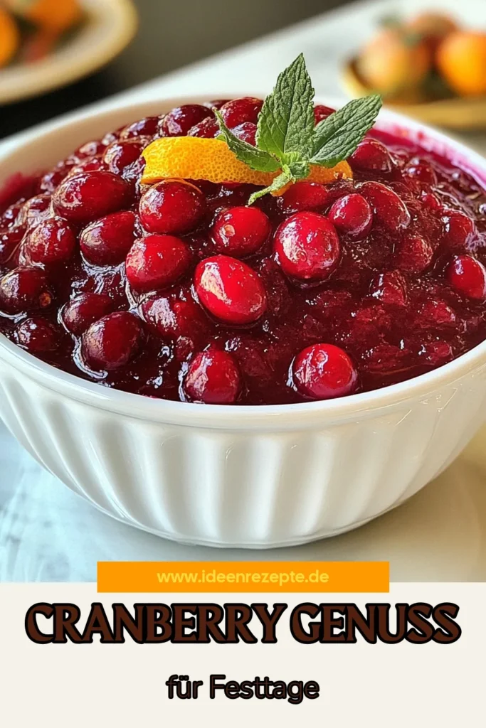 Für eine köstliche Festtagsbeilage probiere dieses einfache Cranberry Soße Rezept mit Medjool-Daten! Diese gesunde Cranberry Soße bringt frische Aromen und eine leichte Süße durch die Datteln und erfrischende Orangenschale ins Spiel. Ideal für deine festlichen Feiern. Lass dich inspirieren und bereite diese einzigartige Orangenschale Soße zu, die zu jedem Gericht passt! Jetzt speichern und ausprobieren! #CranberrySoße #MedjoolDaten #FestlicheCranberry #GesundeCranberryRezepte