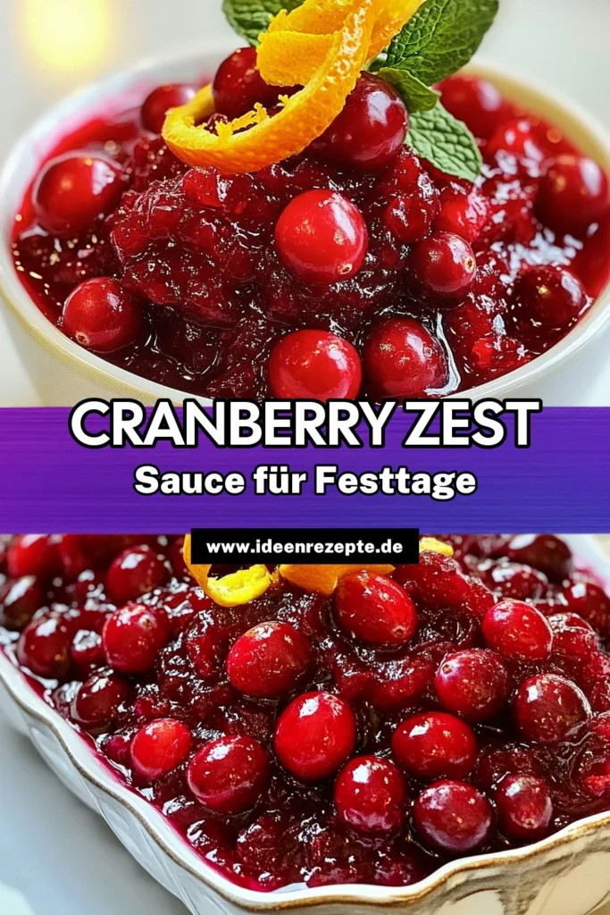 Entdecken Sie unser Rezept für eine köstliche Cranberry Orangen Sauce! Diese frische Cranberries Rezept kombiniert fruchtige Aromen mit einem Hauch Zimt und Ingwer für eine festliche Beilage, die Ihre Feiertage bereichert. Die einfache Cranberry Sauce lässt sich schnell zubereiten und ist perfekt für Truthahn oder Sandwiches. Speichern Sie dieses Rezept und bringen Sie Geschmack auf Ihren Tisch! #CranberryOrangenSauce #FestlicheBeilagen #ZimtIngwerSauce #EinfacheCranberrySauce