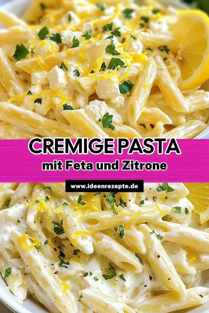 Entdecken Sie unser köstliches Rezept für cremige Zitronen-Feta-Pasta! Diese einfache Zitronen-Pasta kombiniert den cremigen Geschmack von Feta-Käse mit frischem Zitronensaft für ein unwiderstehliches Gericht. Perfekt für ein schnelles Abendessen, begeistert dieses Feta-Käse Pasta Rezept mit seiner einfachen Zubereitung. Speichern Sie dieses Rezept für Ihre nächste italienische Pasta-Nacht! #PastaRezeptMitFeta #CremigeZitronenFetaPasta #EinfacheZitronenPasta #FetaKäsePastaRezept