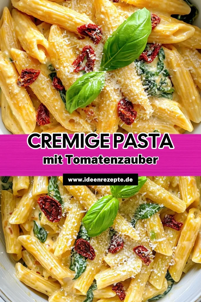 Genieße cremigen Pasta-Genuss mit getrockneten Tomaten! Dieses einfache Rezept kombiniert Pasta mit einer köstlichen Sauce aus Knoblauch, Zwiebeln und frischem Spinat und ist in nur 30 Minuten zubereitet. Perfekt für ein schnelles Abendessen oder ein besonderes Gericht. Lass dich inspirieren und entdecke die Aromen Italiens! Klicke hier für das volle Rezept! #PastaGenuss #GetrockneteTomaten #SchnelleRezepte #VeggieEssen